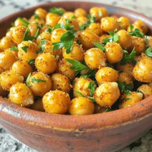 - 1 can (15 oz) of chickpeas - 1 tablespoon olive oil - 1 teaspoon smoked paprika - 1 teaspoon garlic powder - ½ teaspoon onion powder - ½ teaspoon cumin - ¼ teaspoon cayenne pepper (adjust for spice preference) - ½ teaspoon salt - Fresh parsley, chopped for garnish - Additional spices or toppings To make Air Fryer Smoky Crispy Chickpeas, you need just a few simple ingredients. Start with a can of chickpeas. Drain and rinse them well. This helps to get rid of extra salt and makes them cleaner. Use a paper towel to dry them. The drier they are, the crispier they will get. Next, you will need some olive oil. Just one tablespoon will do. This oil helps the spices stick to the chickpeas and adds flavor. Now, let’s spice things up! For the seasoning, gather smoked paprika, garlic powder, onion powder, cumin, cayenne pepper, and salt. Each spice adds depth and a smoky flavor. Adjust the cayenne pepper to control the heat level. For a fun touch, add fresh parsley on top after cooking. You can also sprinkle more spices if you want. These simple ingredients create a tasty, crunchy snack that you will love! Preheating your air fryer is key. It ensures that the chickpeas cook evenly and become crispy. Set your air fryer to 400°F (200°C) and let it warm up for about 3-5 minutes. This will help seal in flavors and create a perfect crunch. Start by rinsing the chickpeas well in cold water. This step removes any canning liquid that can make them soggy. After rinsing, pat them dry with a paper towel. The drier the chickpeas, the crispier they will get. Next, place the chickpeas in a mixing bowl. Drizzle 1 tablespoon of olive oil over them. Toss gently until each chickpea is evenly coated in oil. Now it’s time to add flavor! In the same bowl, sprinkle in the spices: 1 teaspoon smoked paprika, 1 teaspoon garlic powder, ½ teaspoon onion powder, ½ teaspoon cumin, ¼ teaspoon cayenne pepper, and ½ teaspoon salt. Mix well to coat each chickpea with the spice blend. This step is crucial for that smoky, tasty kick you want. Place the seasoned chickpeas in the air fryer basket in a single layer. It’s important not to overcrowd them, as this can lead to uneven cooking. Air fry the chickpeas for 15-18 minutes. Remember to shake the basket every 5 minutes. This helps them cook evenly. You’ll know they’re done when they turn golden brown and crispy. Once finished, let them cool slightly. They will become even crispier as they cool. Garnish with chopped parsley for a fresh touch before serving. To get the best crispiness, drying your chickpeas is key. After draining them, I pat them dry with a paper towel. This extra step removes moisture, helping them crisp up nicely. When using the air fryer, I recommend preheating it to 400°F (200°C) for about 3-5 minutes. This ensures the chickpeas start cooking right away, creating that perfect crunch. To add more flavor, try extra spices. I love using chili powder or smoked salt for a kick. You can also switch up the spices based on your taste. For a Mediterranean twist, add oregano or lemon zest. For a sweet touch, mix in a bit of cinnamon or brown sugar. The options are endless, so feel free to experiment! Crispy chickpeas make a great snack on their own. You can toss them into salads for added crunch. They also work well in grain bowls, adding texture and flavor. If you're feeling creative, try mixing them into a yogurt dip for a fun appetizer. The possibilities are vast, and they can brighten up any dish! {{image_2}} You can change the taste of your smoky crispy chickpeas in many fun ways. For a sweet and spicy twist, add a tablespoon of honey or maple syrup to your spice mix. This makes a fun contrast with the heat of cayenne. You can also try adding a sprinkle of cinnamon to bring out warmth. For a herb-infused option, use dried herbs like oregano or thyme. These will give your chickpeas an earthy flavor. You can mix and match these options to find your favorite. If you need a gluten-free snack, you are in luck! Chickpeas are naturally gluten-free, so this recipe fits perfectly. To make it vegan, use olive oil and plant-based spices, which you already have. Adjust the spice levels by adding less cayenne pepper or even skip it if you want a milder taste. You can also try adding more garlic powder for a stronger flavor without heat. You can still enjoy crispy chickpeas if you don’t have an air fryer. To oven-roast, preheat your oven to 400°F (200°C). Spread the seasoned chickpeas on a baking sheet in a single layer. Roast them for about 25-30 minutes, shaking the pan every 10 minutes. This will help them cook evenly and get crispy. If you prefer stovetop methods, heat a pan over medium heat. Add the chickpeas and stir them often until they are golden brown and crunchy. This takes about 10-15 minutes. Each method can yield a tasty snack, so don’t hesitate to try them all! To keep your crispy chickpeas fresh, store them in an airtight container. This helps maintain their crunch. You can keep them for about 3 to 5 days at room temperature, but they taste best when fresh. If you want to revive the crispiness after storage, use the air fryer again. Heat them at 350°F for about 5 minutes. This helps avoid sogginess. You can also use a regular oven. Just spread them out on a baking sheet and heat. For easy meal prep, divide the chickpeas into small bags or containers. This way, you have quick snacks ready to go. Aim for about 1/4 cup per serving. This size is perfect for a tasty snack without overdoing it. It takes about 15 to 18 minutes to cook chickpeas in an air fryer. Preheat your air fryer to 400°F (200°C) first. Shake the basket every 5 minutes for even cooking. When they turn golden brown, they are ready! Yes, you can use dried chickpeas. But, you need to soak and cook them first. This takes more time. Use about ½ cup of dried chickpeas for this recipe. If your chickpeas are not crispy, check if they are dry enough. Pat them well with a paper towel after rinsing. Also, do not overcrowd the air fryer basket. This helps them cook evenly and become crispy. Absolutely! You can adjust the cayenne pepper to make it as spicy as you like. For a mild snack, simply skip the cayenne or use less. You can also add more spices for extra flavor! Yes, you can make a larger batch. Just keep in mind to cook them in batches if your air fryer is small. Spread them out in a single layer for the best crispiness. Crispy chickpeas are easy and fun to make. We covered the main ingredients, from chickpeas to seasoning. I shared tips for preheating, drying, and cooking to achieve the perfect crisp. You can enjoy them in salads or as snacks. Try different flavors to suit your taste. Remember to store leftovers properly to keep them fresh. With these steps and ideas, you can turn simple chickpeas into a delightful treat. Enjoy experimenting with this versatile recipe!