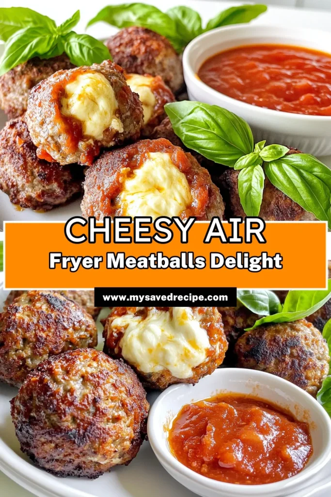 Indulge in the deliciousness of Air Fryer Mozzarella Stuffed Meatballs! These easy-to-make meatballs are packed with gooey mozzarella and seasoned to perfection. Perfect for a quick dinner or party snack, they pair beautifully with marinara sauce for dipping. Check out our full recipe and bring some cheesy goodness to your table today! Don't miss out! #AirFryerRecipes #MozzarellaMeatballs #EasyDinner #ComfortFood