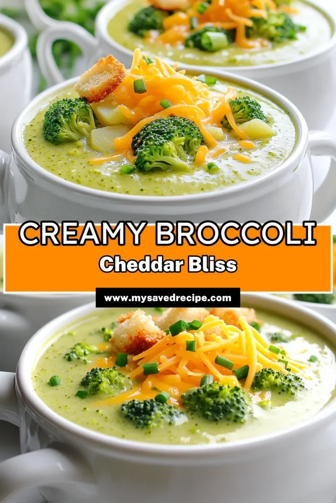 Indulge in the creamy goodness of One-Pot Broccoli Cheddar Delight! This easy recipe combines fresh broccoli, sharp cheddar, and comforting potatoes for a deliciously smooth soup that's perfect any day. With simple steps and minimal cleanup, you'll have a hearty meal ready in just 35 minutes. Upgrade your dinner plans and explore how simple ingredients can create rich flavors! Click through for the full recipe! #BroccoliCheddar #OnePotMeals #ComfortFood #QuickRecipes