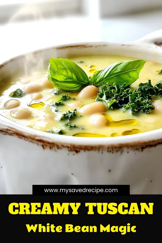 Warm up your day with this delicious and creamy Tuscan white bean soup! Packed with flavor from cannellini beans, fresh kale, and aromatic herbs, this soup is perfect for any occasion. Easy to make in just 35 minutes, it’s perfect for a cozy dinner or meal prep. Ready to impress your taste buds? Click through for the full recipe and discover how to make this hearty dish! #SoupRecipe #TuscanSoup #ComfortFood #HealthyEating