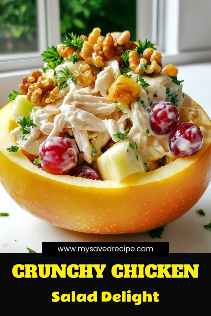 Delight your taste buds with this delicious Harvest Chicken Salad with Apples and Grapes! This easy recipe combines shredded chicken, crisp apples, sweet grapes, and crunchy walnuts, all tossed in a creamy yogurt dressing. Perfect for a light lunch or picnic, it's a refreshing and nutritious meal. Click through to discover how to make this flavorful salad and impress your friends and family. #ChickenSalad #HealthyRecipes #FallFlavors #EasyMeals