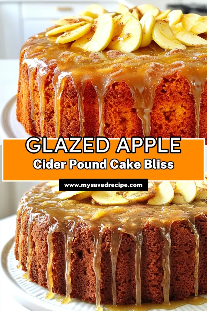 Indulge in the delightful flavors of autumn with this Apple Cider Glazed Pound Cake recipe! Perfectly moist and bursting with warm spices, this easy cake is topped with a sweet apple cider glaze that will leave everyone asking for more. Ready to impress at your next gathering? Click through for the full recipe and transform your baking routine! #PoundCake #BakingRecipes #FallDesserts #AppleCider