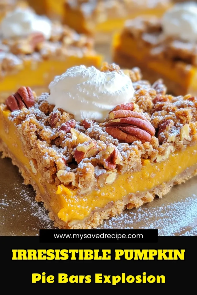 Satisfy your fall cravings with these delightful Pumpkin Pie Streusel Bars! This easy recipe combines a buttery streusel crust with a creamy pumpkin filling, perfectly spiced for that cozy autumn flavor. Ready in just one hour, these bars are perfect for gatherings or a sweet treat at home. Don’t miss out on this seasonal favorite—click through to explore the full recipe and impress your family and friends with these delicious bars!
