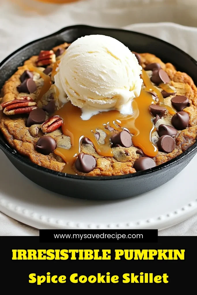 Indulge your taste buds with this delicious Pumpkin Spice Chocolate Chip Cookie Skillet recipe! Perfect for cozy fall gatherings, this easy-to-follow recipe combines pumpkin puree, rich chocolate chips, and warm spices for a dessert that's sure to impress. Serve it warm with ice cream for an extra treat. Ready to bake something sweet? Click through for the full recipe and get baking today! #PumpkinSpice #ChocolateChipCookies #FallRecipes #BakingJoy