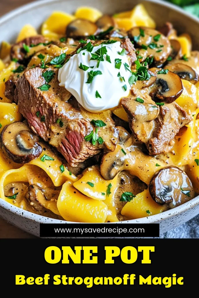 Savor the rich flavors of One Pot Beef Stroganoff Noodles with this easy recipe! This delightful dish combines tender beef, savory mushrooms, and creamy sour cream all in one pot, making dinner a breeze. Perfect for a cozy meal, it’s ready in just 30 minutes! Don’t miss out—click through for the full recipe and impress your family tonight! #BeefStroganoff #OnePotMeal #EasyRecipes #DinnertimeDelight