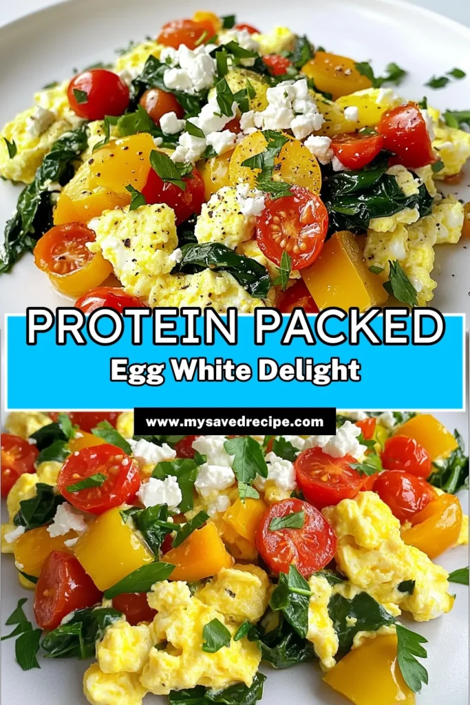 Start your day off right with this delicious high protein egg white scramble! Packed with fresh veggies and feta cheese, this easy recipe is perfect for a healthy breakfast or brunch. In just 15 minutes, you can whip up a nutritious meal that'll energize your morning. Ready to elevate your breakfast game? Click through to explore the full recipe and enjoy every bite! #HighProtein #HealthyBreakfast #EggWhiteScramble #MealPrepEasy