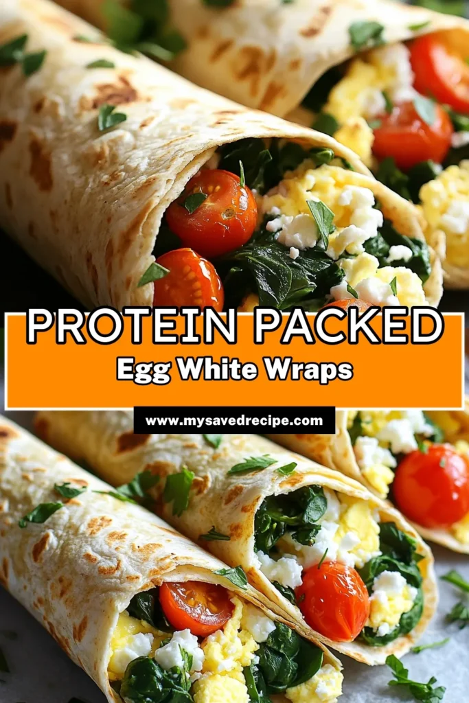 Start your day with delicious High-Protein Egg White Breakfast Wraps that are both nutritious and satisfying! Packed with fresh veggies and creamy feta, these wraps are easy to make, ready in just 20 minutes, and perfect for a healthy breakfast on the go. Discover the full recipe and unleash your cooking skills by clicking through now! #HealthyBreakfast #MealPrep #EggWhiteWraps #ProteinPackedRecipes