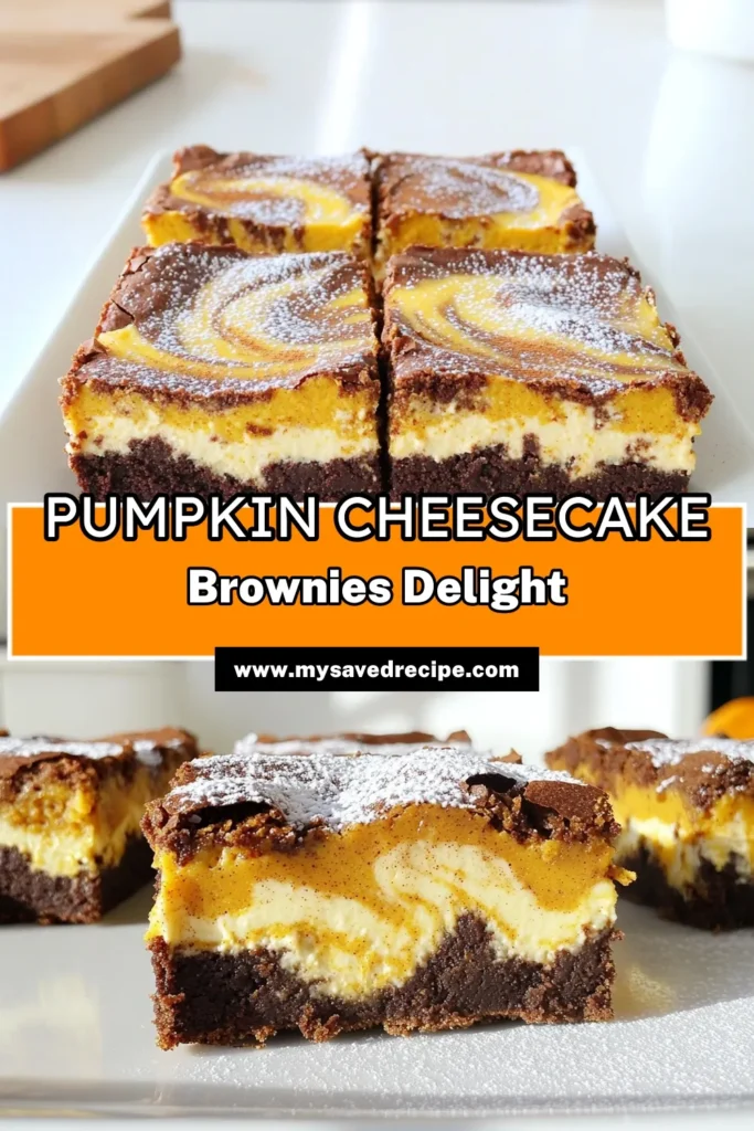 Indulge in the ultimate fall dessert with these delicious Pumpkin Cheesecake Brownie Bars! This perfect combination of rich brownie and creamy pumpkin cheesecake will satisfy your sweet tooth. Get ready to impress your family and friends with this easy recipe that will have everyone asking for seconds. Click to explore the full recipe and make these tasty treats today! #PumpkinDessert #FallRecipes #Brownies #Cheesecake