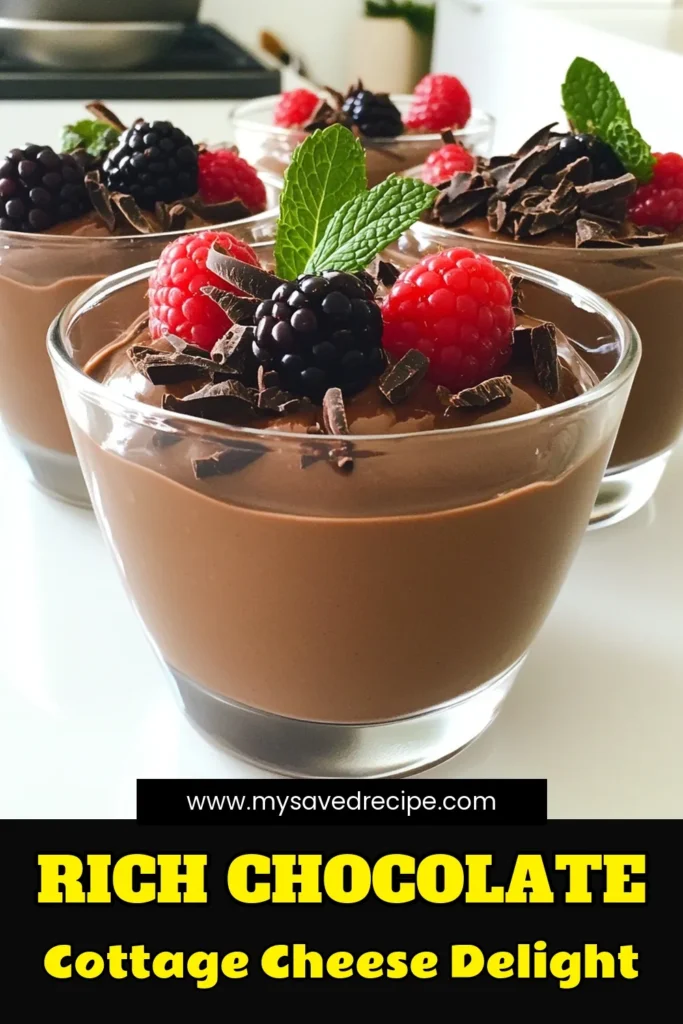 Indulge in a deliciously healthy dessert with our Chocolate Cottage Cheese Pudding! This recipe combines creamy cottage cheese with rich cocoa and sweet honey for a guilt-free treat that's quick to make. Perfect for satisfying your chocolate cravings, it's ready in just 10 minutes plus chilling time. Dive into this delightful pudding and impress your friends! Click to explore the full recipe and elevate your dessert game! #ChocolatePudding #HealthyDesserts #CottageCheese #EasyRecipes