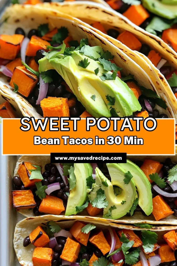 Satisfy your cravings with these delicious Sheet-Pan Sweet Potato Black Bean Tacos! Packed with nutritious sweet potatoes, black beans, and vibrant veggies, this quick and easy recipe is perfect for weeknight dinners. Simply roast everything on a sheet pan and enjoy taco night with minimal cleanup. Click for the full recipe and transform your dinner routine! #Tacos #SweetPotatoes #HealthyEating #MeatlessMonday