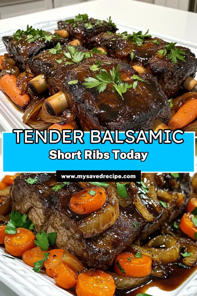Indulge in the rich flavors of Savory Balsamic Short Ribs with this easy recipe! Perfect for any gathering, these tender short ribs are slow-cooked in a delicious balsamic sauce that will have everyone asking for seconds. Get ready to impress your family with minimal effort. Click through for the full recipe and elevate your dinner tonight! #ShortRibs #Balsamic #SlowCooker #ComfortFood
