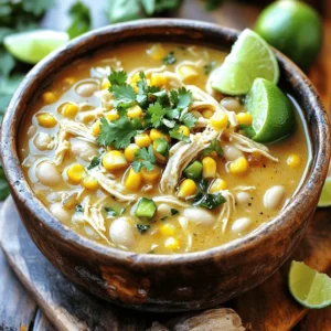 - 1 lb boneless, skinless chicken breasts - 1 can (15 oz) white beans, drained and rinsed - 1 can (4 oz) diced green chiles - 1 medium onion, diced - 2 cloves garlic, minced - 1 cup corn kernels (fresh or frozen) The main ingredients create a hearty base for this chili. Boneless, skinless chicken breasts cook well in the slow cooker. White beans add creaminess and protein. Green chiles lend a mild heat and vibrancy. Fresh vegetables like onion and garlic bring aromatic flavors. Corn gives a sweet crunch, making each bite exciting. - 1 tsp ground cumin - 1 tsp chili powder - 1/2 tsp smoked paprika - Salt and pepper for taste Spices transform this dish. Ground cumin adds warmth and depth. Chili powder offers a rich, spicy layer. Smoked paprika introduces a subtle smokiness. Salt and pepper enhance all the flavors. Adjust these to fit your taste. - 1 cup heavy cream (or coconut cream for a dairy-free option) - Fresh cilantro, chopped (for garnish) - Lime wedges (for serving) Cream is key for a rich, creamy texture. Use coconut cream for a dairy-free version. Fresh cilantro brightens the dish and adds color. Lime wedges offer a zesty kick when served. These optional ingredients elevate the chili and make it your own. 1. Layering ingredients in the slow cooker Start by placing the boneless, skinless chicken breasts at the bottom of your slow cooker. This keeps the chicken moist. Next, add the diced onion and minced garlic for flavor. Then, pour in the diced green chiles and rinse the white beans. Add the corn next. Finally, sprinkle the ground cumin, chili powder, and smoked paprika on top. 2. Instructions for seasoning chicken Season the ingredients with salt and pepper. This step is important for flavor. Give everything a gentle stir to mix it well. This ensures that every bite is tasty. 1. Time settings for slow cooking Cover the slow cooker and set it on low for 6 to 8 hours. If you are short on time, you can cook it on high for 4 hours. Both methods will yield tender chicken. 2. Signs of done chicken The chicken is done when it’s white and no longer pink inside. You can also check if it shreds easily with a fork. This indicates it is tender and ready. 1. Shredding the chicken and stirring in cream Once the chicken is cooked, remove it from the slow cooker. Use two forks to shred the chicken into bite-sized pieces. After shredding, return the chicken to the pot. Now, stir in the heavy cream or coconut cream. This gives the chili a rich, creamy texture. Taste it and adjust the seasoning if needed. 2. Recommended serving methods Serve your white chicken chili hot. Garnish with fresh cilantro for a pop of color and flavor. Don't forget to offer lime wedges on the side. A squeeze of lime adds a bright, zesty touch. Enjoy your comforting meal! To make the best slow cooker white chicken chili, avoid overcooking the chicken. Set your slow cooker to low heat for 6-8 hours. If you use high heat, cook for 4 hours. Check the chicken at the end. It should be tender and easy to shred. If it starts to dry out, reduce the cooking time next time. Enhance flavors with extra spices. Try adding more cumin or chili powder for a kick. You can also mix in paprika or even cayenne for heat. A squeeze of lime juice brightens the dish. Fresh herbs like cilantro can also boost flavor. Pair your chili with delicious sides and toppings. Serve it with warm cornbread or tortilla chips for crunch. A dollop of sour cream adds creaminess. You can also try avocado slices or shredded cheese on top. When reheating leftovers, keep it simple. Use a pot on the stove or a microwave. Add a splash of chicken broth if it seems thick. This keeps the chili creamy and tasty. Choosing the right slow cooker matters. Look for one with a capacity of at least 6 quarts. This size works well for family meals. Brands like Crock-Pot and Instant Pot are popular and reliable. Essential tools for preparation include a good knife for chopping. A sturdy cutting board is also key. Use measuring cups for accuracy, especially with spices and liquids. These tools make cooking easier and more enjoyable. {{image_2}} You can switch proteins in this recipe. Use turkey instead of chicken for a leaner option. If you want plant-based protein, tofu works well too. For beans, try black beans or pinto beans. This adds a new flavor twist. You can also add different vegetables. Bell peppers, zucchini, or carrots give extra taste and texture. Spices can change the heat level of your chili. If you like it spicy, add more chili powder or some cayenne pepper. For less heat, use mild chili powder. You can also add herbs like oregano or thyme for more depth. Want to sneak in more veggies? Toss in spinach or kale near the end of cooking. They will wilt nicely without losing nutrients. For a gluten-free option, verify that your broth and spices are gluten-free. Most chicken broths are safe, but it's good to check. If you prefer a vegan version, swap chicken for jackfruit or chickpeas. Use vegetable broth and coconut cream to keep it creamy. This way, you enjoy a delicious dish that fits your diet. To keep your chili fresh, refrigerate it within two hours after cooking. Use airtight containers for the best results. Glass or BPA-free plastic containers work well. This helps prevent spills and keeps the flavors locked in. To freeze white chicken chili, let it cool completely. Then, pour it into freezer-safe bags or containers. Make sure to leave some space for expansion. For thawing, place the chili in the fridge overnight. You can reheat it on the stove or in the microwave. Stir often to ensure even heating. In the fridge, white chicken chili lasts about 3 to 4 days. Look for signs of spoilage, like off-smells or changes in color. If anything seems off, it’s best to toss it out. Always trust your senses when it comes to food safety. Yes, you can use frozen chicken. Just place it in the slow cooker as is. Increase the cooking time to about 8-10 hours on low. This ensures the chicken cooks fully and becomes tender. To serve more people, double the ingredients. Use 2 lbs of chicken and double all other items. Make sure your slow cooker can hold the extra volume. You may need to cook it a bit longer to ensure everything cooks through. Yes, you can make it on the stovetop. Start by sautéing onions and garlic in a pot. Add the rest of the ingredients and bring to a boil. Reduce heat and let it simmer for about 30-40 minutes. Shred the chicken as you would in the slow cooker. White chicken chili pairs well with cornbread or tortilla chips. You can also serve it with rice for a heartier meal. Fresh toppings like avocado, shredded cheese, or sour cream add extra flavor. Don’t forget fresh lime wedges for a zesty twist! This blog post covered how to make a tasty white chicken chili using simple ingredients. We explored the main components—chicken, beans, and spices. You learned the step-by-step process and helpful tips for perfecting the dish. In the end, I hope you feel ready to try this recipe. Whether you tweak the flavors or choose a different protein, this chili can become a favorite. Enjoy experimenting!