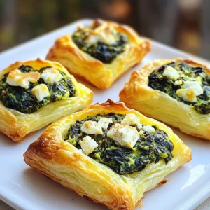 - Puff pastry: Use 1 sheet of thawed puff pastry. This is the base of your puffs. It creates a flaky and light texture that pairs well with the filling. Choose a good quality brand for the best results. - Spinach and other vegetables: You need 2 cups of fresh spinach, chopped. Spinach adds a nice green color and healthy nutrients. You can also use kale or Swiss chard if you want a change. Both are rich in vitamins and add great flavor. - Cheese options: Use 1 cup of crumbled feta cheese for that tangy taste. Feta melts nicely and gives a creamy texture. You can mix in 1/2 cup of softened cream cheese for extra creaminess. This blend makes the filling rich and tasty. 1. Sauté the Vegetables: Start by heating the olive oil in a skillet over medium heat. Add the finely chopped onion. Sauté for about 3 to 4 minutes until it turns translucent. Then, stir in the minced garlic and cook for 1 more minute. This brings out the garlic's flavor. Next, add the chopped spinach. Cook until the spinach wilts, about 2 to 3 minutes. Season with salt, pepper, and nutmeg if you like. Once done, remove it from heat and let it cool slightly. 2. Prepare the Puff Pastry: Take the puff pastry sheet out of the fridge and let it thaw. On a lightly floured surface, roll it out gently. This helps make it smooth and easy to work with. Cut the pastry into squares, each about 4 inches by 4 inches. Make sure the edges are even for a nice shape. 3. Assemble the Breakfast Puffs: Grab your cooled spinach mixture. Place a spoonful of it in the center of each pastry square. Be careful not to overfill, or they won't seal well. Fold the corners over the filling to form a pocket. Press the edges closed with a fork or your fingers. To give your puffs a nice shine, brush the tops with the beaten egg. This will make them golden and tempting when baked. Now you’re ready for the oven! These steps will help you create savory breakfast puffs that are both delicious and easy to make. To make the best Savory Spinach and Feta Breakfast Puffs, start with the right temperature. Preheat your oven to 400°F (200°C). This heat helps the puffs rise well and turn golden. Timing is key too. Bake the puffs for 15-20 minutes. Keep an eye on them! They should be golden brown when done. For a golden finish, use an egg wash. Brush the tops with a beaten egg before baking. This gives them that nice shine and color. Avoid common mistakes to ensure your puffs come out great. Don't overfill the pastry. A spoonful of the filling is enough. If you add too much, the filling may leak out while baking. Make sure to seal the edges well. Press them with a fork or your fingers. This helps keep the filling inside. Another tip is to let the spinach mixture cool slightly before filling. If it's too hot, it can make the pastry soggy. Enjoy making your breakfast puffs! {{image_2}} You can make these breakfast puffs even better with simple swaps. Try different cheeses for a new flavor. Goat cheese adds a tangy twist. Cheddar gives a rich taste. You can also mix in cooked meats. Crumbled bacon or diced ham work well. For a vegetarian option, add more veggies. Bell peppers or mushrooms can enhance the filling. You can also use artichoke hearts for a unique taste. Spices and herbs can change the whole dish. Add fresh herbs like dill or parsley for brightness. A pinch of red pepper flakes gives a nice kick. You can also try adding a bit of lemon zest for a fresh burst of flavor. Experimenting with these options can help you find your favorite version of these savory puffs! To keep your Savory Spinach and Feta Breakfast Puffs fresh, follow these simple tips: - Refrigeration tips for leftovers: Once cooled, place the puffs in an airtight container. Refrigerate them for up to three days. This keeps them safe and tasty. - Freezing instructions for puffs: If you want to store them longer, freeze them. Place the cooled puffs on a baking sheet. Freeze until firm, then transfer them to a freezer bag. They last up to three months in the freezer. - Reheating methods for optimal taste: To reheat, bake the puffs at 350°F (175°C) for about 10-15 minutes. This method keeps them crispy. You can also microwave them, but they may lose their crunch. Following these storage tips helps you enjoy these delicious puffs later. Yes, you can use store-bought spinach. Fresh spinach gives a nice taste. However, if you’re short on time, frozen spinach works too. Just make sure to thaw and drain it well. This keeps the puffs from getting soggy. You can prepare the filling a day before. Just store it in the fridge. When ready, cut the puff pastry and fill it. You can also assemble the puffs and freeze them. Bake straight from the freezer; just add a few extra minutes to the baking time. These puffs pair well with a simple salad. A light yogurt dip adds a nice touch too. You can also serve them with fresh fruit or a smoothie for a balanced breakfast. Enjoy your meal! This blog post covered the essentials for making savory spinach and feta breakfast puffs. We explored ingredients like puff pastry, various cheeses, and vegetables that boost flavor. I shared clear steps for preparation and assembly, along with helpful tips to perfect your puffs. You learned about ingredient variations and best storage methods too. Remember, each puff can be a tasty canvas for your creativity and taste. Enjoy making these delightful treats for breakfast!