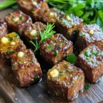 - 1 lb sirloin steak - 4 tablespoons unsalted butter - 4 cloves garlic - Fresh rosemary - Fresh thyme - Salt and pepper - Fresh parsley To make these air fryer garlic butter steak bites, start with fresh, high-quality ingredients. I choose sirloin steak for its great flavor and tenderness. You will cut it into bite-sized cubes, making it easy to cook and eat. Next, the unsalted butter adds richness, while the minced garlic brings a punch of flavor. Using fresh herbs like rosemary and thyme will elevate the taste. Season with salt and pepper to balance all the flavors. Finally, fresh parsley makes a lovely garnish, adding color and a hint of freshness. This ingredient list is simple, yet it creates a dish full of savory goodness. Each element plays a role in making your steak bites truly delicious. To start, I combine melted butter and minced garlic in a bowl. This mix brings rich flavor. Next, I add chopped rosemary and thyme. These herbs give a fresh taste. I stir everything until well mixed. This garlic butter mixture is key to our dish. Now, I take my sirloin steak and cut it into bite-sized cubes. I season these pieces with salt and pepper. This step is simple but important. Then, I pour the garlic butter mixture over the steak. I toss the steak gently in the bowl. This ensures each piece gets coated well. Next, I preheat the air fryer to 400°F (200°C). This usually takes about 5 minutes. Once ready, I place the steak bites in the air fryer basket. I make sure they are in a single layer. If there are too many, I cook them in batches. I then cook the steak for 8 to 10 minutes. Halfway through, I shake the basket for even cooking. I check the doneness to see if they reach my desired level. I like medium-rare, which is about 135°F (57°C) inside. After cooking, I remove the steak bites from the air fryer. I drizzle any leftover garlic butter over them for added flavor. Finally, I sprinkle chopped parsley on top before serving. To cook steak bites just right, check the internal temperature. - Medium-rare: 135°F (57°C) - Medium: 145°F (63°C) - Medium-well: 150°F (66°C) Adjust the cooking time for your taste. If you like it more cooked, add a couple of extra minutes. This way, every bite matches your preference. For well-cooked steak bites, shake the basket halfway through cooking. This helps them brown evenly. If you fill the basket too much, some pieces might not cook well. If needed, cook steak bites in batches. This keeps them juicy and delicious. To add even more flavor, try using different herbs. - Thyme and rosemary work great, but you can also use: - Oregano - Basil - Parsley Marinades can boost taste, too. A simple mix of soy sauce, garlic, and olive oil can add a nice twist. You can marinate the steak bites for 30 minutes before cooking for extra flavor. {{image_2}} You can use different cuts for this recipe. Ribeye and filet mignon are great options. - Ribeye: This cut is tender and full of flavor. It has more fat, which makes it juicy. However, it can be richer in taste. - Filet Mignon: This cut is lean and very tender. It cooks quickly and offers a subtle flavor. Its lack of fat means it may need added moisture. Both cuts can work well for steak bites. Choose based on your taste and budget. You can easily change the flavor of your steak bites. Adding chili flakes gives a nice kick. This spice enhances the garlic without overpowering it. You can also try different kinds of butter. Use garlic herb butter for more flavor. Herb-infused butter adds a fresh twist. Each option makes the steak bites unique and fun to explore. These steak bites are versatile. Pair them with sides like mashed potatoes or roasted veggies. The creamy potatoes balance the savory steak. Fresh veggies add color and crunch. You can serve steak bites as appetizers or main dishes. For appetizers, offer toothpicks for easy eating. For main dishes, plate them with your favorite sides. They bring joy to any table setting. To store leftover steak bites, first let them cool. Place the bites in an airtight container. This keeps them fresh and prevents odors from mixing. You can also wrap them tightly in plastic wrap. Store them in the fridge for up to three days. When you're ready to enjoy them again, simply reheat for a few minutes in the air fryer or microwave. If you want to keep steak bites longer, freezing works well. Let them cool completely before freezing. Arrange the bites in a single layer on a baking sheet. This helps them freeze separately. Once frozen, transfer them to a freezer-safe bag. Remove as much air as you can. They can last up to three months in the freezer. To reheat, cook them in the air fryer at 350°F (175°C) for about 8-10 minutes. Cooked steak bites last about three days in the fridge. In the freezer, they can stay good for up to three months. Always check for any signs of spoilage before eating. If they smell off or look strange, it's best to discard them. Following these storage tips ensures you enjoy your delicious garlic butter steak bites later! Cooking steak bites in an air fryer usually takes about 8 to 10 minutes. The exact time depends on the size of the steak cubes. For medium-rare, aim for an internal temperature of 135°F (57°C). Larger pieces require a bit more time, while smaller ones cook faster. Always check the doneness halfway through and adjust as needed. Yes, you can use frozen steak, but it needs some extra care. When cooking from frozen, increase the cooking time by about 5 to 7 minutes. Make sure to check the internal temperature to ensure doneness. Thawing the steak first can help it cook more evenly and give you a better result. If you don’t have fresh herbs, dried herbs work great too. Use half the amount of dried herbs compared to fresh. For example, if the recipe calls for 1 teaspoon of fresh rosemary, use ½ teaspoon of dried. You can also use spice blends that include similar flavors. These options still add delicious taste to your steak bites. In this blog post, we explored how to make delicious steak bites using sirloin, garlic, and herbs. I provided step-by-step instructions for preparation, cooking tips, and variations to enhance flavor. Remember, you can customize your dish with different cuts of steak or exciting flavor combinations. With these tips, you will create a meal that impresses. Enjoy cooking and share your tasty results!