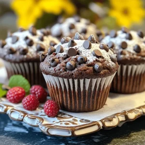 - 1 cup all-purpose flour - 1/2 cup unsweetened cocoa powder - 1 cup granulated sugar - 1/2 teaspoon baking soda - 1 teaspoon baking powder - 1/4 teaspoon salt - 1/2 cup unsalted butter, melted - 2 large eggs - 1 teaspoon vanilla extract - 1/2 cup milk - 1 cup semi-sweet chocolate chips - 1/4 cup mini chocolate chips (for topping) - 1 cup = 240 ml - 1/2 cup = 120 ml - 1 teaspoon = 5 ml - 1/4 teaspoon = 1.25 ml - Use whole wheat flour for more fiber. - Swap unsweetened cocoa powder with dark cocoa for a richer taste. - Brown sugar can replace granulated sugar for a more moist muffin. - Applesauce can stand in for butter for a lighter option. - Use almond milk or oat milk instead of regular milk for a dairy-free version. - If you lack eggs, use flaxseed meal mixed with water as a binder. First, gather all your ingredients. You need flour, cocoa powder, sugar, baking soda, baking powder, salt, melted butter, eggs, vanilla extract, milk, and chocolate chips. Preheat your oven to 350°F (175°C). Line your muffin tin with paper liners or grease it lightly. This helps prevent sticking. In a large bowl, sift together the flour, cocoa powder, sugar, baking soda, baking powder, and salt. This step mixes everything well and adds air. In another bowl, whisk the melted butter, eggs, vanilla extract, and milk until smooth. Pour the wet mix into the dry mix gradually. Stir gently until just combined. It is okay if it has some lumps. Fold in the semi-sweet chocolate chips. Scoop the batter into your muffin tin using a 1/4 cup measuring cup. Fill each cup about 2/3 full. This gives the muffins room to rise. Sprinkle mini chocolate chips on top for extra flavor. Bake in your preheated oven for 18-20 minutes. Check with a toothpick; it should come out clean. Let the muffins cool for about 5 minutes in the tin. Then, move them to a wire rack to cool completely. Enjoy your delicious double chocolate chip muffins! To get the best texture for your double chocolate chip muffins, you must mix well. Start by sifting the dry ingredients together. This helps to aerate the flour and cocoa. While mixing the wet ingredients, whisk them until smooth. Combine wet and dry ingredients gently. Overmixing can lead to tough muffins. It is okay if there are small lumps in the batter. The key is to fold in the chocolate chips evenly without stirring too much. Store your muffins in an airtight container. This keeps them fresh for up to four days. If you want to keep them longer, freeze them. Wrap each muffin in plastic wrap, then place them in a freezer bag. To reheat, simply warm them in the microwave for about 15 seconds. This will bring back their soft texture. You can also enjoy them at room temperature for a nice treat. One common mistake is using cold ingredients. Make sure your eggs and milk are at room temperature. This helps the batter mix better. Another mistake is not measuring ingredients correctly. Use a kitchen scale for the best results. Lastly, avoid opening the oven door while baking. This can cause your muffins to sink. Stick to these tips, and you’ll have perfect muffins every time! {{image_2}} You can mix in nuts or dried fruits for a fun twist. Walnuts or pecans add a crunchy bite. Dried cherries or cranberries can bring a sweet zing. Just fold in about half a cup of your choice into the batter. This makes your muffins even more exciting! Want to make these muffins a bit healthier? You can swap some ingredients. Use whole wheat flour instead of all-purpose flour. This adds fiber and nutrients. Another tip is to reduce the sugar. Try using one-third cup of honey or maple syrup. You can also add mashed bananas for natural sweetness. This keeps the taste rich while being kinder to your body. Seasonal flavors can make your muffins special. For fall, add a teaspoon of cinnamon and some chopped apples. In winter, try adding peppermint extract or crushed candy canes. For summer, mix in fresh berries for a fruity burst. Each season brings a chance to change the flavor! After you bake your double chocolate chip muffins, you may have some left. If so, let them cool first. Once cooled, place them in an airtight container. This keeps them fresh and moist. You can store them at room temperature for up to three days. If you want to keep them longer, freezing is a great option. If you have extra muffins, freezing is easy and smart. Wrap each muffin tightly in plastic wrap. This prevents freezer burn and keeps them tasty. After wrapping, place them in a freezer-safe bag. You can freeze them for up to three months. When you want one, just thaw it in the fridge overnight or microwave it for a few seconds. When it comes to storing muffins, choose the right container. An airtight container works best to keep moisture in. You can also use a resealable bag. Just remove as much air as you can. If you use glass or plastic, ensure they seal well. This helps keep the muffins soft and fresh for your next treat. You can replace eggs with applesauce or mashed bananas. Use 1/4 cup per egg. This keeps muffins moist and adds natural sweetness. Check the muffins with a toothpick. Insert it into the center. If it comes out clean, your muffins are ready. They should look set and spring back when touched. Yes, you can make mini muffins! Just use a mini muffin tin. Bake for about 10-12 minutes instead of 18-20 minutes. Keep an eye on them to avoid overbaking. Pair these muffins with a glass of cold milk or a hot cup of coffee. Fresh berries also add a nice touch. You can even try them with a scoop of vanilla ice cream for a special treat! In this post, we explored ingredient lists, conversion tips, and helpful substitutes for your muffin recipe. I shared detailed steps to prepare, mix, and bake each muffin to perfection. You learned how to achieve the best texture and avoid common mistakes. We also discussed fun variations and storage tips to keep muffins fresh. With this guide, you are ready to bake delicious muffins tailored to your taste. Enjoy your baking journey and share your results!