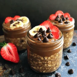To make Peanut Butter Cup Overnight Oats, gather these items: - 1 cup rolled oats - 2 cups almond milk (or any milk of your choice) - 2 tablespoons peanut butter - 2 tablespoons cocoa powder - 1 tablespoon maple syrup (or honey) - 1 teaspoon vanilla extract - A pinch of salt - 2 tablespoons dark chocolate chips (optional) - Sliced banana or strawberries for topping You can easily swap some ingredients for others: - Use any milk you prefer, like oat or soy milk. - Instead of peanut butter, try almond or cashew butter. - For cocoa powder, use carob powder for a different flavor. - You can replace maple syrup with agave nectar or sugar. - If you don’t have dark chocolate chips, skip them or use milk chocolate. Each ingredient adds value to your meal: - Rolled oats provide fiber and keep you full longer. - Almond milk is lower in calories than regular milk. - Peanut butter adds protein, which helps build muscle. - Cocoa powder is rich in antioxidants and may boost mood. - Maple syrup gives natural sweetness with some vitamins. - Vanilla extract adds flavor and may have calming effects. - Salt helps balance sweetness and enhance flavors. - Dark chocolate chips offer a treat with health benefits in moderation. - Bananas or strawberries add vitamins and natural sweetness to your oats. To make Peanut Butter Cup Overnight Oats, start by gathering your ingredients. You will need rolled oats, almond milk, peanut butter, cocoa powder, maple syrup, vanilla extract, and a pinch of salt. For a treat, add dark chocolate chips. 1. Take a large mixing bowl or jar. 2. Pour in 1 cup of rolled oats and 2 cups of almond milk. 3. Add 2 tablespoons of peanut butter and 2 tablespoons of cocoa powder. 4. Stir in 1 tablespoon of maple syrup and 1 teaspoon of vanilla extract. 5. Sprinkle in a pinch of salt. 6. Mix everything well until you have no clumps. Mixing is key for good texture. Use a whisk for a smooth blend. If you see lumps of cocoa or peanut butter, keep stirring. If you want a richer taste, fold in 2 tablespoons of dark chocolate chips. After mixing, divide the oats into two jars or bowls. Seal them tightly. This keeps the oats fresh and ready to eat. Refrigerate the jars overnight or for at least 6 hours. This lets the oats soak up the milk and flavors. When you’re ready to eat, stir the oats. If they seem too thick, add a splash of almond milk to loosen them up. Top your oats with sliced bananas or strawberries. For extra richness, drizzle more peanut butter on top. Enjoy your creamy, tasty Peanut Butter Cup Overnight Oats right away! You can make your Peanut Butter Cup Overnight Oats even better with tasty toppings. Some great options are: - Sliced bananas - Fresh strawberries - Chopped nuts - Drizzle of honey or maple syrup - Extra chocolate chips These toppings add texture and flavor. They can also make your breakfast look beautiful. Mix and match to find your favorite combo! For the perfect texture, follow a few simple steps. First, use rolled oats instead of instant oats. Rolled oats absorb liquid better. Second, make sure to mix all ingredients well. This avoids clumps of cocoa or peanut butter. If the oats feel too thick in the morning, just add a splash of milk. Stir until it reaches the creaminess you want. Meal prep can save you time in the morning. Make a larger batch of overnight oats for the week. Store them in separate jars. This way, you grab one and go! You can also prepare the oats the night before when you plan to have a busy day. Just remember to put them in the fridge overnight. {{image_2}} You can switch peanut butter for other nut butters. Almond butter, cashew butter, or sunflower seed butter work great. Each nut butter brings its own taste. Almond butter adds a light nutty flavor. Cashew butter is creamier and sweeter. Sunflower seed butter is a fun choice for nut allergies. Just keep the same amount as the recipe calls for. You have many milk options. Almond milk is popular, but try oat milk or coconut milk. Each type of milk changes the taste and creaminess. Oat milk adds a smooth texture. Coconut milk gives a tropical twist. If you like dairy, whole milk or skim milk works too. Use what you have on hand for a quick meal. Adding flavors makes the oats exciting. You can stir in cinnamon for warmth. Chia seeds add extra fiber and protein. For a sweeter taste, add a bit more maple syrup or honey. Want crunch? Toss in nuts or granola. You can also mix in dried fruits like raisins or cranberries. Get creative and find what you love! To keep your peanut butter cup overnight oats fresh, always use airtight containers. Glass jars work well, as they seal tightly and let you see the oats. If you make a big batch, divide the mixture into smaller jars. This way, you can grab a jar easily for breakfast. Your oats will stay good in the fridge for about 3 to 5 days. After that, they may lose flavor and texture. Always check for any odd smells or changes in color before eating them. If they look or smell off, it is best to toss them. You can freeze your overnight oats if you want to store them for longer. Just put them in freezer-safe jars. When you want to eat them, move a jar to the fridge the night before. They will thaw slowly and be ready to enjoy in the morning. Make sure to leave a little space in the jar for expansion as they freeze. Yes, you can easily make this recipe vegan. Use almond milk or any plant-based milk you like. Instead of honey, use maple syrup. This way, the recipe stays delicious and vegan-friendly. To adjust the sweetness, simply add more or less maple syrup. Start with one tablespoon. Taste the mixture and decide if you need more sweetness. You can also use ripe bananas to add natural sweetness. You can use many toppings for your oats. Here are some tasty ideas: - Chopped nuts like almonds or walnuts - Shredded coconut - Fresh berries like blueberries or raspberries - A sprinkle of cinnamon - A dollop of yogurt Feel free to mix and match toppings to suit your taste! In this article, we explored the key ingredients for delicious overnight oats and their benefits. I shared step-by-step instructions, plus tips for great texture and storage. You learned how to enhance flavors with toppings and explore variations with nut butters and milks. Remember, customizing your oats can bring fun to your breakfast. With proper storage, your oats can last long and stay fresh. Enjoy making your perfect oat creation, and don't hesitate to experiment! Your healthy breakfast adventure starts now.