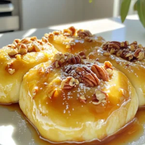- 4 cups all-purpose flour - 1/4 cup granulated sugar - 1 packet (2 1/4 tsp) active dry yeast - 1 cup whole milk, warmed - 1/2 cup unsalted butter, melted - 2 large eggs For the main ingredients, we need all-purpose flour for the dough. Granulated sugar adds sweetness. Active dry yeast helps the dough rise. Whole milk makes the dough soft and rich. Unsalted butter gives flavor and moisture. Eggs add structure and richness. - 1 tsp vanilla extract - 1/2 tsp salt - 1 cup brown sugar, packed - 1 tbsp ground cinnamon - 1/4 cup pure maple syrup For flavoring, vanilla extract gives a warm taste. Salt balances sweetness. Brown sugar adds depth with its molasses flavor. Ground cinnamon brings warmth and spice. Pure maple syrup adds that sweet, rich flavor we love. - 1/2 cup chopped pecans - 1/4 cup chopped pecans (for topping) For the topping, pecans add crunch and a nutty taste. We use chopped pecans both in the filling and on top for added texture. 1. In a large bowl, pour the warm milk. Add the sugar and mix well. 2. Sprinkle the active dry yeast over the milk mixture. Let it sit for 5-10 minutes until it becomes frothy. 3. In a separate bowl, mix the melted butter, eggs, and vanilla extract. Once the yeast mixture is ready, add this butter mixture to it. 1. Stir in the flour and salt until fully combined. 2. Knead the dough on a floured surface for about 5-7 minutes. You want it to be smooth and elastic. 3. Place the dough in a greased bowl. Cover it with a damp cloth and let it rise in a warm spot for about 1 hour or until it doubles in size. 1. Preheat your oven to 350°F (175°C). 2. In a small bowl, mix the brown sugar, cinnamon, and chopped pecans together. 3. Roll the risen dough into a large rectangle, about 16x24 inches. Brush it with melted butter, then evenly sprinkle the brown sugar mixture. 1. Starting from one long side, tightly roll the dough into a log. 2. Cut the log into 12 equal pieces. 3. Place the pieces in a greased 9x13 inch baking dish. Drizzle maple syrup over the top and sprinkle with more pecans. 1. Cover the dish with plastic wrap and let the rolls rise again for about 30 minutes. 2. Bake in the preheated oven for 25-30 minutes. Look for a golden brown color. 3. Let the rolls cool for 5-10 minutes. Then, invert them onto a serving platter to let the sticky topping drizzle down. - Types of flour: I always use all-purpose flour for sticky buns. It gives the right texture. You can also mix in some bread flour for extra strength. - Kneading tips: Knead the dough for about 5-7 minutes. This helps the gluten develop. If the dough sticks, add a little flour. It should feel smooth and elastic. - Optimal rising conditions: Find a warm spot for the dough to rise. A turned-off oven or a sunny window works well. Cover the bowl with a damp cloth to keep it warm. - Quality of maple syrup: Use pure maple syrup for the best taste. The flavor shines through in the buns. Avoid fake syrups; they lack the rich flavor. - Choosing the right pecans: Fresh pecans add crunch and flavor. Look for ones that smell sweet and nutty. Toast them lightly before using for extra flavor. - Adjusting sweetness and spice: You can tweak the sugar and spice levels. If you like it sweeter, add more brown sugar. For a spicier kick, increase the cinnamon. - Garnishing ideas: Dust the sticky buns with powdered sugar before serving. It adds a nice touch. You can also drizzle more maple syrup on top. - Pairing with beverages: These buns pair well with coffee or tea. A warm cup of milk also complements them nicely. - Storing and reheating tips: Store leftover buns in an airtight container. They stay fresh at room temperature for a few days. To reheat, warm them in the oven for a few minutes. {{image_2}} You can change up the flavors in your sticky buns. Here are some ideas: - Adding chocolate chips: Mix in chocolate chips for a sweet twist. - Incorporating dried fruits: Try raisins, cranberries, or apricots for a fruity kick. - Using different nuts: Swap pecans for walnuts or almonds for a new crunch. These additions can make your sticky buns unique and fun! You can also make your sticky buns fit your diet. Here are three easy swaps: - Making it gluten-free: Use gluten-free flour to keep the texture right. - Vegan alternatives: Replace eggs with flax eggs and use plant-based milk and butter. - Lowering sugar content: Cut down on sugar or use natural sweeteners like honey or agave. These changes help you enjoy this treat while sticking to your dietary needs. How you serve your sticky buns can change the whole experience. Here are some fun ideas: - Serving as a pull-apart bread: Keep them in one big piece for guests to tear apart. - Individual portion ideas: Bake in muffin tins for easy, single servings. - Creative serving platters: Use a wooden board or colorful dish to make your sticky buns pop. These presentation styles make your sticky buns look as good as they taste! To keep your sticky buns fresh, store them in an airtight container. This works well for short-term storage. Place the container in a cool, dry spot. Avoid direct sunlight, which can dry them out. These buns taste best within two days of baking. If you need to store them longer, refrigeration is an option. Place the sticky buns in a sealed container and keep them in the fridge for up to a week. For longer storage, freezing is ideal. Wrap each bun tightly in plastic wrap, then place them in a freezer bag. This keeps them fresh for up to three months. To defrost, move the buns to the fridge overnight. For reheating, you can use the microwave or the oven. The microwave is quick but might make them soft. Heat on low for about 15-20 seconds. The oven is better for keeping the texture. Preheat it to 350°F (175°C) and warm them for about 10 minutes. This restores their golden crust and gooey filling. Enjoy the warm, sticky goodness! What is the best way to make sticky buns rise? To make sticky buns rise, keep the dough warm and moist. Place the dough in a greased bowl. Cover it with a damp cloth. Let it rise in a warm spot for about one hour. The dough should double in size. Can I make the dough ahead of time? Yes, you can make the dough ahead of time. Prepare the dough and let it rise. Then, punch it down and cover it. Place it in the fridge overnight. The next day, let it come to room temperature before shaping the buns. How do I know when sticky buns are done baking? Sticky buns are done when they turn golden brown. You can also test them with a toothpick. If it comes out clean, they are ready. The tops should feel firm but springy. Can I use alternative sugars? Yes, you can use alternative sugars. Try using coconut sugar or brown sugar instead of granulated sugar. Both will add a nice flavor. Keep in mind that the sweetness may vary. What can I substitute for pecans? If you don’t have pecans, you can use walnuts or almonds. Both nuts will provide a similar crunch. You can also skip the nuts for a nut-free option. Can I make sticky buns without yeast? Yes, you can make sticky buns without yeast. Use baking powder instead. This will create a quicker dough. However, the texture will be different—less chewy and more cake-like. How can I add more flavor to the recipe? You can add more flavor by mixing in spices. Try adding nutmeg or cardamom to the filling. You can also add a splash of orange or lemon zest for a bright note. You can now make delicious maple pecan sticky buns with ease. We covered key ingredients, step-by-step instructions, and helpful tips. Don't forget the variations to match your taste. Experiment with flavors or dietary needs to make a unique treat. Proper storage ensures freshness, and reheating keeps them tasty. Enjoy your sticky buns warm, with friends or family. Your baking journey will create lasting memories around the table. Happy baking!