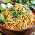 - 8 oz. rice noodles - 1 cup cooked chicken breast, shredded - ¼ cup creamy peanut butter - 3 tablespoons soy sauce - 2 tablespoons lime juice - 1 tablespoon sriracha (for spice) - 1 tablespoon honey - 1 tablespoon sesame oil - 2 green onions, finely chopped - ¼ cup crushed peanuts - Fresh cilantro - Salt to taste - Water (as needed for consistency) When making Minute Spicy Peanut Noodles, the right ingredients make all the difference. You need rice noodles as the base. They cook fast and soak up flavor well. Cooked chicken adds protein and makes this meal hearty. Shredded chicken works best for easy mixing. Creamy peanut butter gives the sauce a rich texture. It adds that classic peanut flavor we all love. Soy sauce adds saltiness and depth. Lime juice brings a bright, fresh taste. For a kick, add sriracha. Adjust this based on your spice level. Honey balances the heat and adds sweetness. Sesame oil gives a nutty finish. Chopped green onions add a fresh bite and color. For garnishes, crushed peanuts add crunch. Fresh cilantro brightens the dish. Salt is key for flavor, and water helps adjust the sauce thickness. Gather these ingredients, and you are ready to create a delicious meal! 1. In a large pot, bring water to a boil. 2. Add 8 oz. of rice noodles. Cook them until they are al dente. 3. Drain the noodles and rinse them under cold water. This stops the cooking. 1. In a medium bowl, whisk together these main ingredients: - ¼ cup creamy peanut butter - 3 tablespoons soy sauce - 2 tablespoons lime juice - 1 tablespoon sriracha - 1 tablespoon honey - 1 tablespoon sesame oil - A pinch of salt 2. If the sauce is too thick, add a little water. Adjust until you reach your desired consistency. 1. In a large mixing bowl, combine cooked rice noodles and 1 cup shredded chicken. 2. Pour the spicy peanut sauce over the noodles and chicken. 3. Toss everything gently to coat evenly. 4. Fold in 2 finely chopped green onions for added flavor and freshness. These steps will lead you to a delightful bowl of Minute Spicy Peanut Noodles with Chicken. - Use pre-cooked chicken for faster prep. This saves time and keeps the dish simple. - Sauté the rice noodles briefly for added texture. A quick toss in a hot pan can make them crispy. - Adjust sriracha for your spice preference. Add more for a fiery kick or less for mild heat. - Substitute lime juice with vinegar for a different zing. This change can add an exciting twist to the sauce. - Serve the noodles in colorful bowls for visual appeal. Add vibrant garnishes like green onions and cilantro. - Use a bamboo platter for an authentic look. This adds a fun touch to your meal and impresses your guests. {{image_2}} If you want a meat-free meal, swap the chicken for tofu or chickpeas. Both options work great. Tofu gives a nice texture, while chickpeas add protein. Make sure to use vegetable broth instead of water for cooking the noodles. This will add more flavor to your dish. You can try different types of noodles for fun. Soba noodles are made from buckwheat. They have a nutty taste that pairs well with the sauce. Udon noodles are thick and chewy. They soak up the sauce nicely. Both noodles are tasty and will change the dish's feel. Want to make the sauce creamier? Add some coconut milk. This will give your dish a rich flavor. You can also try different nut butters. Almond butter or cashew butter can change the taste. Each nut butter brings its own unique flavor, making your noodles special every time you cook them. To keep leftovers fresh, place them in an airtight container. This helps maintain flavor and texture. You can use glass or plastic containers, but glass is often better for reheating. Store your Minute Spicy Peanut Noodles in the fridge for up to three days. For freezing, portion the noodles into smaller containers. This makes it easy to thaw only what you need. When freezing, avoid adding garnishes like peanuts or cilantro. They don’t freeze well. To reheat, thaw in the fridge overnight. Then, warm them on the stove with a bit of water. This keeps them from drying out. Refrigerated noodles last about three days. After that, they may spoil. Signs of spoilage include a sour smell, discoloration, or a slimy texture. If you see any of these signs, it’s best to toss them. Always trust your senses when it comes to food safety. This dish is quick and easy. You need about 10 minutes to prep. Cooking takes another 10 minutes. In total, you spend just 20 minutes to make this meal. Yes! To make it gluten-free, use gluten-free soy sauce or tamari. You can also replace rice noodles with gluten-free noodles. This way, you get the same tasty dish without the gluten. Spicy peanut noodles pair well with many dishes. You can serve them with a fresh salad. A side of steamed broccoli or green beans works great too. For protein, grilled shrimp or tofu are perfect choices. To change the heat, modify the sriracha. Add more for extra spice or less for a milder dish. You can also add crushed red pepper flakes for a different kick. If it’s too spicy, mix in some peanut butter to tone it down. In this article, we covered how to make Minute Spicy Peanut Noodles. We explored essential ingredients, cooking steps, and helpful tips. You learned how to customize your dish with different flavors and ingredients, from protein swaps to spice adjustments. These noodles are quick, tasty, and easy to store. Enjoy experimenting with your own twists. Making this dish can be simple and fun for everyone. Dive in and savor each bite.