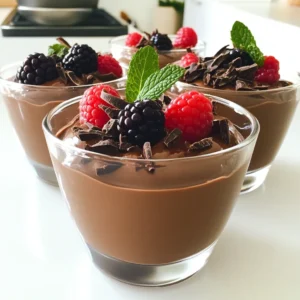 To make this pudding, you need some simple ingredients. Here’s what you will use: - 2 cups cottage cheese (low-fat or full-fat) - 1/4 cup unsweetened cocoa powder - 1/4 cup honey or maple syrup - 1 teaspoon vanilla extract - 1/4 cup almond milk (or any milk of choice) - A pinch of salt - Dark chocolate shavings or chips (for garnish) - Fresh berries (for serving) Cottage cheese gives the pudding its creamy base. Cocoa powder adds rich chocolate flavor. Honey or maple syrup sweetens it, while vanilla enhances the taste. Almond milk helps blend everything smoothly. You can change this recipe to fit your taste. Here are some fun ideas: - Add a splash of coffee for a mocha twist. - Mix in a tablespoon of nut butter for extra creaminess. - Use a different sweetener like agave syrup or stevia. These options let you play with flavors and textures. Feel free to experiment and make it your own! If you lack an ingredient, don’t worry! Here are some easy swaps: - Use Greek yogurt instead of cottage cheese for a thicker texture. - Swap honey or maple syrup with sugar or a sugar substitute. - Try coconut milk instead of almond milk for a tropical flavor. These substitutions maintain the pudding’s taste and texture while making it fit your kitchen needs. Enjoy creating your version of chocolate cottage cheese pudding! First, gather all your ingredients. You need: - 2 cups cottage cheese - 1/4 cup unsweetened cocoa powder - 1/4 cup honey or maple syrup - 1 teaspoon vanilla extract - 1/4 cup almond milk - A pinch of salt - Dark chocolate shavings (for garnish) - Fresh berries (for serving) Make sure your cottage cheese is smooth. If it has lumps, it won’t blend well. You can use low-fat or full-fat cottage cheese based on your taste. Next, place the cottage cheese in a blender. Add the cocoa powder, honey or maple syrup, vanilla extract, almond milk, and salt. Blend this mixture until it is smooth. Scrape the sides with a spatula as you blend. This helps mix everything evenly. Taste the pudding after blending. If it’s not sweet enough, add more honey or syrup. Blend again briefly to mix in the extra sweetness. The goal is a creamy, rich texture. Once your pudding is smooth, spoon it into serving bowls. Cover them and put them in the fridge. Chill the pudding for at least 30 minutes. This time helps the flavors blend and the pudding to thicken. When you are ready to serve, top each bowl with dark chocolate shavings and fresh berries. This adds color and extra taste. Enjoy your delicious chocolate cottage cheese pudding! You can change the sweetness to fit your taste. Start with a quarter cup of honey or maple syrup. After blending, taste the pudding. If it needs more sweetness, add a little more syrup. Blend again to mix it well. This way, you can make it just right for you. To get a creamy texture, use a good food processor or blender. Blend the cottage cheese, cocoa powder, and other ingredients until smooth. Stop to scrape the sides if needed. This will help mix everything evenly. If it feels too thick, add a bit more almond milk. Blend again until it’s just how you like it. Make your pudding look great when serving. Use clear glasses to show off the creamy layers. Top with dark chocolate shavings and fresh berries for color. You can also add a sprig of mint for a nice touch. This will make your dessert look fancy and appetizing. {{image_2}} You can boost the flavor of your pudding by adding Nutella or peanut butter. Start by blending in 2 tablespoons of either ingredient with the other ingredients. This gives it a rich, creamy taste that you will love. Nutella adds a sweet chocolatey flavor, while peanut butter gives a nutty twist. Both options make your pudding even more delicious! The recipe calls for almond milk, but you can use any milk you like. Try dairy milk for a creamier texture. If you prefer plant-based options, oat milk or coconut milk work well too. Each type of milk changes the flavor slightly. Experiment to find your favorite! Garnishing your pudding with fresh fruit makes it pop! In spring and summer, use berries like strawberries or blueberries. In fall, sliced apples or pears add a nice touch. For winter, try pomegranate seeds for a burst of color and flavor. The fruits not only look great but also add freshness to your dessert. To keep your Chocolate Cottage Cheese Pudding fresh, store it in the fridge. Always cover the pudding with plastic wrap or a lid. This helps prevent it from absorbing other smells in the fridge. If you leave it uncovered, it may dry out or get hard on top. Use airtight containers for the best results. Glass jars or plastic containers work great. I prefer glass jars. They are easy to clean and look nice. You can see the pudding, which makes it more tempting! Your pudding will stay fresh for about 3 to 5 days in the fridge. After that, the texture may change. If you notice any off smells or flavors, it's best to toss it. Always trust your senses! Enjoy your pudding within the week for the best taste and texture. Yes, you can use Greek yogurt. It will change the taste and texture. Greek yogurt is creamier, making the pudding smooth. If you want a tangy flavor, this is a great choice. This recipe can fit into a low-carb diet with some tweaks. Use low-carb sweeteners instead of honey or maple syrup. You can also reduce the cocoa powder to lower carbs. Just watch your portion sizes. Freezing is not ideal for this pudding. The texture may change when thawed. Instead, enjoy it fresh or store it in the fridge for later. If you must freeze it, put it in an airtight container. To make this pudding vegan, swap cottage cheese with silken tofu. Use maple syrup as your sweetener. Choose plant-based milk like almond or oat milk. This way, you can keep the creamy texture and flavor. Toppings can add fun and flavor. Try dark chocolate shavings for richness. Fresh berries like strawberries or raspberries add a fruity twist. You can also sprinkle nuts for crunch or drizzle more syrup for sweetness. This blog post shared a simple recipe for Chocolate Cottage Cheese Pudding. You learned about key ingredients, step-by-step instructions, and tips for perfecting it. Customizing your pudding with different flavors or fruits can make it unique. Proper storage helps keep it fresh and tasty. Enjoy making this easy dessert! With a few tweaks, you can make this treat your own. Happy pudding making!