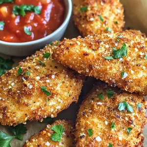 - 1 lb chicken tenders - 1 cup breadcrumbs (preferably panko) - 1/2 cup grated Parmesan cheese - 2 cloves garlic, minced - 1 teaspoon dried Italian herbs (oregano, basil, thyme) - 1/2 teaspoon paprika - 1 teaspoon salt - 1/2 teaspoon black pepper - 1 large egg - 2 tablespoons olive oil Gather all these ingredients before you start. Using panko breadcrumbs gives a great crunch. The garlic and herbs add lots of flavor. Make sure to use fresh garlic for the best taste. The egg will help the coating stick to the chicken. Olive oil adds moisture and richness. When you combine these ingredients, you create a tasty base. This mix makes your chicken tenders crispy and full of flavor. Don't skip the seasoning! It makes a big difference in taste. - Preheat the air fryer to 400°F (200°C). - In a bowl, mix breadcrumbs, grated Parmesan cheese, minced garlic, dried herbs, paprika, salt, and black pepper. This blend adds great flavor. - In a separate bowl, beat the egg and add olive oil. Mix well. - Dip each chicken tender into the egg mixture. Ensure it is fully coated. - Next, roll the chicken in the breadcrumb mixture. Press down gently to coat evenly. Repeat this for all chicken tenders. - Place the coated chicken tenders in the air fryer basket. Arrange them in a single layer with space in between. - Air fry for 12-15 minutes. Flip the tenders halfway through. They should be golden brown and cooked through. To be safe, check that the internal temperature reaches 165°F (75°C). - After cooking, let the chicken rest for a few minutes before serving. Enjoy your crispy treat! To get your chicken tenders nice and crispy, use panko breadcrumbs. They add a great crunch that regular breadcrumbs can’t match. Make sure to preheat your air fryer before cooking. This step helps the tenders cook evenly and become crispy. You can adjust the garlic and spice levels to fit your taste. If you love garlic, add more! Feel free to try different herbs too. Oregano and thyme work great, but rosemary or parsley can be fun choices. Always check the chicken's doneness with a meat thermometer. The chicken should reach 165°F (75°C) to be safe to eat. This ensures your chicken is juicy and cooked perfectly every time. {{image_2}} You can change the coating for fun. Use crushed cornflakes or almond flour for a gluten-free option. These choices still give you a crispy bite. You can also swap in different cheeses. Cheddar or mozzarella can add a new flavor twist. Add lemon zest for a fresh taste. It brightens the tenders and makes them pop. If you like it spicy, add cayenne pepper. Just a pinch can give your chicken a nice kick without being too hot. For sides, serve with a fresh salad or steamed veggies. They balance the meal and add good nutrients. You can also dip the tenders in your favorite sauce. Marinara or ranch dressing are great picks. They make each bite even better. You can store leftover chicken tenders in a few simple ways. First, place them in an airtight container. They will stay fresh in the fridge for up to 3 days. If you want to keep them longer, freeze the tenders. Just make sure to wrap them well in plastic wrap or foil before placing them in a freezer bag. When it is time to enjoy your leftovers, the air fryer is your best friend. Reheat the chicken tenders in the air fryer to keep them crispy. Preheat the air fryer to 350°F (175°C) and cook for about 5-7 minutes. Avoid the microwave. Microwaving can make them soggy and lose that nice crunch. Enjoy your garlic parmesan chicken tenders just as delicious as the first time! Yes, you can use frozen chicken tenders. Just remember to adjust the cooking time. They may need a few extra minutes to cook through. Check them at about 15 minutes. Make sure they reach 165°F inside for safety. Marinara, ranch, or garlic aioli are great choices. These sauces add fun flavors. You can even mix these sauces for a unique taste. Try dipping them in more than one sauce for extra fun! To make this recipe healthier, use less oil. You can also bake the tenders instead of air frying. Baking helps cut down on fat while still giving you a tasty meal. Enjoy your chicken tenders guilt-free! In this post, we covered how to make crispy garlic Parmesan chicken tenders. You learned about the main ingredients, seasoning, and how to bind them. We also shared tips for a perfect cook and variations to try. Remember to check the chicken’s doneness for safety. Enjoy these tenders with your favorite sides and sauces. They are easy to make and full of flavor. Cook them right, and you will impress everyone!