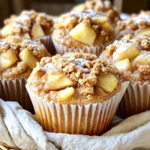 - 1 cup all-purpose flour - 1 cup whole wheat flour - 1½ teaspoons baking powder - 1 teaspoon baking soda - ½ teaspoon salt - 1 teaspoon ground cinnamon - ¼ teaspoon nutmeg - ¼ cup brown sugar The dry ingredients form the base of your muffins. All-purpose flour gives them a soft texture. Whole wheat flour adds a hearty feel. Baking powder and baking soda work as leavening agents, making the muffins rise. Salt enhances the flavors. Ground cinnamon and nutmeg create that warm, cozy taste. Brown sugar adds sweetness and moisture. - 2 large eggs - ½ cup unsweetened applesauce - ½ cup milk (dairy or plant-based) - 1 teaspoon vanilla extract The wet ingredients bring life to your muffins. Eggs bind everything together. Applesauce adds moisture and a hint of apple flavor. Milk helps create a soft and tender crumb. Vanilla extract enhances the overall taste, making these muffins extra special. - 2 cups apples, peeled, cored, and diced (preferably a mix of tart and sweet apples) - ¼ cup walnuts or pecans, chopped (optional) Adding apples gives your muffins a delicious bite. I suggest using a mix of tart and sweet apples for balance. Chopped nuts add a nice crunch and nutty flavor. You can skip the nuts if you prefer a nut-free muffin. 1. Preheat your oven to 350°F (175°C). This helps the muffins bake evenly. 2. Prepare your muffin pan by lining it with paper liners or greasing it lightly. 3. In a large bowl, whisk together: - 1 cup all-purpose flour - 1 cup whole wheat flour - 1½ teaspoons baking powder - 1 teaspoon baking soda - ½ teaspoon salt - 1 teaspoon ground cinnamon - ¼ teaspoon nutmeg - ¼ cup brown sugar Mix these dry ingredients well until they blend completely. 1. In a separate bowl, beat 2 large eggs. This adds structure to your muffins. 2. To the eggs, add: - ½ cup unsweetened applesauce - ½ cup milk (dairy or plant-based) - 1 teaspoon vanilla extract Mix this wet mixture until it becomes smooth and creamy. 1. Pour the wet mixture into the bowl with the dry ingredients. Stir gently until just combined. 2. Fold in: - 2 cups diced apples - ¼ cup chopped walnuts or pecans (optional) Be careful not to overmix, as this can make your muffins tough. 3. In a small bowl, combine for the crumble topping: - ½ cup rolled oats - ¼ cup brown sugar - ¼ cup all-purpose flour - 1 teaspoon ground cinnamon - 2 tablespoons melted unsalted butter Mix until crumbly. 4. Divide the muffin batter evenly among the muffin cups, filling each about ¾ full. 5. Generously sprinkle the crumble topping over each muffin. 6. Place the muffin pan in the preheated oven. Bake for 20-25 minutes. Check for doneness by inserting a toothpick. It should come out clean. 7. Let the muffins cool in the pan for 5 minutes. Then transfer them to a wire rack to cool completely. To make perfect muffins, avoid overmixing. Mix just until you see no dry flour. Overmixing makes muffins tough and dense. To test for doneness, use a toothpick. Insert it into the center of a muffin. If it comes out clean, they’re ready. If not, bake for a few more minutes. Choosing the right apples is key. I like a mix of tart and sweet apples. Granny Smith and Honeycrisp work well together. Their flavors balance nicely in each bite. Spices can add depth. Besides cinnamon, try nutmeg or ginger for extra warmth. A pinch of allspice gives a nice twist, too. Serve these muffins warm in a basket lined with a cloth. This keeps them cozy and inviting. For an elegant touch, dust lightly with powdered sugar. Pair your muffins with whipped cream or a scoop of vanilla ice cream. This makes for a delightful treat that everyone will love. {{image_2}} You can make Apple Cinnamon Crumble Muffins healthier with simple swaps. - Gluten-free alternatives: Use a gluten-free flour blend. This mix often works well in muffins. - Substitutions for sugar: Replace granulated sugar with honey or maple syrup. These options add sweetness and flavor. Get creative with flavors in your muffins. - Adding spices or citrus zest: Try adding nutmeg or ginger for warmth. A bit of lemon or orange zest brightens the flavor too. - Different crumble topping options: You can mix in chopped nuts or seeds for added crunch. Oats can be replaced with crushed graham crackers for a unique twist. Make your muffins fit the season with fun add-ins. - Fall-inspired add-ins: Include dried cranberries or pumpkin puree for a fall vibe. Chopped pecans also add a nice touch. - Holiday variations: During the holidays, mix in candied ginger or chocolate chips. These flavors bring joy to any festive gathering. After you bake your Apple Cinnamon Crumble Muffins, let them cool for about five minutes in the pan. Then, transfer them to a wire rack. This cooling step helps avoid sogginess. Once they are cool, store the muffins in an airtight container. They stay fresh for up to three days at room temperature. If you want to keep muffins for longer, freezing is a great option. Wrap each muffin in plastic wrap or foil. Place them in a freezer-safe bag and remove as much air as you can. They freeze well for up to three months. When you're ready to enjoy them, thaw the muffins in the fridge overnight. For reheating, you can use the microwave. Heat for about 15-20 seconds. If you prefer, you can also warm them in the oven at 350°F (175°C) for about 10 minutes. Both methods keep the muffins soft and delicious. At room temperature, your Apple Cinnamon Crumble Muffins last about three days. After that, they may start to lose their moistness. To keep them fresh, store them in an airtight container. Keeping them away from sunlight and heat helps maintain their flavor and texture longer. Can I use other fruits? Yes, you can swap apples for other fruits. Pears, peaches, or berries work well. Just keep the fruit's moisture in mind. If you use a juicier fruit, reduce the milk a bit to avoid soggy muffins. How can I make these muffins vegan? To make these muffins vegan, replace the eggs with flax eggs. Mix 1 tablespoon of ground flaxseed with 3 tablespoons of water for each egg. Use plant-based milk instead of dairy milk. Why are my muffins dense? Dense muffins often result from overmixing. Mix the wet and dry ingredients until just combined. Also, check your baking powder and baking soda for freshness. If they are old, they may not rise well. What can I do if my crumble topping burns? To prevent burning, check your muffins a few minutes early. If the topping looks too brown, cover it with foil. Baking at a lower temperature can also help keep the topping from burning. Can I replace flour with almond flour? You can use almond flour, but it may change the texture. Use a mix of almond and all-purpose flour for best results. Adjust the liquid since almond flour absorbs less moisture. Alternatives for eggs and dairy products? For eggs, use flax eggs or applesauce. For dairy, try almond milk or oat milk. These options keep the muffins moist and flavorful without dairy. This blog post covered the key ingredients and steps for making delicious muffins. We discussed dry and wet ingredients, tips for mixing, and how to customize flavors. You learned about storage and even tackled common questions about substitutions and troubleshooting. Try these muffins for a tasty treat! With simple steps and fun variations, your baking will shine. Enjoy your baking journey and share your results!