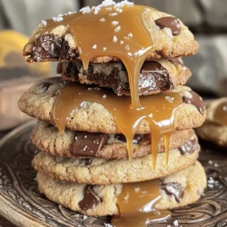 Making Salted Caramel Chocolate Chunk Cookies requires simple and tasty ingredients. Here’s what you need: - 1 cup unsalted butter, softened - ¾ cup brown sugar, packed - ½ cup granulated sugar - 1 large egg - 1 teaspoon vanilla extract - 2 cups all-purpose flour - 1 teaspoon baking soda - ½ teaspoon sea salt - 1 cup semi-sweet chocolate chunks - ½ cup homemade or store-bought salted caramel sauce - Flaky sea salt, for garnish Each ingredient plays a key role. The butter gives cookies a rich taste. Brown sugar adds moisture and a hint of caramel flavor. Granulated sugar helps the cookies crisp up. The egg binds everything together. Vanilla extract adds warmth and depth. All-purpose flour provides structure, while baking soda gives a nice lift. Sea salt enhances the sweet and salty balance. Chocolate chunks provide delicious pockets of flavor. Salted caramel sauce adds a gooey, sweet surprise. Finally, flaky sea salt on top finishes each cookie with a burst of flavor. Enjoy the process of gathering these ingredients! First, you need to preheat your oven to 350°F (175°C). This step helps your cookies bake evenly. Next, grab a baking sheet and line it with parchment paper. This keeps the cookies from sticking. In a large mixing bowl, cream together 1 cup of softened unsalted butter, ¾ cup of packed brown sugar, and ½ cup of granulated sugar. Mix until it becomes light and fluffy. Then, add 1 large egg and 1 teaspoon of vanilla extract. Mix until everything combines smoothly. In a separate bowl, whisk together 2 cups of all-purpose flour, 1 teaspoon of baking soda, and ½ teaspoon of sea salt. Gradually add these dry ingredients to the wet mixture. Mix until just combined, but don't overdo it! Now, fold in 1 cup of semi-sweet chocolate chunks and ¼ cup of salted caramel sauce. Use a cookie scoop or a tablespoon to drop heaping mounds of dough onto the prepared baking sheet. Leave enough space between each cookie because they will spread. Drizzle a bit of the remaining salted caramel sauce over each mound. Bake your cookies in the preheated oven for about 10 to 12 minutes. Look for lightly golden edges, but the centers should still be soft. Once they’re done, remove them from the oven. Immediately sprinkle a pinch of flaky sea salt on top of each cookie. Let them cool on the baking sheet for 5 minutes. Then, transfer the cookies to a wire rack to cool completely. To make the best cookies, start by creaming the butter and sugars. This step adds air and makes your cookies fluffy. Mix until it looks light and creamy. Avoid overmixing the dough once you add the flour. Overmixing can make cookies tough instead of soft. Just mix until everything is combined. This keeps them tender and chewy. You can choose between homemade or store-bought salted caramel. Homemade caramel can be very tasty but takes more time. If you're short on time, store-bought options work well. Look for a brand that uses quality ingredients. This will ensure a rich flavor and smooth texture. Both options can bring a delightful taste to your cookies. Garnishing your cookies can make them look even better. After baking, sprinkle a pinch of flaky sea salt on top. This contrast adds a nice touch and enhances the flavor. You can also drizzle extra salted caramel sauce over the cookies. This adds a beautiful shine and extra sweetness. Stack them on a plate for a stunning presentation. {{image_2}} You can switch up the chocolate in your cookies. Using dark chocolate gives a rich taste. It adds depth to the sweet caramel. You could also try white chocolate chunks. They offer a creamy flavor that pairs well with the salty caramel. Consider adding nuts for crunch. Pecans bring a buttery flavor that works well with caramel. Walnuts add a slight bitterness that balances the sweet. Just chop them up coarsely and fold them into the dough with the chocolate. Want to boost the flavor? Add a little espresso powder for a coffee kick. It enhances the chocolate and caramel notes. You could also sprinkle in some cinnamon for warmth. This spice adds a cozy, inviting taste to each bite. To keep your cookies fresh, store them in an airtight container. This will help keep moisture out. You can separate layers with parchment paper to prevent sticking. Place the container in a cool, dry place. Cookies taste best within the first few days. You can freeze cookie dough or baked cookies for later. For dough, scoop it into balls and place them on a baking sheet. Freeze until solid, then transfer them to a freezer bag. This way, you can bake fresh cookies anytime. For baked cookies, let them cool completely. Then, wrap each cookie in plastic wrap and place them in a freezer bag. They will last for about three months. These cookies stay fresh for about a week at room temperature. If you keep them in the fridge, they can last up to two weeks. Just remember, the longer you wait, the less soft they will be. Enjoy them while they are still chewy and delicious! I recommend using semi-sweet chocolate chunks. They melt well and blend nicely with the dough. You can also try dark chocolate for a richer taste. If you want a sweeter cookie, use milk chocolate chunks instead. Each type offers a unique flavor that balances the salted caramel. Yes, you can make these cookies gluten-free. Use a gluten-free all-purpose flour blend. Make sure it has xanthan gum for better texture. Almond flour is another option, but it may change the cookie's texture. Experiment with different blends to find your favorite. To adjust sweetness, you can reduce the sugar slightly. Try lowering the brown sugar to half a cup. Adding a pinch of extra sea salt can also balance the sweetness. This creates a great contrast with the caramel. If you don’t have salted caramel sauce, use butterscotch sauce for a similar taste. You can also make a quick caramel by melting sugar until golden. Then add butter and a pinch of salt. This will give you a tasty alternative for your cookies. You now know how to make delicious chocolate chunk cookies with salted caramel. We covered all the key steps, from mixing ingredients to baking. Remember to cream the butter and sugar well for texture. You can also explore variations with different chocolates and nuts. For fresh cookies, store them properly or freeze the dough. Now, it’s your turn to try this recipe and enjoy the sweet rewards!