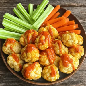 - 1 head of cauliflower, cut into bite-sized florets - 1 cup almond flour - 1 teaspoon garlic powder - 1 teaspoon onion powder - 1/2 teaspoon smoked paprika - 1/2 teaspoon salt - 1/4 teaspoon black pepper - 1 cup water (add more if needed) - 1/2 cup buffalo sauce (adjust for heat preference) - 2 tablespoons olive oil or cooking spray You can swap almond flour for regular flour if you like. For a gluten-free option, use chickpea flour. If you want more spice, add cayenne pepper to the batter. You can also use different sauces like barbecue or teriyaki for a new twist. Instead of buffalo sauce, try a spicy garlic sauce for a different flavor profile. Each serving has about 150 calories. You get 5 grams of protein, 8 grams of carbs, and 12 grams of fat. This dish is low in calories and high in flavor. It’s a great snack or appetizer that feels indulgent but is still healthy. First, grab a head of cauliflower. Cut it into small, bite-sized florets. Make sure they are all roughly the same size. This helps them cook evenly. Next, in a large bowl, mix the dry ingredients. Combine 1 cup of almond flour, 1 teaspoon of garlic powder, 1 teaspoon of onion powder, 1/2 teaspoon of smoked paprika, 1/2 teaspoon of salt, and 1/4 teaspoon of black pepper. Stir well until blended. Now, slowly add 1 cup of water to your dry mix. Keep stirring until you get a thick batter. If it's too thick, add a little more water. You want it to coat the cauliflower well. Before you start cooking, preheat your air fryer to 400°F (200°C). Let it heat for about 5 minutes. This step is key for crispy bites. Once heated, take your coated cauliflower florets. Dip each piece into the batter. Make sure they are fully covered. Let any extra batter drip off. Next, lightly spray the air fryer basket with olive oil. This helps prevent sticking. Place the cauliflower in the basket in a single layer. Don't overcrowd them; give them space to crisp up. Now, air fry the cauliflower for 12-15 minutes. Halfway through, shake the basket to ensure even cooking. Look for a golden brown and crispy finish. After cooking, carefully remove the cauliflower from the air fryer. Place the bites in a mixing bowl. Pour 1/2 cup of buffalo sauce over the florets. Toss gently to coat them evenly. If you prefer more heat, add extra sauce to taste. For an additional flavor boost, return the coated bites to the air fryer for another 2-3 minutes. This will help set the sauce and intensify the taste. Now you are ready to enjoy delicious buffalo cauliflower bites! To get the best texture, focus on your batter. Use almond flour for crunch. Mix it with garlic powder, onion powder, smoked paprika, salt, and black pepper. This gives flavor and helps the batter stick. When you add water, make sure it's thick enough to coat the cauliflower. If the batter is too thin, it won't stick well. Dip each floret carefully and let the excess drip off. This step is key for crispiness. A few common mistakes can ruin your bites. First, do not overcrowd the air fryer basket. This leads to uneven cooking. Leave space between each bite for hot air to circulate. Second, don’t skip the preheating step. If the fryer isn’t hot enough, the bites won’t get crispy. Lastly, be careful with the sauce. Adding too much sauce before the second fry can make them soggy. For a great presentation, serve your buffalo cauliflower bites on a platter. Line it with fresh celery and carrot sticks. This adds color and crunch. Drizzle extra buffalo sauce on top for flavor and eye appeal. Offer a side of creamy ranch or blue cheese dressing for dipping. This combo makes for a fun and tasty experience for everyone! {{image_2}} If you want your Buffalo cauliflower bites to pack more heat, add cayenne pepper or hot sauce to the batter. Use about 1/4 teaspoon of cayenne for a good kick. You can also increase the buffalo sauce amount. This will turn up the flavor and spice level. If you like it really spicy, try a hot pepper sauce instead of regular buffalo sauce. To keep these bites vegan, stick with almond flour, which is already gluten-free. You can use chickpea flour as a substitute if you want a different flavor. For the sauce, ensure that your buffalo sauce is vegan. Many brands offer this option. You can also make your own with hot sauce and plant-based butter. Want to change the flavor? Try different sauces! BBQ sauce gives a sweet twist. A garlic parmesan sauce adds a rich taste. For a tangy touch, use a lemon herb sauce. Each sauce changes the bites into something new and fun. Mix it up to find your favorite! To keep your leftover buffalo cauliflower bites fresh, let them cool down completely. Place them in an airtight container. Store the container in the fridge. They will stay good for up to 3 days. If you want to keep them longer, consider freezing. When it’s time to enjoy your leftovers, reheating is key. Preheat your air fryer to 350°F (175°C). Place the cauliflower bites in the basket in a single layer. Heat for about 5-7 minutes. This will help them regain their crispy texture. You can also use an oven for reheating. Just follow the same steps. If you want to freeze buffalo cauliflower bites, it’s easy! After cooking, let them cool down completely. Arrange them in a single layer on a baking sheet. Freeze for about an hour. Once frozen, transfer them to a freezer bag or container. They can last for up to 3 months in the freezer. When you’re ready to eat, cook from frozen. Just add a few extra minutes to the cooking time in the air fryer. Yes, you can use frozen cauliflower. Just thaw it first. Pat it dry to remove excess moisture. This helps the batter stick better and ensures crispiness. The best sauce is classic buffalo sauce. You can adjust the heat level to your taste. If you want extra flavor, try mixing in some garlic or ranch seasoning. To make them extra crispy, ensure the batter is thick. When air frying, do not overcrowd the basket. This allows hot air to circulate and creates a crunchier finish. Spraying a bit more oil can also help. Yes, they can be healthy! Cauliflower is low in calories and high in fiber. Almond flour adds protein and healthy fats. Just watch the buffalo sauce for added sugars and calories. Buffalo cauliflower bites are fun and easy to make. We covered ingredients, cooking steps, and tips for the best flavor. Remember, use fresh cauliflower for the best texture, and don't be afraid to try spicy sauces. Store any leftovers properly to keep them tasty. With these insights, you can impress your friends and family with this healthy snack. Enjoy crafting your perfect buffalo bites, and don’t hesitate to explore variations that suit your taste!
