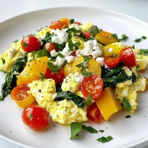 - 1 cup egg whites (about 8 large eggs) - 1/2 cup fresh spinach, chopped - 1/4 cup cherry tomatoes, halved - 1/4 cup bell pepper, diced (any color) - 1/4 cup low-fat feta cheese, crumbled - 1 tablespoon olive oil - 1/4 teaspoon garlic powder - Salt and pepper to taste - Fresh herbs (like parsley or chives) for garnish Egg whites are the star of this dish. They are low in calories and high in protein. Each cup of egg whites packs about 26 grams of protein. This makes them great for muscle building and weight loss. Next, I add fresh spinach. Spinach brings vitamins and minerals. It also adds a lovely green color. Cherry tomatoes provide a sweet burst of flavor. Bell peppers add crunch and color. You can use any color pepper you like. Low-fat feta cheese adds a nice, salty flavor. It melts slightly when added at the end, making the dish creamy. For cooking, I use olive oil. It adds healthy fats and a nice taste. Garlic powder gives an extra kick. I season with salt and pepper to taste. You can also garnish with fresh herbs. Parsley or chives work well. They add flavor and color to your plate. This ingredient list is simple and healthy. It boosts your meals with protein and nutrients. - Heat olive oil in a non-stick skillet. - Sauté bell pepper and cherry tomatoes. Start by warming the olive oil in your skillet over medium heat. This step helps create a nice base for your veggies. Next, toss in the diced bell pepper and halved cherry tomatoes. Cook them for about 2-3 minutes, or until they start to soften. The colors will brighten, and the smells will fill your kitchen. It’s a delightful start! - Incorporate spinach and whisk egg whites. - Combine egg whites with the sautéed vegetables. Now, add the chopped spinach to the skillet. Stir it in and cook for another minute until it wilts. In a separate bowl, whisk your egg whites with garlic powder, salt, and pepper. This mix will boost the flavor. Pour the egg whites into the skillet over your sautéed vegetables. Let them sit for a minute to cook slightly before stirring. Gently stir until the egg whites are fully cooked and set, which should take about 3-4 minutes. - Add feta cheese and garnish with herbs. - Serve immediately. Once cooked, sprinkle crumbled feta cheese on top. Let it warm for about a minute. This step adds a creamy texture and a tangy flavor. Remove your skillet from the heat and garnish with your choice of fresh herbs, like parsley or chives. This dish looks bright and inviting. Enjoy it while it's warm for the best taste! - Use a non-stick skillet for the best results. It helps to cook evenly. - To make egg whites fluffy, whisk them well before cooking. Air makes them rise. - Add spices like paprika or cumin for warmth. Fresh herbs like chives or parsley add brightness. - Balance flavors by mixing salty and sweet. A touch of feta cheese brings nice contrast. - Serve your scramble with whole grain toast or creamy avocado slices. - For meal prep, divide into containers. You can eat it later or on the go. {{image_2}} You can change the veggies to mix up the flavor. Here are some tasty swaps: - Use zucchini or mushrooms for a different texture. - Swap in kale or Swiss chard instead of spinach. - Try adding onions or garlic for extra taste. If you want to replace feta cheese, consider these options: - Use goat cheese for a tangy kick. - Try nutritional yeast for a vegan cheese flavor. - Crumbled tofu works well for a dairy-free choice. If you need a dairy-free or vegan version, here’s how: - Replace egg whites with silken tofu. - Use almond milk or coconut milk to add creaminess. - Skip the cheese or use a plant-based cheese alternative. For gluten sensitivities, this recipe is already gluten-free. Just be sure to check all labels. You can turn your egg white scramble into a fun meal: - Wrap it in a tortilla for a breakfast burrito. - Add salsa and avocado to make it a complete meal. You can also serve it as a brunch side dish. Pair it with whole grain toast or fresh fruit for balance. Store your egg white scramble in an airtight container. This keeps it fresh. The scramble is best in the fridge for up to three days. Make sure to cool it to room temperature before placing it in the fridge. To freeze your egg white scramble, use a freezer-safe container. Make sure to leave some space at the top, as the mixture can expand. It stays good in the freezer for about one month. When ready to eat, thaw it overnight in the fridge. Reheat the scramble gently to keep the texture nice. You can use a microwave for quick heating. Heat it in 30-second intervals, stirring in between. The ideal serving temperature is warm, around 165°F. Enjoy it fresh for the best taste! What are the health benefits of egg whites? Egg whites are low in calories and fat. They are high in protein and have no cholesterol. This makes them a great choice for anyone looking to eat healthy. They also contain important vitamins and minerals. These include riboflavin and selenium, which help your body in many ways. How do I know when my egg whites are fully cooked? Your egg whites are done when they turn from clear to white and firm up. They should not be runny. If you stir them gently and they hold their shape, they are ready. Cook them for about 3-4 minutes over medium heat for the best result. Can I use whole eggs instead of egg whites? Yes, you can use whole eggs. Whole eggs add more flavor and richness. They will also increase the fat and calorie content. If you want a lighter meal, stick with egg whites. Why is my egg white scramble watery? A watery scramble can happen if you add too many vegetables. Some vegetables release water when cooked. To fix this, try cooking the veggies first and draining excess moisture before adding the egg whites. How can I make my scramble fluffier? To make your scramble fluffier, whisk the egg whites well before cooking. This adds air and makes them lighter. You can also try cooking them on lower heat. This helps them set slowly and stay fluffy. What is the protein content per serving? Each serving of egg white scramble has about 20 grams of protein. This is based on using 1 cup of egg whites. It is a great way to boost your protein intake. Are egg whites healthier than whole eggs? Egg whites are considered healthier if you want to lower fat and cholesterol. Whole eggs offer good nutrients too. They contain healthy fats and vitamins. It depends on your diet goals and needs. This recipe for egg white scramble is simple and tasty. You learned about the main ingredients like spinach, tomatoes, and feta cheese. I shared step-by-step instructions to make cooking easy for you. There are tips to enhance flavor and options for meal prep. With variations, you can keep it fresh each time. Proper storage keeps your leftovers safe. If you have questions, I answered common ones. Try this dish for a healthy meal that you can enjoy every day. Your cooking skills will shine!
