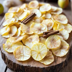 - Apples: For this recipe, I recommend using two large apples. Granny Smith or Honeycrisp are my top choices. Granny Smith gives a nice tart flavor, while Honeycrisp adds sweetness. Both create a great balance. - Sugar and Spices: Granulated sugar is key in this recipe. It helps the cinnamon stick to the apples. Cinnamon adds a warm, sweet flavor that makes these chips so tasty. Together, they create a delightful treat. - Lemon Juice: You will need one tablespoon of lemon juice. Its role is important. It helps keep the apples from browning and adds a hint of tang. This contrast makes the chips more interesting. - Salt: A pinch of salt enhances the flavor. It balances the sweetness of the sugar and the warmth of the cinnamon. Just a little can make a big difference in taste. By carefully selecting these ingredients, you ensure crispy, tasty apple chips. Each one works together to create a delicious snack that is easy to make. Enjoy the process and savor the flavors! To start, wash your apples under cold water. This removes dirt and wax. Next, use a sharp knife or a mandoline to core the apples. Cut them into very thin slices, about ⅛ inch thick. Thin slices help them crisp up nicely. If you have a mandoline, it makes this step quick and easy. If using a knife, take your time to keep slices even. In a small bowl, mix your granulated sugar, ground cinnamon, and a pinch of salt. This mix gives your apple chips a sweet and spicy flavor. Stir it well, so the spices and sugar blend evenly. An even coating ensures every chip gets that delicious cinnamon sugar taste. Now, preheat your oven to 225°F (110°C). Line two baking sheets with parchment paper for easy cleanup. Place your apple slices in a single layer on the sheets. Make sure they do not overlap. Bake them for about 1.5 to 2 hours. Halfway through, flip the apple slices. This helps them crisp evenly. Watch them closely toward the end to avoid burning. Once they look dry and crisp, take them out. Let the chips cool for a few minutes, as they will get crisper as they cool. To get those apple chips nice and crispy, you need to dry them out well. Thin slices help a lot. Aim for about ⅛ inch thick. The thinner, the better! After slicing, sprinkle lemon juice on the apples. This helps keep them fresh. When baking, flip the slices halfway through to avoid sogginess. It also stops them from burning. Keep an eye on them. If they start to brown too fast, lower the oven temperature a little. Using the right tools makes a big difference. A mandoline works great for slicing apples evenly. If you don’t have one, a sharp knife will do. Make sure your baking sheets are lined with parchment paper. This helps prevent sticking and makes cleanup easy. Good tools help you bake better chips. When it comes to serving, creativity shines! Use a decorative bowl or a wooden platter to display your chips. Add a few cinnamon sticks for a nice touch. This makes your snack look fancy and fun. You can also serve them at parties. They are a hit with both kids and adults. Enjoy these chips as a healthy snack or a tasty dessert! {{image_2}} You can mix it up with flavors. Adding nutmeg gives a warm spice. A drop of vanilla adds sweetness. You can create your own special blend. Try both for a fun twist! Each adds a unique taste to your baked apple chips. Different apples change the taste. Granny Smith adds tartness, while Honeycrisp is sweet and crisp. You can also try Fuji or Gala apples. Each type brings its own flavor. Experiment to find your favorite! Want to jazz up your chips? Try adding nuts for crunch. Chopped almonds or walnuts work great. You can also sprinkle on coconut flakes for a tropical touch. These toppings make your apple chips even more exciting! To keep your cinnamon sugar baked apple chips fresh, use an airtight container. Glass jars or sturdy plastic containers work well. Make sure they are completely cool before sealing. This step helps prevent moisture from making them soft. These tasty apple chips last about a week when stored properly. If they feel soft or chewy, they may not be fresh. Look for signs of moisture or off smells. If you find these signs, it's best to toss them. If your apple chips become soft, don’t worry! You can re-crisp them easily. Preheat your oven to 200°F (95°C). Spread the chips on a baking sheet in a single layer. Bake for about 10-15 minutes. Keep an eye on them to avoid burning. Let them cool again, and they should be crispy once more! You need 2 large apples for a batch of apple chips. I like to use Granny Smith or Honeycrisp apples. These types give a great balance of sweet and tart flavors. Each apple will yield about 20 to 30 slices, depending on how thin you cut them. This amount is perfect for snacking or sharing with friends. Yes, you can use a dehydrator instead of an oven. A dehydrator will work well for making cinnamon sugar baked apple chips. It allows for lower temperatures and longer drying times. Set your dehydrator to 135°F (57°C) and dry the apple slices for 6 to 8 hours. This method may give you an even crispier chip, and it uses less energy than an oven. Cinnamon sugar baked apple chips are great on their own, but you can pair them with other foods. Try serving them with yogurt for a tasty dip. They also go well with cheese, like sharp cheddar or creamy goat cheese. If you want a little extra flavor, sprinkle some nuts or granola on top. These pairings elevate your snack to a whole new level! In this article, we covered how to make tasty apple chips from scratch. We discussed ingredients like apples, sugar, and spices, along with step-by-step instructions for preparation, baking, and tips for success. Remember to choose the right apples and experiment with flavors for fun variations. Store your chips well to keep them fresh, and don’t forget to use helpful tools for the best results. Enjoy your homemade apple chips as a snack or at parties!