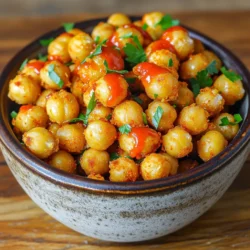 To make Air Fryer Crispy Buffalo Chickpeas, you need just a few simple items. Here’s what you’ll need: - 1 can (15 oz) chickpeas, drained and rinsed - 2 tablespoons olive oil - ¼ cup hot sauce (like Frank's RedHot or your favorite brand) - 1 teaspoon garlic powder - 1 teaspoon onion powder - ½ teaspoon smoked paprika - ½ teaspoon salt - ¼ teaspoon black pepper - Optional: Fresh parsley or cilantro for garnish With these ingredients, you can whip up a crunchy snack in no time. The chickpeas bring protein, while the spices add flavor. When it comes to hot sauce, I love using Frank's RedHot. It has a great balance of heat and flavor. You can also try other brands if you like a stronger kick. Some good options include: - Cholula - Tabasco - Sriracha Pick a sauce that matches your taste. Adjust the amount of hot sauce based on how spicy you want your chickpeas. If you can't find canned chickpeas, you can use dried ones. Just soak them overnight and cook them until tender. You can also try other beans like black beans or kidney beans. They won't taste the same, but they will add a nice crunch. These simple swaps help you make this recipe fit your pantry. Enjoy the process and get creative! First, open your can of chickpeas. Drain and rinse them well under cold water. This helps remove the salty liquid. Next, dry the chickpeas with a paper towel. Removing moisture is key. It leads to a crispier texture when cooking. In a large mixing bowl, add the dry chickpeas. Pour in 2 tablespoons of olive oil. Then add ¼ cup of hot sauce, 1 teaspoon of garlic powder, 1 teaspoon of onion powder, ½ teaspoon of smoked paprika, ½ teaspoon of salt, and ¼ teaspoon of black pepper. Mix everything well. You want each chickpea coated evenly with the tasty sauce and spices. Place the coated chickpeas in the air fryer basket. Make sure they are in a single layer. If they are piled, they won’t cook evenly. Set your air fryer to 400°F (200°C). Cook for about 15-18 minutes. Importance of Shaking the Basket Halfway through cooking, shake the basket. This step is important. It lets the hot air circulate around the chickpeas. This ensures they cook evenly and become golden brown and crispy. After cooking, let the chickpeas cool for a few minutes. They will crisp up even more as they cool. Enjoy your crunchy buffalo chickpeas! To get your chickpeas super crispy, start with drying them well. After rinsing, use a paper towel to remove moisture. Next, make sure you coat them evenly with oil and spices. Air fryer settings matter too. Preheat at 400°F (200°C) for the best results. Spread the chickpeas in a single layer in the basket. This helps them cook evenly and get that perfect crunch. Avoid using wet chickpeas. If they're damp, they won't crisp up. Another mistake is overcrowding the air fryer. This can lead to uneven cooking. Remember to shake the basket halfway through cooking. This ensures all sides get crispy. Don’t skip the seasoning either; it adds great flavor. Use enough spices to coat each chickpea well. When seasoning, mix the spices and oil in a bowl first. This helps the flavors stick better. Use fresh spices for a bolder taste. If you like it spicy, add more hot sauce or cayenne pepper. For a twist, try adding lemon zest or herbs. Don't forget to taste your mixture before you coat the chickpeas. Adjust the seasoning to fit your palate. {{image_2}} You can make your buffalo chickpeas extra spicy. Add more hot sauce to the mix. Try using a spicy blend like sriracha or habanero sauce. Mix in some cayenne pepper for an added kick. You can also toss in chili flakes when cooking. These tweaks elevate the heat and flavor. Olive oil gives great taste, but you can use other oils too. Avocado oil is a good choice for health. It has a high smoke point and great flavor. Coconut oil can add a sweet touch to your chickpeas. Use whichever oil you prefer or have on hand. Add more depth to your chickpeas with extra seasonings. Consider mixing in nutritional yeast for a cheesy flavor. You can also try smoked salt for a unique taste. Fresh herbs like thyme or oregano can also enhance the dish. Experiment with your favorite spices to find your perfect blend. After you make your crispy buffalo chickpeas, let them cool. Store them in an airtight container. Keep them at room temperature for up to two days. If you want them to last longer, put them in the fridge. They can stay fresh there for about a week. To bring back the crunch, reheat the chickpeas in the air fryer. Preheat it to 350°F (175°C). Cook the chickpeas for 5-7 minutes. Shake the basket halfway through. This helps make them crispy again. You can also use an oven at the same temperature if needed. You can freeze crispy chickpeas for easy snacks later. Just make sure they cool completely first. Spread them out on a baking sheet. Freeze them for about an hour. Once frozen, transfer them to a freezer-safe bag. They can last up to three months. When you're ready to eat, reheat them in the air fryer for a tasty treat! Cooking crispy chickpeas in an air fryer takes about 15 to 18 minutes. Preheat the air fryer to 400°F (200°C) first. Place the chickpeas in a single layer, and shake the basket halfway through. This ensures even cooking. When they turn golden brown, they are ready to eat. You can use dried chickpeas, but they need extra work. Soak them overnight and then cook them until soft. After that, rinse and dry them before seasoning. Canned chickpeas are faster and easier. They save time and still taste great. Yes, air fryer chickpeas are both gluten-free and vegan. Chickpeas are legumes and are naturally gluten-free, making them a safe snack for many diets. You can enjoy them without worrying about gluten or animal products. They are healthy and delicious! Crispy Buffalo chickpeas are easy and fun to make. Start with essential ingredients like chickpeas and hot sauce. Follow the step-by-step guide for perfect results. Remember, shaking the basket is key for fast cooking. Use the tips for maximum crispiness and avoid common mistakes. Try different flavors and store leftovers well. These chickpeas are tasty snacks and healthy options. You can enjoy them anytime. Happy cooking, and enjoy your crispiest chickpeas!