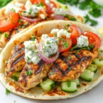 To make tasty Greek Chicken Gyros, gather these fresh ingredients: - 500g boneless chicken thighs, sliced - 4 cloves of garlic, minced - 2 tablespoons olive oil - 1 tablespoon dried oregano - 1 teaspoon smoked paprika - 1 teaspoon salt - ½ teaspoon black pepper - 4 pitas or flatbreads - 1 cup Greek yogurt - 1 tablespoon lemon juice - 1 cucumber, finely diced - 1 tomato, diced - ¼ red onion, thinly sliced - Feta cheese, crumbled (optional) - Fresh parsley or dill for garnish You will need a few key tools to make this dish: - Mixing bowl - Grill or skillet - Knife - Cutting board - Spoon for mixing - Measuring spoons Feel free to customize your gyros with these extras: - Avocado slices for creaminess - Grilled bell peppers for sweetness - Olives for a briny kick - Hot sauce for heat - Different herbs, like mint or basil {{ingredient_image_1}} To start, take your 500g of boneless chicken thighs and slice them into thin strips. In a bowl, mix the sliced chicken with 4 cloves of minced garlic, 2 tablespoons of olive oil, 1 tablespoon of dried oregano, 1 teaspoon of smoked paprika, 1 teaspoon of salt, and ½ teaspoon of black pepper. Ensure the chicken is well coated with the marinade. Cover the bowl and place it in the fridge. Let it marinate for at least 1 hour, but overnight gives the best flavor. Once the chicken has marinated, preheat your grill or skillet over medium-high heat. Cook the marinated chicken for about 6 to 8 minutes on each side. You want to see nice grill marks and ensure the chicken is fully cooked. After cooking, remove the chicken from heat and let it rest for a few minutes. This helps keep the chicken juicy. Then, slice it into smaller pieces for your gyros. While the chicken rests, it’s time to prepare the tzatziki sauce. In a bowl, combine 1 cup of Greek yogurt with 1 tablespoon of lemon juice. Add in 1 finely diced cucumber and a pinch of salt. Mix everything well until smooth. Set this sauce aside; it will add a refreshing touch to your gyros. Now for the fun part—assembling your gyros! Warm the pitas or flatbreads on the grill or in a dry skillet for about 30 seconds on each side. Then, layer the sliced chicken onto each pita. Top it with diced tomatoes, thinly sliced red onion, and drizzle your homemade tzatziki sauce over it. If you like, sprinkle some crumbled feta cheese on top for extra flavor. Finish off with fresh parsley or dill for a burst of color and taste! To get real Greek flavors in your chicken gyros, use fresh ingredients. Fresh herbs like oregano add great taste. Always choose high-quality olive oil; it enhances the dish. Marinating the chicken is key. Let it sit for at least an hour. Overnight is even better. This helps the flavors soak in deeply. When cooking, aim for nice grill marks. This gives an authentic look and taste. Use smoked paprika for a hint of smokiness. It takes your gyros to the next level. One common mistake is not marinating long enough. If you skip this step, the chicken may taste bland. Another mistake is using dry herbs instead of fresh. Fresh herbs give a vibrant flavor. Also, don’t overcook the chicken. It should be juicy, not dry. Avoid crowding the pan when cooking. This can make the chicken steam instead of grill. Lastly, don’t forget the tzatziki sauce. It balances the flavors and adds creaminess. For perfectly cooked chicken, use boneless thighs. They are juicy and flavorful. Cut them into even slices for uniform cooking. Preheat your grill or skillet well. This helps to sear the chicken and lock in juices. Cook for about 6-8 minutes on each side. Use a meat thermometer; the chicken should reach 165°F. Let the chicken rest before slicing. This allows the juices to redistribute, keeping it moist. Enjoy your delicious Greek chicken gyros! Pro Tips Marinate for Maximum Flavor: The longer you marinate the chicken, the more flavorful it will be. Aim for at least 1 hour, but overnight is best for deep flavor penetration. Rest the Chicken: After cooking, let the chicken rest for a few minutes before slicing. This helps retain juices, keeping the meat tender and moist. Use Fresh Herbs: Fresh parsley or dill not only enhances the flavor but also adds a vibrant touch to your gyros. Consider using a mix for added complexity. Customize Your Toppings: Feel free to get creative with toppings! Add sliced bell peppers, olives, or even spicy peppers to personalize your gyros to your taste. {{image_2}} You can use other meats for gyros. Lamb, beef, or pork are great choices. Each type brings its unique flavor. Lamb offers a rich taste, while beef is hearty. Pork is juicy and pairs well with the spices. Just marinate it like the chicken. Follow the same steps to cook it. Adjust cooking times based on the meat type. If you want a vegetarian gyros, try grilled veggies. Use bell peppers, zucchini, and eggplant. Marinate the veggies with olive oil and spices. Grill them until they are tender and slightly charred. You can also use falafel for a protein boost. Tzatziki sauce still works great here. This option is colorful and satisfying. Serve your gyros with fresh sides. Greek salad is a classic choice. A mix of cucumber, tomato, and feta shines bright. You can also add roasted potatoes for crunch. For drinks, try a chilled lemonade or Greek wine. Adding olives or pickles gives extra flavor. These pairings make your meal complete and fun. To keep your leftover gyros fresh, place them in an airtight container. Make sure to cool the gyros to room temperature first. Store them in the fridge for up to three days. If you have leftover tzatziki sauce, keep it in a separate container. It will also last about three days. When you're ready to eat the leftovers, you'll want to reheat them right. Use a skillet over medium heat. Heat the chicken for about three to five minutes. This way, it stays juicy and warm. You can also warm the pitas in the same skillet for soft bread. Avoid using the microwave, as it can make the pitas tough. If you want to save gyros for later, freezing is a great option. Wrap the chicken tightly in plastic wrap. Place it in a freezer bag and remove as much air as possible. You can freeze the chicken for up to three months. When ready to eat, thaw it overnight in the fridge. Reheat it on the skillet for the best taste. Greek Chicken Gyros comes from Greece. The word "gyros" means "turn" in Greek. This name refers to the way meat spins on a vertical rotisserie. Traditionally, gyros uses pork or lamb, but chicken is popular too. It is a street food that many enjoy. Today, you can find gyros in many countries, loved for its tasty flavor and easy-to-eat style. Yes, you can make Greek Chicken Gyros in advance. Marinate the chicken the night before. This gives the chicken more flavor. You can also make the tzatziki sauce ahead of time. Store it in the fridge until ready to use. Just warm the pitas or flatbreads before serving. This way, you save time on busy days. If you don’t have pitas or flatbreads, try using tortillas. They are soft and easy to wrap. You can also use lettuce leaves for a low-carb option. This is great for a fresh twist. Another idea is to serve the chicken in a bowl with rice. This is filling and delicious! To make tzatziki sauce from scratch, mix these ingredients: - 1 cup Greek yogurt - 1 tablespoon lemon juice - 1 cucumber, finely diced - A pinch of salt Stir everything in a bowl until well combined. This sauce is cool and creamy. It adds a nice touch to your gyros. Enjoy it on the side or drizzled on top! You learned how to make Greek Chicken Gyros from start to finish. We covered the key ingredients, tools, and steps for success. Making tzatziki sauce and customizing your gyros adds flair. I shared tips to avoid common mistakes and achieve great flavor. You can explore variations for meat and vegetarian options. Also, knowing how to store and reheat gyros helps make them last. Enjoy this versatile dish for gatherings or weeknight meals. Embrace your new skills and savor every bite!