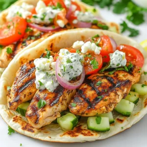To make tasty Greek Chicken Gyros, gather these fresh ingredients: - 500g boneless chicken thighs, sliced - 4 cloves of garlic, minced - 2 tablespoons olive oil - 1 tablespoon dried oregano - 1 teaspoon smoked paprika - 1 teaspoon salt - ½ teaspoon black pepper - 4 pitas or flatbreads - 1 cup Greek yogurt - 1 tablespoon lemon juice - 1 cucumber, finely diced - 1 tomato, diced - ¼ red onion, thinly sliced - Feta cheese, crumbled (optional) - Fresh parsley or dill for garnish You will need a few key tools to make this dish: - Mixing bowl - Grill or skillet - Knife - Cutting board - Spoon for mixing - Measuring spoons Feel free to customize your gyros with these extras: - Avocado slices for creaminess - Grilled bell peppers for sweetness - Olives for a briny kick - Hot sauce for heat - Different herbs, like mint or basil {{ingredient_image_1}} To start, take your 500g of boneless chicken thighs and slice them into thin strips. In a bowl, mix the sliced chicken with 4 cloves of minced garlic, 2 tablespoons of olive oil, 1 tablespoon of dried oregano, 1 teaspoon of smoked paprika, 1 teaspoon of salt, and ½ teaspoon of black pepper. Ensure the chicken is well coated with the marinade. Cover the bowl and place it in the fridge. Let it marinate for at least 1 hour, but overnight gives the best flavor. Once the chicken has marinated, preheat your grill or skillet over medium-high heat. Cook the marinated chicken for about 6 to 8 minutes on each side. You want to see nice grill marks and ensure the chicken is fully cooked. After cooking, remove the chicken from heat and let it rest for a few minutes. This helps keep the chicken juicy. Then, slice it into smaller pieces for your gyros. While the chicken rests, it’s time to prepare the tzatziki sauce. In a bowl, combine 1 cup of Greek yogurt with 1 tablespoon of lemon juice. Add in 1 finely diced cucumber and a pinch of salt. Mix everything well until smooth. Set this sauce aside; it will add a refreshing touch to your gyros. Now for the fun part—assembling your gyros! Warm the pitas or flatbreads on the grill or in a dry skillet for about 30 seconds on each side. Then, layer the sliced chicken onto each pita. Top it with diced tomatoes, thinly sliced red onion, and drizzle your homemade tzatziki sauce over it. If you like, sprinkle some crumbled feta cheese on top for extra flavor. Finish off with fresh parsley or dill for a burst of color and taste! To get real Greek flavors in your chicken gyros, use fresh ingredients. Fresh herbs like oregano add great taste. Always choose high-quality olive oil; it enhances the dish. Marinating the chicken is key. Let it sit for at least an hour. Overnight is even better. This helps the flavors soak in deeply. When cooking, aim for nice grill marks. This gives an authentic look and taste. Use smoked paprika for a hint of smokiness. It takes your gyros to the next level. One common mistake is not marinating long enough. If you skip this step, the chicken may taste bland. Another mistake is using dry herbs instead of fresh. Fresh herbs give a vibrant flavor. Also, don’t overcook the chicken. It should be juicy, not dry. Avoid crowding the pan when cooking. This can make the chicken steam instead of grill. Lastly, don’t forget the tzatziki sauce. It balances the flavors and adds creaminess. For perfectly cooked chicken, use boneless thighs. They are juicy and flavorful. Cut them into even slices for uniform cooking. Preheat your grill or skillet well. This helps to sear the chicken and lock in juices. Cook for about 6-8 minutes on each side. Use a meat thermometer; the chicken should reach 165°F. Let the chicken rest before slicing. This allows the juices to redistribute, keeping it moist. Enjoy your delicious Greek chicken gyros! Pro Tips Marinate for Maximum Flavor: The longer you marinate the chicken, the more flavorful it will be. Aim for at least 1 hour, but overnight is best for deep flavor penetration. Rest the Chicken: After cooking, let the chicken rest for a few minutes before slicing. This helps retain juices, keeping the meat tender and moist. Use Fresh Herbs: Fresh parsley or dill not only enhances the flavor but also adds a vibrant touch to your gyros. Consider using a mix for added complexity. Customize Your Toppings: Feel free to get creative with toppings! Add sliced bell peppers, olives, or even spicy peppers to personalize your gyros to your taste. {{image_2}} You can use other meats for gyros. Lamb, beef, or pork are great choices. Each type brings its unique flavor. Lamb offers a rich taste, while beef is hearty. Pork is juicy and pairs well with the spices. Just marinate it like the chicken. Follow the same steps to cook it. Adjust cooking times based on the meat type. If you want a vegetarian gyros, try grilled veggies. Use bell peppers, zucchini, and eggplant. Marinate the veggies with olive oil and spices. Grill them until they are tender and slightly charred. You can also use falafel for a protein boost. Tzatziki sauce still works great here. This option is colorful and satisfying. Serve your gyros with fresh sides. Greek salad is a classic choice. A mix of cucumber, tomato, and feta shines bright. You can also add roasted potatoes for crunch. For drinks, try a chilled lemonade or Greek wine. Adding olives or pickles gives extra flavor. These pairings make your meal complete and fun. To keep your leftover gyros fresh, place them in an airtight container. Make sure to cool the gyros to room temperature first. Store them in the fridge for up to three days. If you have leftover tzatziki sauce, keep it in a separate container. It will also last about three days. When you're ready to eat the leftovers, you'll want to reheat them right. Use a skillet over medium heat. Heat the chicken for about three to five minutes. This way, it stays juicy and warm. You can also warm the pitas in the same skillet for soft bread. Avoid using the microwave, as it can make the pitas tough. If you want to save gyros for later, freezing is a great option. Wrap the chicken tightly in plastic wrap. Place it in a freezer bag and remove as much air as possible. You can freeze the chicken for up to three months. When ready to eat, thaw it overnight in the fridge. Reheat it on the skillet for the best taste. Greek Chicken Gyros comes from Greece. The word "gyros" means "turn" in Greek. This name refers to the way meat spins on a vertical rotisserie. Traditionally, gyros uses pork or lamb, but chicken is popular too. It is a street food that many enjoy. Today, you can find gyros in many countries, loved for its tasty flavor and easy-to-eat style. Yes, you can make Greek Chicken Gyros in advance. Marinate the chicken the night before. This gives the chicken more flavor. You can also make the tzatziki sauce ahead of time. Store it in the fridge until ready to use. Just warm the pitas or flatbreads before serving. This way, you save time on busy days. If you don’t have pitas or flatbreads, try using tortillas. They are soft and easy to wrap. You can also use lettuce leaves for a low-carb option. This is great for a fresh twist. Another idea is to serve the chicken in a bowl with rice. This is filling and delicious! To make tzatziki sauce from scratch, mix these ingredients: - 1 cup Greek yogurt - 1 tablespoon lemon juice - 1 cucumber, finely diced - A pinch of salt Stir everything in a bowl until well combined. This sauce is cool and creamy. It adds a nice touch to your gyros. Enjoy it on the side or drizzled on top! You learned how to make Greek Chicken Gyros from start to finish. We covered the key ingredients, tools, and steps for success. Making tzatziki sauce and customizing your gyros adds flair. I shared tips to avoid common mistakes and achieve great flavor. You can explore variations for meat and vegetarian options. Also, knowing how to store and reheat gyros helps make them last. Enjoy this versatile dish for gatherings or weeknight meals. Embrace your new skills and savor every bite!
