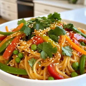 - 8 oz rice noodles - 2 tablespoons gochujang (Korean red chili paste) - 1 tablespoon honey or maple syrup - 2 tablespoons soy sauce - 1 tablespoon sesame oil - 1 teaspoon rice vinegar - 2 cloves garlic, minced - 1-inch piece ginger, grated - 1 cup sliced bell peppers (red, yellow, and green) - 1 carrot, julienned - 1 cup snap peas or snow peas - 2 green onions, sliced - Sesame seeds for garnish - Fresh cilantro for garnish Gochujang is the star of this dish. It has a bold heat and sweet depth. Honey or maple syrup balances the spice. Use soy sauce for umami flavor. Sesame oil adds a nutty taste. Rice vinegar gives a little tang. The fresh veggies add crunch and color. Bell peppers and carrots brighten the plate. Snap peas bring freshness. Green onions add a mild onion flavor. Garnish with sesame seeds and cilantro for a pop of flavor. - For gochujang, try sriracha or chili paste if needed. - Use tamari or coconut aminos for a gluten-free soy sauce substitute. - For vegan options, swap honey with maple syrup or agave nectar. These alternatives keep your dish tasty while meeting your needs. They ensure everyone can enjoy these sweet and spicy gochujang noodles. To start, bring a large pot of water to a boil. This is crucial for cooking the rice noodles. Once the water is bubbling, add the 8 oz of rice noodles. Follow the package instructions for cooking time, usually around 4-6 minutes. You want the noodles to be al dente, which means they should have a little bite to them. After cooking, drain the noodles and rinse them with cold water. This stops the cooking process and keeps them from sticking together. Next, let’s make the sauce. In a small bowl, combine 2 tablespoons of gochujang, 1 tablespoon of honey (or maple syrup), 2 tablespoons of soy sauce, 1 tablespoon of sesame oil, and 1 teaspoon of rice vinegar. Add 2 cloves of minced garlic and 1-inch piece of grated ginger. Whisk everything together until it’s smooth. If you like it sweeter, add more honey. For extra heat, add more gochujang. Now, heat a teaspoon of oil in a large skillet or wok over medium-high heat. Add 1 cup of sliced bell peppers, 1 julienned carrot, and 1 cup of snap peas. Stir-fry these for about 3-4 minutes. You want them to be tender-crisp, which means they should still have some crunch. This keeps the veggies fresh and bright. Add the cooked noodles to the skillet with the vegetables. Pour the sauce over the noodles. Use a gentle tossing technique to coat the noodles evenly. This ensures that every bite is packed with flavor. Heat everything together for an additional 2-3 minutes. This helps the flavors meld beautifully. Finally, remove the skillet from heat. Stir in 2 sliced green onions for a fresh touch. Transfer the noodles to a serving dish. Garnish with sesame seeds and fresh cilantro for a pop of color. You can serve these noodles on their own or pair them with a side of pickled veggies for added crunch. Enjoy your Sweet & Spicy Gochujang Noodles! To avoid mushy noodles, cook rice noodles just until they are al dente. Follow the package instructions closely. This means checking them a minute or two before the time is up. Drain them right away to stop cooking. Then, rinse the noodles under cold water. This cooling technique helps them stay firm and prevents sticking. To boost the flavor, try adding more spices. A pinch of chili flakes can add extra heat. You might want to toss in some chopped peanuts for crunch. If you want more sweetness, add a bit more honey or maple syrup. Adjust the sauce based on your taste. A little extra gochujang can make it spicier, while more soy sauce can deepen the umami flavor. For this dish, a large skillet or wok works best for stir-frying. These pans allow even heat distribution. A non-stick surface helps to prevent sticking. Use a wooden spatula or tongs for easy mixing. Essential tools include a sharp knife for chopping and a cutting board for prep. Having these will make your cooking smoother and more fun! {{image_2}} You can add protein to your Sweet & Spicy Gochujang Noodles. Chicken, tofu, or shrimp work great. - For chicken: Cut it into bite-sized pieces. Cook for about 6-8 minutes until golden and cooked through. - For shrimp: Cook until they turn pink, about 3-4 minutes. - For tofu: Use firm tofu. Cook until golden on all sides, around 8-10 minutes. This allows you to mix flavors and textures. Choose what you like best! Feel free to swap out the veggies. Seasonal choices can add freshness. - Spring: Try asparagus or snap peas. - Summer: Use zucchini or cherry tomatoes. - Fall: Add butternut squash or kale. - Winter: Go for Brussels sprouts or carrots. If you have kids, keep it simple. Bell peppers, carrots, and peas are usually a hit. They add color and crunch! You can adjust this dish to fit your diet. - For low-carb or keto: Replace rice noodles with zucchini noodles or spaghetti squash. - For veggie-centric or vegan diets: Omit honey and use maple syrup. Swap chicken or shrimp with extra tofu or mushrooms. These changes keep the dish tasty while meeting your needs. Enjoy experimenting! To keep your Sweet & Spicy Gochujang Noodles fresh, store them in the fridge. Use airtight containers to prevent moisture loss. Divide the noodles and sauce into separate containers to keep flavors intact. This method helps maintain the texture of the noodles. When it's time to enjoy leftovers, use a skillet for the best results. Heat the noodles over medium heat. Add a splash of water to help steam them. Stir gently to keep the noodles from sticking. You can also microwave the noodles, but do so in short bursts. This helps to retain their flavor and texture. For longer storage, freeze the noodles and sauce separately. Place the noodles in a freezer-safe bag, removing excess air. For the sauce, use a small container. To thaw, place the noodles in the fridge overnight. For quick reheating, you can also run the bag under warm water. This keeps your dish delightful and fresh when you are ready to eat! Gochujang is a Korean red chili paste. It has a sweet, spicy, and savory flavor. The paste uses red chili powder, glutinous rice, fermented soybeans, and salt. This unique mix gives dishes depth and heat. Nutritionally, gochujang is rich in antioxidants. It contains vitamins A and C. It also has probiotics, which are good for gut health. A tablespoon has about 30 calories and 6 grams of carbs. Yes, you can make this dish ahead of time. Cook the noodles and prepare the sauce early. Store them separately in airtight containers. For busy weeknights, meal prep helps. You can chop the veggies and store them in the fridge. This way, dinner is quick to put together. Prepped ingredients are safe in the fridge for 3-4 days. Just reheat the noodles and sauce when ready to eat. You can serve this dish with various sides. Try spring rolls or a simple cucumber salad. Steamed dumplings also pair well. For drinks, a light tea or cold beer works great. Sparkling water with lime is refreshing, too. This post covered how to make delicious Sweet & Spicy Gochujang Noodles. We explored key ingredients, cooking steps, and helpful tips to boost flavor. You can swap ingredients to fit your needs or add proteins and veggies for variety. Proper storage and reheating ensure your leftovers stay tasty. Enjoy this dish for a quick weeknight meal or share it with friends. Get ready to impress with easy steps and bold flavors!