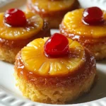 - 1 cup all-purpose flour - œ cup granulated sugar - 1 teaspoon baking powder - ÂŒ teaspoon baking soda - ÂŒ teaspoon salt - œ cup unsalted butter, melted - œ cup buttermilk - 1 large egg - 1 teaspoon vanilla extract - 1 can (8 oz) pineapple slices in juice, drained and juice reserved - œ cup brown sugar - Maraschino cherries for garnish (optional) Gather these ingredients before you start. Each one plays a key role in our mini cakes. The all-purpose flour gives structure, while granulated sugar adds sweetness. Baking powder and baking soda help the cakes rise. The salt enhances the flavors. Melted butter makes the cakes rich and moist. Buttermilk adds a slight tang and tenderness. The egg binds everything together, while vanilla extract gives a lovely aroma. Pineapple slices provide the signature upside-down flavor. Brown sugar adds a caramel touch. Maraschino cherries are optional, but they make a fun garnish. - Muffin tin or silicone mini cake molds - Mixing bowls - Whisk or mixer You will need a muffin tin or silicone molds for these mini cakes. Mixing bowls help you combine the wet and dry ingredients easily. A whisk or mixer makes it simple to blend everything together. Make sure you have everything on hand before you start baking! {{ingredient_image_1}} - Preheat your oven to 350°F (175°C). - Grease your muffin tin or get your silicone molds ready. This helps the cakes pop out easily after baking. - In a medium bowl, combine 1 cup of all-purpose flour, œ cup of granulated sugar, 1 teaspoon of baking powder, ÂŒ teaspoon of baking soda, and ÂŒ teaspoon of salt. - Mix these dry ingredients well until they are evenly blended. This step is key for a fluffy cake. - In another bowl, whisk together œ cup of melted butter, œ cup of buttermilk, 1 large egg, and 1 teaspoon of vanilla extract. - Make sure everything is well combined. This mixture adds moisture and flavor to your cakes. - Pour the wet ingredients into the dry ingredients. Stir gently until just mixed. - Avoid overmixing; this keeps your cakes tender. - In a small bowl, mix the reserved pineapple juice from the can with œ cup of brown sugar until smooth. - Place a spoonful of this mixture at the bottom of each muffin cup. - Top it with a slice of pineapple, then pour the batter over the pineapples, filling each mold about â
 full. - Bake in the preheated oven for about 20 to 25 minutes. - Check doneness by inserting a toothpick in the center; it should come clean. - Let the mini cakes cool for about 5 minutes in the pan. After that, invert them onto a wire rack to cool completely. - If you like, add a maraschino cherry on top for a fun finish! To get the best texture in your mini cakes, do not overmix the batter. Overmixing can make your cakes dense. Mix until just combined and stop there. To check if your cakes are done, use a toothpick. Insert it into the center of a cake. If it comes out clean, the cakes are ready. If not, give them a few more minutes in the oven. You can switch up the flavor by using different extracts. Almond or coconut extracts add a nice twist. Just a small change can make a big difference. Adding spices can also bring warmth to the cakes. A pinch of cinnamon or nutmeg works wonders. These small additions elevate your mini cakes to a new level. Garnish each mini cake with a maraschino cherry. It adds color and makes the cakes look fun. You can also drizzle some pineapple juice on top for extra flair. Serve your mini cakes with whipped cream. This creamy topping complements the sweet fruit flavor. It makes each bite feel extra special. Pro Tips Use Fresh Pineapple: For an even more vibrant flavor, consider using fresh pineapple instead of canned. Just slice it into rings and use it in the same way. Don't Overmix the Batter: To ensure a light and fluffy texture, mix the wet and dry ingredients until just combined. Overmixing can lead to dense cakes. Cool Before Inverting: Let the mini cakes cool in the tin for a few minutes to prevent them from breaking apart when you invert them onto the wire rack. Experiment with Add-Ins: Feel free to add nuts or coconut flakes to the batter for extra texture and flavor. Just be sure not to change the consistency of the batter too much. {{image_2}} You can change up the fruit in these mini cakes. Try using peaches, cherries, or pears. Each fruit gives a new twist to the flavor. If you want a tropical treat, add coconut. The coconut pairs well with pineapple and adds a fun texture. If you need gluten-free cakes, swap all-purpose flour for almond or coconut flour. These options keep the cakes light and tasty. For those who want dairy-free cakes, use almond milk instead of buttermilk. You can also replace butter with coconut oil. You can play with different cake batters. For a richer taste, use chocolate cake mix. You can layer flavors, too. Adding nuts or spices can create a unique treat. Just remember to keep the cake moist and delicious! You can store mini pineapple upside-down cakes at room temperature for up to two days. Place them in an airtight container to keep them fresh. If you want to keep them longer, store them in the refrigerator. This will extend their life to about a week. Just remember, cold cakes can sometimes lose their fresh taste. If you want to save these mini cakes for later, freezing is a great option. Wrap each cake tightly in plastic wrap. Then, place them in a freezer-safe bag or container. They can last up to three months in the freezer. When you're ready to enjoy them, just thaw them in the fridge overnight. To reheat your mini cakes, use the oven for the best results. Preheat your oven to 350°F (175°C). Place the cakes on a baking sheet and cover them with foil. Heat for about 10 minutes or until warm. This method keeps the cakes moist and tasty. You can also use a microwave, but be careful not to overheat them. A few seconds should be enough! Yes, you can make these mini cakes ahead of time. To prepare them, bake the cakes and cool them completely. Then, wrap each cake in plastic wrap. Store them in the fridge for up to three days. When you're ready to serve, you can reheat them in the oven at a low temperature. This keeps them moist and fresh. To prevent sticking, greasing your muffin tin is key. Use cooking spray or butter to coat each cup. If using silicone molds, you may not need to grease them. You can also dust the greased cups with a light layer of flour. This helps the cakes release easily. You can use fresh pineapple. Just slice it into rings, like the canned version. Fresh pineapple has a firmer texture and a brighter flavor. You may want to cook the sliced pineapple briefly before baking. This helps release some juice and softens it. Adjust the sweetness by adding a bit more brown sugar if needed. You now have all you need to make delicious mini cakes. We covered the essential ingredients, tools, and step-by-step instructions. I shared tips for great texture and flavor, plus variations for your taste. Storage guidelines ensure you can keep these treats fresh. I encourage you to try different fruits and explore fun flavors. Youâll discover a world of tasty options with these mini cakes. Enjoy the process and your tasty results!