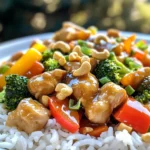 - 1 lb boneless chicken breast - 1 cup raw cashews - 1 bell pepper - 1 cup broccoli florets - 2 carrots - 3 green onions - 3 tablespoons soy sauce - 1 tablespoon hoisin sauce - 1 tablespoon sesame oil - 2 tablespoons vegetable oil - 3 cloves garlic - 1-inch piece of ginger - Salt and pepper When you prepare cashew chicken stir fry, you need fresh and good ingredients. Start with the chicken. Use one pound of boneless chicken breast. Cut it into small, bite-sized pieces. This helps it cook fast and evenly. Next, grab a cup of raw cashews. They add a nice crunch and flavor. You can toast them for extra taste. Now, let’s pick the veggies. I love using a bell pepper. Any color will do! Slice it into strips. You will also need a cup of broccoli florets. They bring a bright color and good nutrition. Don’t forget about the carrots! You will need two. Cut them into thin strips, known as julienne. This helps them cook quickly. For a finishing touch, chop three green onions. They add a fresh taste and nice look. Now, let’s talk about the sauce. You will need soy sauce, hoisin sauce, and sesame oil. Measure out three tablespoons of soy sauce. Add one tablespoon of hoisin sauce and sesame oil each. This mix adds great flavor. Finally, you need cooking essentials. Use two tablespoons of vegetable oil to fry everything. For flavor, have three cloves of garlic and one inch of ginger ready. Mince the garlic and grate the ginger. Also, keep salt and pepper handy to season your dish. These ingredients come together to make a fast and tasty meal. - Patting chicken dry: Take 1 pound of boneless chicken breast. Use a paper towel to pat it dry. This step helps the chicken cook well. Season it with salt and pepper to add flavor. - Toasting the cashews: Grab 1 cup of raw cashews. Put them in a dry skillet. Heat it over medium. Stir the cashews often for about 3-5 minutes. They should turn golden brown. This brings out their rich flavor. Once done, remove them from the skillet and set aside. - Stir-frying the chicken: In the same skillet, add 2 tablespoons of vegetable oil. Let it get hot. Now, add the seasoned chicken pieces. Stir-fry them for 5-7 minutes. You want them to be cooked through and slightly crispy. After that, take the chicken out and set it aside. - Cooking the vegetables: Add 1 more tablespoon of vegetable oil to the skillet. Toss in 3 cloves of minced garlic and 1-inch grated ginger. Stir for about 30 seconds to release the aroma. Then, add the sliced bell pepper, 1 cup of broccoli florets, and 2 julienned carrots. Cook for 4-5 minutes. The veggies should be tender but still crunchy. - Combining sauces and ingredients: Put the cooked chicken back into the skillet with the veggies. Pour in 3 tablespoons of soy sauce, 1 tablespoon of hoisin sauce, and 1 tablespoon of sesame oil. Toss everything together. Cook for another 2-3 minutes. This lets all the flavors mix well. - Adding cashews and green onions: Finally, add the toasted cashews and 3 chopped green onions. Mix everything well. Then, remove the skillet from heat. Your cashew chicken stir fry is ready to serve! - Adjusting seasoning: Start with a little salt and pepper. Taste as you cook. If you want more flavor, add extra soy sauce or hoisin sauce. A dash of sesame oil can also boost the flavor. - Enhancing the sauce: For a richer taste, add a splash of rice vinegar or a pinch of sugar. This balances the salty soy sauce and adds depth. You can also try adding a bit of chili paste for heat. - Stir-frying tips for crispy chicken: Dry the chicken well before cooking. This helps it get crispy. Stir-fry in hot oil for a nice sear. Don’t crowd the pan; cook in batches if needed. - Maintaining vegetable crunch: Add the veggies after the chicken. Stir-fry them quickly over high heat. This keeps them bright and crisp. Cook just until tender but still firm. - Best bases for serving: Serve your stir fry over fluffy rice or quinoa. Both soak up the tasty sauce well. You can also use cauliflower rice for a low-carb option. - Garnishes for presentation: Top with sliced green onions and sesame seeds for a pop of color. A sprinkle of chopped cilantro can add freshness, too. Serve in a nice bowl for a pleasing look. {{image_2}} You can switch the chicken for tofu or shrimp. Tofu gives a great texture. It soaks up the sauce well. Cut firm tofu into cubes and fry until golden. Shrimp cooks fast and adds a sweet taste. Just toss them in the skillet until they turn pink. You can also use beef instead of chicken. Thinly slice flank steak for the best results. Cook it for just a few minutes to keep it tender. This adds a rich flavor to the dish. Feel free to use seasonal vegetables in your stir fry. Carrots and broccoli are great, but you can add bell peppers, snow peas, or zucchini. Snap peas lend a nice crunch. Zucchini cooks quickly and absorbs flavors well. Mix different colors of bell peppers for a vibrant look. Always aim for a mix of textures and colors. This makes your dish more appealing and tasty. If you need a gluten-free option, choose tamari instead of soy sauce. It works just like soy sauce but without the gluten. You can also use coconut aminos for a lighter flavor. For a vegan version, replace the chicken with tofu and use vegan sauces. Make sure the hoisin sauce is vegan as some brands add animal products. This way, everyone can enjoy a delicious meal. To keep your Cashew Chicken Stir Fry fresh, store it in the fridge. Use an airtight container. This helps lock in moisture and flavor. The dish can stay fresh for up to three days. If you want to save it longer, freezing is a good option. Place it in a freezer-safe bag or container. It can last for about three months in the freezer. When it's time to enjoy your leftovers, reheating is key. The best way to reheat stir fry is in a skillet. Heat it over medium heat. Add a splash of water or a little oil. This helps steam the dish. Stir frequently to avoid burning. Avoid using the microwave if you can. Microwaving can make the stir fry soggy, and that’s not tasty. In the fridge, your Cashew Chicken Stir Fry can stay good for three days. After that, its quality might drop. Look for signs of spoilage. If it smells off or has a strange color, toss it. Always trust your senses. If something seems wrong, it’s best to throw it away. To make cashew chicken stir fry, follow these steps: 1. Prep the Chicken: Dry one pound of chicken breast. Use salt and pepper to season. 2. Toast the Cashews: In a skillet, toast one cup of raw cashews for 3-5 minutes until golden. 3. Cook the Chicken: Heat two tablespoons of vegetable oil. Stir-fry the chicken for 5-7 minutes until cooked. 4. Stir Fry Vegetables: Add garlic and ginger. Cook for 30 seconds. Then add sliced bell pepper, broccoli, and carrots. Cook for 4-5 minutes. 5. Combine & Sauce: Add chicken back to the skillet. Pour in three tablespoons of soy sauce, one tablespoon of hoisin sauce, and one tablespoon of sesame oil. Toss for 2-3 minutes. 6. Finish With Cashews: Mix in the toasted cashews and chopped green onions. Serve hot over rice or quinoa. Yes, you can make this dish ahead of time. Here are some meal prep tips: - Cook the Chicken and Veggies: You can cook the chicken and vegetables in advance. Store them in an airtight container. - Make the Sauce: Prepare the sauce ahead. Keep it separate until ready to serve. - Reheat Before Serving: When ready, reheat everything in a skillet. This keeps your dish fresh and tasty. Here are some great side dishes to serve with cashew chicken stir fry: - Rice: Steamed white or brown rice works well. - Quinoa: This is a healthy grain alternative. - Noodles: Try stir-fried noodles for a different twist. - Salad: A light salad can add freshness to your meal. Yes, cashew chicken stir fry is great for meal prepping. Here are best practices: - Storing: Keep leftovers in airtight containers in the fridge for up to four days. - Freezing: You can freeze portions for up to three months. - Reheating: Use a skillet or microwave to reheat. Add a splash of water to keep it moist. Avoid sogginess by reheating quickly. This article covered the key ingredients, cooking steps, and useful tips for cashew chicken stir fry. You can create a tasty and healthy meal with simple ingredients and easy techniques. Remember to adjust flavors and try different proteins or veggies to suit your taste. Meal prepping this dish is smart for quick, delicious dinners. By following these guidelines, you can enjoy a delightful meal time after time. Cook with confidence, and have fun experimenting in the kitchen!