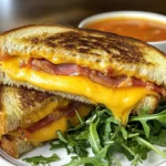 - 4 slices of whole grain or sourdough bread - 4 tablespoons of unsalted butter, softened - 4 slices of sharp cheddar cheese - 8 slices of crispy cooked turkey bacon (or regular bacon) - 1 medium tomato, sliced - 1 cup fresh arugula or spinach - Salt and pepper to taste - Optional: 1 teaspoon garlic powder You can add extra flavor with garlic powder. It gives a nice kick. Cherry tomatoes also work well instead of regular tomatoes. For a spicy touch, try adding sliced jalapeños. If you want to switch up the bread, use rye or gluten-free options. For cheese, try mozzarella or gouda for a different taste. You can use veggie bacon or tempeh for a meatless choice. If you don't have arugula, fresh spinach or even mixed greens will fit nicely. {{ingredient_image_1}} 1. First, gather all your ingredients. This makes cooking easy and fun. 2. Preheat your skillet or griddle over medium heat. This helps cook the sandwich evenly. 3. Spread 1 tablespoon of softened butter on one side of each slice of bread. This gives it a nice flavor. 4. Place two slices of bread, buttered side down, onto the skillet. This creates the base of your sandwich. 5. On each slice, layer 2 slices of sharp cheddar cheese. This cheese melts well and adds great taste. 6. Next, add 4 slices of crispy cooked turkey bacon. You can use regular bacon if you prefer. 7. Top the bacon with 2-3 slices of tomato. Fresh tomatoes add juicy flavor. 8. Add a handful of fresh arugula or spinach on top. This gives extra crunch and nutrition. 9. Season with a pinch of salt, pepper, and garlic powder if you like. This boosts the taste. 10. Place another slice of cheese on top of each sandwich. This keeps the fillings together. 11. Finish by topping each sandwich with the remaining slices of bread, buttered side up. 1. Cook the sandwiches for about 4-5 minutes on medium heat. Watch for the bread to get golden brown. 2. Once the bottom is golden and the cheese starts to melt, carefully flip the sandwiches over. 3. Cook the other side for an additional 4-5 minutes. This ensures the bread is crispy and the cheese melts completely. 4. If you like, you can press down gently with a spatula. This helps the cheese melt faster. 1. Look for a golden brown crust on both sides of the sandwich. This means it is ready. 2. Gently press the sandwich with a spatula. If cheese oozes out, it's a good sign! 3. If unsure, use a thermometer. The cheese should be at least 160°F (71°C) to be fully melted. 4. Let the sandwiches sit for a minute after cooking. This makes them easier to slice and eat. To achieve that perfect crunch, use generous butter. Spread it on the bread before grilling. You can also add a sprinkle of garlic powder for a tasty twist. Another trick is to press the sandwich down with a spatula. This helps the bread toast evenly. Lastly, try using a cast-iron skillet. It holds heat well and gives a nice crispy finish. To boost the flavor, consider adding a few extras. Try thin slices of avocado for creaminess. A bit of hot sauce can add a kick. If you love herbs, sprinkle fresh basil or parsley. These will give your sandwich a fresh taste. Don't forget to season the tomato slices with salt and pepper. This makes the flavors pop. One common mistake is cooking on too high heat. This can burn the bread while the cheese stays cold. Make sure to keep the heat at medium. Also, avoid overstuffing the sandwich. Too many ingredients can make it fall apart. Lastly, let the grilled cheese sit for a minute after cooking. This helps the cheese firm up and makes for easier slicing. Pro Tips Use a Heavy Pan: A heavier skillet or griddle helps distribute heat evenly, ensuring that your grilled cheese cooks uniformly without burning. Don’t Rush the Flip: Wait until the bottom is perfectly golden brown before flipping to avoid a soggy sandwich and to achieve that perfect crispy texture. Experiment with Cheeses: While sharp cheddar is delicious, try mixing in other cheeses like mozzarella or gouda for a unique flavor profile and creamy texture. Let It Rest: Allowing the grilled cheese to sit for a minute after cooking helps the cheese set slightly, making it easier to slice without spilling out. {{image_2}} You can switch up the protein in your BLT grilled cheese. Turkey bacon works great, but you can also use chicken or even crispy prosciutto. If you want a lighter option, try smoked salmon. All these choices will add unique flavors. Feel free to mix and match to find your favorite! Cheese is key to a great grilled cheese. While sharp cheddar is my go-to, you can explore other cheeses too. Gouda adds a creamy touch, while pepper jack gives it a spicy kick. For a rich flavor, try fontina. You can even use a mix of cheeses for a cheesy masterpiece! If you prefer a plant-based version, it’s easy to adapt. Substitute the bacon with crispy tempeh or avocado slices. You can use vegan cheese or even a cashew cheese spread. For added health, throw in some bell peppers or mushrooms. This way, you can enjoy a tasty sandwich without animal products. To store leftover BLT grilled cheese, let it cool first. Place the sandwiches in an airtight container. Use parchment paper between layers if stacking. This keeps the bread from getting soggy. Store in the fridge for up to three days. When you're ready to eat leftovers, heat a skillet over medium. Place the sandwich in the pan. Cook for about 3-4 minutes on each side. This helps the cheese melt and the bread to crisp up again. You can also use a microwave, but it may not keep the crispiness. If you want to freeze your grilled cheese, wrap each sandwich tightly in plastic wrap. Then, place them in a freezer bag. They can stay in the freezer for up to a month. To eat, thaw in the fridge overnight, then reheat as mentioned above. Yes, you can use many types of bread. Whole grain and sourdough work well. You can also try white or rye bread for a twist. Each type gives a different taste and texture. Just make sure the bread is sturdy enough to hold the filling. You can serve many things with your BLT Grilled Cheese. A cup of tomato soup is a classic choice. It adds warmth and flavor. You can also pair it with a simple salad. A fresh side salad with arugula or spinach works great. Chips or pickles can add a nice crunch too. To make this dish healthier, consider these tips: - Use whole grain bread for more fiber. - Swap turkey bacon for regular bacon for less fat. - Add more veggies like avocado or cucumber. - Use less cheese or choose a low-fat cheese option. These changes keep the taste while making it better for you. Yes, you can prepare ingredients ahead of time. Slice the tomatoes and cheese and store them in the fridge. You can also cook the bacon in advance. Just reheat it quickly when you’re ready to cook. Having everything prepped makes cooking faster and easier. In this post, I covered ingredients, from key items to helpful substitutions. I shared step-by-step instructions for prep and cooking, ensuring perfect doneness. I offered tips for making your dish crispy and yummy, while avoiding common errors. We explored variations, like different proteins and dietary options, plus storage and reheating tips to save time. Remember, small changes can make a big difference. Enjoy experimenting and finding what works best for you!