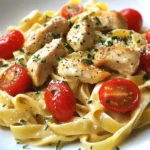 - Chicken and Pasta - 2 boneless, skinless chicken breasts, cut into bite-sized pieces - 8 oz fettuccine pasta - Spices and Seasonings - 1 teaspoon smoked paprika - 1 teaspoon onion powder - 1 teaspoon ground cumin - ½ teaspoon cayenne pepper (adjust for heat preference) - Salt and pepper to taste - Sauces and Garnishes - 3 tablespoons unsalted butter - 3 cloves garlic, minced - 1 cup cherry tomatoes, halved - ½ cup heavy cream - Fresh parsley, chopped (for garnish) - Grated Parmesan cheese (optional) Gather these ingredients before starting. It makes cooking easier. The chicken gives protein, while the pasta serves as a base. The spices add warmth and flavor, making this dish special. The butter and cream create a rich sauce. Lastly, the tomatoes brighten up the dish, and parsley adds a fresh touch. Enjoy this simple and tasty meal! {{ingredient_image_1}} - Preparing Salted Boiling Water Start by filling a large pot with water. Add a good amount of salt. The salty water adds flavor to the pasta. Bring the water to a rolling boil over high heat. - Cooking Fettuccine to Perfection Once the water boils, add the fettuccine. Stir the pasta so it doesn't stick. Cook according to package instructions, usually around 8-10 minutes. The pasta should be al dente, firm but not hard. Reserve a cup of pasta water before draining. - Sautéing Chicken with Seasonings In a large skillet, melt one tablespoon of butter over medium heat. Add bite-sized chicken pieces to the skillet. Sprinkle salt, pepper, smoked paprika, onion powder, cumin, and cayenne pepper on the chicken. Stir to coat evenly. - Achieving Perfect Texture and Flavor Cook the chicken for about 7-10 minutes. Stir occasionally until it’s cooked through and lightly browned. The spices will fill your kitchen with a great aroma. Once done, remove the chicken from the skillet and set it aside. - Sautéing Garlic in Butter In the same skillet, add two more tablespoons of butter. Once melted, add minced garlic. Sauté the garlic for about a minute until fragrant. Be careful not to let it brown; that can ruin the flavor. - Incorporating Cherry Tomatoes and Heavy Cream Next, add halved cherry tomatoes to the skillet. Cook for about 3-4 minutes until they soften. Pour in the heavy cream and stir gently. Cook until the sauce thickens slightly and becomes creamy. - Mixing Chicken and Pasta with Sauce Return the cooked chicken to the skillet. Toss everything together to coat the chicken in the sauce. Add the drained fettuccine and mix well. - Adjusting Consistency with Reserved Pasta Water If the sauce seems too thick, add some reserved pasta water a little at a time. This helps achieve the right creamy consistency. Taste the dish and adjust the seasoning if needed. - Overcooking the Pasta: Cooking pasta is simple, but timing is key. Always follow the package instructions. Cook until al dente, which means it should have a slight bite. If you cook it too long, it can get mushy. - Under-seasoning the Chicken: Chicken needs flavor! Season it well before cooking. Use salt, pepper, and all those spices. This makes a huge difference in taste. If you skip this step, your dish may taste bland. - Suggestions for Additional Spices: Want to kick up the flavor? Try adding a pinch of Italian herbs or a dash of chili powder. You can also use lemon zest for brightness. Experiment and find your favorite combo! - Alternative Herbs for Garnishing: Fresh herbs add color and taste. If you don’t have parsley, try basil or cilantro. Both can give your dish a fresh twist and elevate its look. - Dairy-Free Alternatives for Heavy Cream: If you need a dairy-free option, use coconut cream or cashew cream. Both are creamy and delicious. They will keep the dish rich without the dairy. - Gluten-Free Pasta Options: There are many gluten-free pastas available today. Look for those made from rice or chickpeas. They cook well and taste great in this dish. Pro Tips Use Fresh Garlic: Freshly minced garlic will enhance the flavor of your Cowboy Butter sauce more than pre-minced options. Adjust the Heat: Feel free to tweak the cayenne pepper according to your heat preference; you can also omit it for a milder dish. Reserve Pasta Water: Saving a bit of the pasta cooking water can help you achieve the perfect sauce consistency. Garnish Generously: Don't skimp on the parsley and Parmesan cheese; they add a fresh and savory finish to the dish! {{image_2}} You can make Cowboy Butter Chicken Pasta even better by adding vegetables. Greens like spinach or kale add color and nutrition. Simply stir them into the sauce while it cooks. They will wilt nicely and blend in well. Using seasonal vegetables can also enhance this dish. Think of zucchini, bell peppers, or asparagus. Chop them into bite-sized pieces and sauté them with the chicken. This adds flavor and texture. Fresh corn would work great in summer, while roasted squash is perfect in fall. If you want to switch things up, you can use shrimp or tofu instead of chicken. Shrimp cooks quickly, so add it to the skillet for only a few minutes. You want it to turn pink and curl up. For tofu, use firm or extra-firm types. Cut it into cubes and sauté until golden brown. Adjust your cooking times based on your choice. Shrimp takes about 3-5 minutes, while tofu can take about 8-10 minutes. Always check to ensure it's cooked through for safety. You can use different pasta shapes to change the dish’s look and feel. Penne, rotini, or even farfalle can work well. Each shape holds onto the sauce in its own way. When cooking various types of pasta, follow the package instructions. Some shapes may need more or less time in boiling water. Always taste a piece to see if it’s done to your liking. Remember to reserve some pasta water for mixing. It helps everything stick together nicely. To keep your Cowboy Butter Chicken Pasta fresh, follow these steps: - Cool Down: Let the pasta cool to room temperature before storing. - Use Airtight Containers: Store leftovers in airtight containers to keep moisture in. - Separate Sauce and Pasta: If possible, store sauce separately to avoid sogginess. Want to save some for later? Here’s how to freeze it: - Prepare for Freezing: Place the cooled pasta in freezer-safe containers. - Label Containers: Write the date on each container for easy tracking. - Thawing and Reheating: To enjoy later, thaw in the fridge overnight. Reheat on the stove over low heat, adding a splash of water if needed. How long can you keep this dish? - Refrigerated: It lasts about 3-4 days in the fridge. - Frozen: In the freezer, it can last up to 2 months. You can serve this dish with a simple side salad. A fresh green salad adds crunch and balance. Garlic bread also pairs well, adding a nice touch. You can try roasted vegetables for a healthy option. They bring more flavor and color to your meal. Yes, you can make it ahead. Cook the pasta and chicken, then store them separately. You can mix them together later. This helps keep the pasta from getting soggy. Just reheat both before serving. The recipe has a hint of spice from cayenne pepper. You can adjust the amount to suit your taste. If you prefer no heat, skip the cayenne. This keeps the dish mild and tasty for everyone. To make it dairy-free, use coconut cream instead of heavy cream. You can also try almond milk for a lighter option. Both choices will still give a nice creamy texture. For butter, use a dairy-free alternative like margarine. Reheat leftovers in a skillet over medium heat. Add a splash of water or broth to help it warm evenly. You can cover the skillet to keep moisture in. Stir occasionally until heated through. This keeps the pasta from drying out. You learned how to make Cowboy Butter Chicken Pasta by following easy steps. We covered ingredients, cooking methods, and tips to enhance your dish. Remember to avoid common mistakes like overcooking pasta. Feel free to explore variations and make it your own with different proteins or veggies. Proper storage will keep your leftovers tasty. Cooking should be fun, and this dish is a great way to enjoy time in the kitchen. Try it and impress yourself and others with your skills!