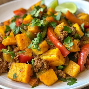 - 1 lb ground beef (or ground turkey) - 1 medium sweet potato, peeled and diced - 1 red bell pepper, diced - 1 green bell pepper, diced - 1 medium onion, chopped - 2 cloves garlic, minced - 1 can (15 oz) black beans, drained and rinsed - 1 cup corn (fresh or frozen) To create the best Southwest Beef and Sweet Potato Skillet, you need fresh, quality ingredients. Ground beef gives richness, while ground turkey offers a lighter choice. Sweet potatoes add natural sweetness and nutrition. Bell peppers bring color and crunch, enhancing the dish's texture. Onions and garlic provide a savory base. Black beans and corn add heartiness and fiber, making each bite satisfying. - 1 teaspoon cumin - 1 teaspoon chili powder - 1/2 teaspoon smoked paprika - Salt and pepper to taste - 2 tablespoons olive oil - Fresh cilantro, chopped (for garnish) - Lime wedges (for serving) Seasoning is key for flavor. Cumin and chili powder deliver warmth and depth. Smoked paprika adds a hint of smokiness, making the dish more complex. Salt and pepper help balance the flavors. Olive oil is perfect for cooking and adds richness. Fresh cilantro brightens the dish, while lime wedges offer a zesty kick. {{ingredient_image_1}} First, grab a large skillet. Heat two tablespoons of olive oil over medium heat. Once the oil is hot, add one chopped onion. Sauté it for about three to four minutes until it turns soft and translucent. This builds a great flavor base for your dish. Next, add two minced garlic cloves. Cook them for one minute until you smell that delicious aroma. Now, it's time to introduce one medium sweet potato, peeled and diced. Stir it all together. Cook the sweet potato for about ten minutes, stirring often. You want it to start softening up. Now, push the sweet potato mixture to one side of the skillet. Add one pound of ground beef (or ground turkey for a lighter touch) to the empty side. Cook the beef for about five to seven minutes. Break it apart with your spatula as it cooks. You want it to brown nicely and cook all the way through. When the beef is ready, mix it in with the sweet potato. This is where the magic starts to happen! Next, add in one diced red bell pepper and one diced green bell pepper. They add color and crunch. Then, toss in one can of black beans, drained and rinsed, and one cup of corn (fresh or frozen). Now, for the seasonings! Sprinkle in one teaspoon of cumin, one teaspoon of chili powder, and half a teaspoon of smoked paprika. Don’t forget to add salt and pepper to taste. Stir everything together well. Cover the skillet and cook for another five to seven minutes. This lets the sweet potatoes soften completely and melds all those great flavors together. Finally, adjust the seasonings if needed. Your dish is almost ready. Enjoy the delightful aroma filling your kitchen. - To ensure sweet potatoes are perfectly cooked, dice them evenly. Smaller pieces cook faster and more evenly. - Start cooking the sweet potatoes before adding other ingredients. This gives them a head start. - Stir occasionally, but not too often. Let them brown slightly for better flavor. - Taste and adjust seasonings. Each sweet potato may vary in sweetness. - Pair your skillet dish with rice or warm tortillas. Both add texture and flavor to your meal. - Add a side salad to bring freshness. A simple green salad works well. - Serve with lime wedges. Squeezing lime over the dish brightens the flavors. - Garnish with fresh cilantro for a pop of color and taste. It adds a nice touch. Pro Tips Prep Your Ingredients: Before you start cooking, make sure all your ingredients are chopped and ready to go. This will help streamline the cooking process and ensure you don't miss anything. Use Fresh Spices: For the best flavor, use fresh spices rather than old ones. They have a more vibrant taste that can elevate your dish significantly. Customize Your Heat: If you enjoy a spicier dish, feel free to add jalapeños or a dash of hot sauce. Adjust the spices to your preference for the perfect flavor. Leftover Ideas: This dish makes great leftovers! You can repurpose it into tacos, burrito bowls, or even a hearty soup by adding some broth. {{image_2}} You can change the meat in this dish. Try using ground turkey for a lighter meal. This keeps the flavor but cuts fat. If you want a vegetarian dish, use lentils or chickpeas instead. They add protein and fiber without meat. Feel free to mix in other veggies. Zucchini adds a nice texture and flavor. Spinach is also a great choice and adds color. You can swap out black beans for pinto beans or kidney beans. This gives a new taste and keeps it interesting. For extra richness, sprinkle some cheese on top. Cheddar or Monterey Jack works well. You can also add slices of avocado for creaminess. Changing up the spices can boost flavor too. Try adding some oregano or cayenne pepper for a kick. To keep your Southwest Beef and Sweet Potato Skillet fresh, store leftovers in an airtight container. Let the dish cool to room temperature before sealing it. This helps to lock in flavor and moisture. In the fridge, it lasts up to three to four days. Always check for signs of spoilage before eating. You can freeze this dish for longer storage. First, allow it to cool completely. Then, place it in a freezer-safe container or bag. It keeps well for up to three months. When you’re ready to eat, thaw it in the fridge overnight. To reheat, warm it on the stove over medium heat until hot. Stir occasionally to make sure it heats evenly. Enjoy your meal without losing any flavor! Yes, you can easily make this dish gluten-free. Here are a few options: - Use gluten-free ground beef or turkey. - Check that your spices are gluten-free. - Serve with gluten-free tortillas or rice. If you don’t have sweet potatoes, try these: - Regular potatoes work well. - Butternut squash adds a nice flavor. - Cauliflower can also be a lighter choice. Yes, you can prep this dish ahead of time. Here are some tips: - Cook the sweet potatoes and beef mixture a day before. - Store it in an airtight container in the fridge. - Reheat it on the stove before serving. This blog post covered a delicious skillet dish made with ground beef, sweet potatoes, and colorful veggies. You learned how to prepare it step-by-step, with tips for cooking and serving. Variations let you switch up proteins and veggies, ensuring every meal feels fresh. Proper storage ensures you can enjoy leftovers later. With this guide, you have all the tools to create a tasty, versatile meal. Enjoy your time cooking and experimenting in the kitchen!