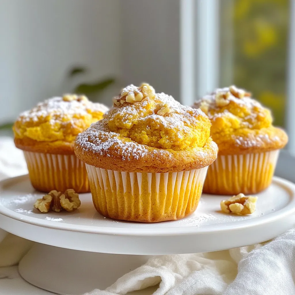 To make Cream Cheese Pumpkin Muffins, you need: - 1 cup pumpkin puree (canned or fresh) - ½ cup cream cheese, softened - ½ cup sugar - ½ cup brown sugar, packed - ½ cup vegetable oil - 3 large eggs - 1 ½ cups all-purpose flour - 1 teaspoon baking powder - 1 teaspoon baking soda - 1 teaspoon ground cinnamon - ½ teaspoon ground nutmeg - ½ teaspoon ground ginger - ½ teaspoon salt - ½ cup chopped walnuts or pecans (optional) - 1 teaspoon vanilla extract You can make these muffins even better with some add-ins. Consider adding: - Chocolate chips for a sweet touch - Dried cranberries for a tart flavor - Chopped apples for extra fruitiness These add-ins can change the taste and texture of your muffins. Feel free to mix and match based on what you like! If you don’t have some ingredients, here are easy swaps: - Use applesauce instead of vegetable oil for a lighter muffin. - Swap cream cheese for Greek yogurt to cut down on fat. - Replace eggs with flaxseed meal mixed with water for a vegan option. These substitutions help you enjoy the recipe with what you have at home. Don’t be afraid to get creative! {{ingredient_image_1}} Start by preheating your oven to 350°F (175°C). This temp helps the muffins rise perfectly. Next, grab your muffin tin. Line it with paper liners or lightly grease it with cooking spray. This step keeps your muffins from sticking. It also makes cleanup easier later. In a medium bowl, place the softened cream cheese. Add half a cup of sugar and half a cup of brown sugar. Beat these together until the mixture is smooth and creamy. This step adds a rich flavor. Then, mix in the cup of pumpkin puree, half a cup of vegetable oil, three large eggs, and one teaspoon of vanilla extract. Stir until everything is combined well. The mix should look creamy and inviting. In a separate bowl, whisk together one and a half cups of all-purpose flour, one teaspoon of baking powder, one teaspoon of baking soda, one teaspoon of ground cinnamon, half a teaspoon of ground nutmeg, half a teaspoon of ground ginger, and half a teaspoon of salt. This mix adds flavor and structure. Gradually add this dry mix to your wet ingredients. Stir gently until just combined. Be careful not to over-mix; a few lumps are okay. If you like, fold in half a cup of chopped walnuts or pecans for extra crunch. Now, spoon the batter into your prepared muffin tin, filling each cup about three-quarters full. The muffins need room to rise. To get moist muffins, use room temperature cream cheese. This helps blend smoothly. Also, mix the wet and dry ingredients gently. Over-mixing can make muffins tough. Fill the muffin cups about three-quarters full. This allows room for rising without spilling. One common mistake is not measuring the flour correctly. Too much flour can lead to dry muffins. Always spoon flour into the measuring cup and level it off. Another mistake is forgetting to preheat the oven. A hot oven helps muffins rise well. Lastly, don't skip the cooling step. Let them cool for a few minutes in the tin. Spices make these muffins special. Ground cinnamon is a must, but try adding more nutmeg or ginger. You can also mix in cloves for warmth. If you want a fun twist, add a hint of allspice. Each spice brings out the pumpkin flavor, making every bite delicious. Pro Tips Use Fresh Pumpkin: If you can, use fresh pumpkin puree instead of canned for a richer flavor. Just roast and puree your pumpkin before measuring. Check Doneness Early: Start checking your muffins a couple of minutes before the suggested baking time to prevent overbaking. Every oven is different! Mix Gently: When combining wet and dry ingredients, mix just until incorporated. Overmixing can lead to dense muffins. Add a Crunch: For extra texture, consider adding some chocolate chips or a sprinkle of oats on top before baking. {{image_2}} You can add chocolate chips to the batter for a sweet twist. Use about 1 cup of semi-sweet or dark chocolate chips. Mix them into the batter before you spoon it into the muffin tin. The chocolate melts and adds a rich flavor that pairs well with pumpkin. You’ll love the surprise of chocolate in every bite. To make these muffins gluten-free, swap out all-purpose flour for a gluten-free blend. Look for a mix that includes xanthan gum. This helps bind your muffins, keeping them fluffy. You can find many blends at stores. Just use the same amount as you would for regular flour. You can change up the nuts or seeds for more flavor. Instead of walnuts or pecans, try almonds or sunflower seeds. Each nut adds a unique taste and crunch. Chop them into smaller pieces for better mixing. Add about ½ cup to the batter. This simple swap keeps your muffins exciting and new. To keep your cream cheese pumpkin muffins fresh, let them cool first. Place them in a container with a lid. You can also wrap them in plastic wrap. Store them at room temperature for up to three days. If you want to store them longer, the fridge is a good option. Just remember, they may lose some soft texture in the cold. When you want to enjoy a muffin again, reheating is easy. You can use the microwave or the oven. For the microwave, place one muffin on a plate and heat for about 15-20 seconds. Check if it's warm enough. If not, heat for a few more seconds. For the oven, preheat it to 350°F (175°C). Wrap the muffin in foil and heat for about 10 minutes. This keeps the muffin soft and tasty. Freezing muffins is a great way to save them for later. After they cool completely, wrap each muffin tightly in plastic wrap. Then, place them in a freezer bag. Label the bag with the date. Muffins can stay fresh in the freezer for up to three months. When you’re ready to eat one, just take it out and let it thaw at room temperature or reheat it. Yes, you can use fresh pumpkin. To do this, roast or boil the pumpkin. Once soft, mash it into a puree. Make sure to drain any excess water. This gives a fresher taste to your muffins. Muffins are done when a toothpick inserted in the center comes out clean. The tops should also look golden brown. If they still feel wet, bake them a few more minutes. Keep an eye on them, as each oven is different. You can use applesauce or mashed banana as an egg substitute. Use ¼ cup for each egg. This keeps the muffins moist and adds some sweetness. Another option is to use flaxseed meal mixed with water. Mix 1 tablespoon of flaxseed with 2.5 tablespoons of water for one egg. Let it sit until it thickens. You learned about key ingredients, step-by-step instructions, and useful tips for baking muffins. I highlighted how to get moist muffins and avoid common mistakes. You can also explore various tasty options, like adding chocolate chips or making gluten-free muffins. Remember, proper storage helps keep your muffins fresh. With these insights, you can bake delicious muffins with ease. Enjoy your baking journey and share your tasty results!