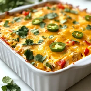 To make Chicken Fajita Casserole, gather these main ingredients: - 1 lb boneless, skinless chicken breasts, diced - 1 tablespoon olive oil - 1 medium onion, sliced - 1 red bell pepper, sliced - 1 yellow bell pepper, sliced - 2 cloves garlic, minced - 1 teaspoon ground cumin - 1 teaspoon chili powder - ½ teaspoon smoked paprika - Salt and pepper to taste - 1 can (15 oz) black beans, drained and rinsed - 1 cup corn (frozen or canned) - 1 cup salsa - 2 cups cooked brown rice or quinoa - 1 ½ cups shredded cheddar cheese - Fresh cilantro, for garnish - Sliced jalapeños (optional) Each of these ingredients plays a key role in creating a tasty casserole. The chicken provides protein, while the peppers and onions add great flavor. The spices bring warmth and depth. You can personalize your casserole with these optional add-ins and toppings: - Diced tomatoes for extra freshness - Avocado slices for creaminess - Sour cream for a tangy touch - Tortilla chips for crunch - Extra cheese for a gooey finish Feel free to mix and match these options based on your taste. If you need to swap ingredients, here are some easy substitutions: - Use turkey or tofu instead of chicken for a different protein. - Replace bell peppers with zucchini or mushrooms for variety. - Use vegetable broth in place of olive oil for a lighter option. - Try a different cheese, like Monterey Jack or pepper jack. These swaps help you cater to dietary needs while keeping the dish delicious. {{ingredient_image_1}} To make Chicken Fajita Casserole, start by gathering all your ingredients. You need chicken, peppers, onion, garlic, spices, and more. This will save you time later. Preheat your oven to 350°F (175°C) to get it ready for baking. In a large skillet, heat one tablespoon of olive oil over medium heat. Add one pound of diced chicken breasts to the skillet. Season the chicken with salt, pepper, ground cumin, chili powder, and smoked paprika. Cook the chicken for about 5-7 minutes. Make sure the chicken is no longer pink. Next, add one sliced onion, one sliced red bell pepper, and one sliced yellow bell pepper to the skillet. Also add two minced cloves of garlic. Sauté everything for 5-6 minutes. You want the veggies to be tender but not mushy. In a large mixing bowl, combine one can of drained black beans, one cup of corn, and one cup of salsa. Add in the cooked chicken and vegetable mix. Then stir in two cups of cooked brown rice or quinoa. This mix will give your casserole great flavor and texture. Transfer the mixture into a greased 9x13 inch baking dish. Spread it out evenly. Top the mixture with one and a half cups of shredded cheddar cheese. Make sure to cover it well. Now, place the dish in your preheated oven. Bake for 20-25 minutes. You'll know it's ready when the cheese bubbles and turns golden brown. After baking, let it cool for a few minutes. Garnish with fresh cilantro and sliced jalapeños if you like. Enjoy your tasty Chicken Fajita Casserole! To make your Chicken Fajita Casserole sing, use fresh spices. Ground cumin, chili powder, and smoked paprika are key. You can also add lime juice for a bright touch. Consider mixing in some fresh herbs, like cilantro, for a fresh taste. A pinch of salt boosts all the flavors too. Cook your chicken over medium heat. This helps it stay juicy. Cut the chicken into small pieces for even cooking. Season it well with salt and spices before cooking. Make sure it turns golden brown. This adds great flavor. Don't rush; let it cook properly. You can prepare this casserole a day in advance. Just cook the chicken and veggies, then mix with the other ingredients. Place it in your baking dish and cover it. Store it in the fridge overnight. When you're ready, just bake it the next day. This saves time and makes dinner easy! Pro Tips Marinate the Chicken: For enhanced flavor, marinate the chicken in lime juice, cumin, and chili powder for at least 30 minutes before cooking. Use Fresh Vegetables: Freshly sliced vegetables will add more crunch and flavor compared to frozen options. Choose vibrant, ripe peppers and onions. Cheese Variations: Experiment with different cheeses such as Monterey Jack or pepper jack for a spicy twist that complements the flavors of the dish. Make it Ahead: This casserole can be prepared in advance and stored in the refrigerator for up to 24 hours before baking, making it perfect for meal prep. {{image_2}} You can easily make a vegetarian version of chicken fajita casserole. Start by replacing the chicken with extra veggies. Use mushrooms, zucchini, or spinach. For protein, add black beans and chickpeas. Keep the same spices for flavor. This gives you a rich taste without meat. You won’t miss the chicken at all. If you like heat, make a spicy chicken fajita casserole. Add more chili powder or cayenne pepper to the chicken mix. Also, include sliced jalapeños for an extra kick. You can even use spicy salsa instead of regular. This will boost the flavor and heat. Just be careful not to overdo it! For a low-carb version, swap out the rice. Use cauliflower rice instead. It tastes great and cuts carbs. You can also skip the beans if you want. Just add more veggies to keep it filling. This way, you still enjoy a hearty meal without the carbs. After you make your chicken fajita casserole, you need to cool it down. Let it sit at room temperature for about 30 minutes. This helps avoid bacteria growth. Once cooled, cover the casserole with plastic wrap or foil. You can also use an airtight container. Store it in the fridge for up to five days. When you're ready to enjoy leftovers, preheat your oven to 350°F (175°C). Place the casserole in an oven-safe dish. Cover it with foil to keep it moist. Heat for about 20-25 minutes. You want it hot all the way through. If you like it extra cheesy, remove the foil for the last 5 minutes. You can freeze chicken fajita casserole for later. First, cool it completely. Then, wrap it tightly in foil or plastic wrap. You can also use a freezer-safe container. It can last up to three months in the freezer. When you're ready to eat, thaw it in the fridge overnight. Then, reheat as mentioned above. Enjoy your tasty meal again! Yes, you can use frozen chicken for this recipe. Just make sure to thaw it first. You can thaw it overnight in the fridge or use the microwave setting for defrosting. Once thawed, dice the chicken as needed. This way, you still get juicy chicken in your casserole. Chicken Fajita Casserole pairs well with many sides. Here are some great options: - Fresh green salad - Tortilla chips with salsa - Guacamole - Sour cream - Spanish rice These sides add flavor and texture to your meal. They also help balance the spices in the casserole. Chicken Fajita Casserole lasts about 3 to 4 days in the fridge. Store it in an airtight container to keep it fresh. If you want it to last longer, consider freezing it. Just remember to let it cool completely before freezing. This blog post covered how to make a tasty Chicken Fajita Casserole. We discussed key ingredients, cooking steps, and some helpful tips. You learned about variations like vegetarian and spicy options. We also explored storage methods to keep your casserole fresh for later. In conclusion, enjoy this fun dish at your next meal. Its simple steps make cooking easy and delicious! Get creative and make it your own.