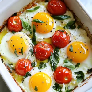 To make Baked Feta Breakfast Eggs, you will need: - 200g feta cheese, crumbled - 4 large eggs - 1 cup cherry tomatoes, halved - 1 bell pepper (red or yellow), diced - 2 tablespoons olive oil - 1 teaspoon dried oregano - Salt and pepper to taste - Fresh basil or parsley for garnish This dish serves two and offers a healthy mix of nutrients. Each serving provides: - Calories: Approximately 350 - Protein: 20g - Fat: 25g - Carbohydrates: 10g - Fiber: 2g - Sugar: 3g These ingredients offer a good balance of protein, healthy fats, and vitamins. Feta adds calcium, while tomatoes and peppers provide antioxidants. When selecting ingredients, look for vibrant colors and firm textures. Here are some tips: - Feta Cheese: Choose feta that feels creamy and has a fresh smell. Avoid dry or crumbly cheese. - Cherry Tomatoes: Pick tomatoes that are bright and plump. They should feel slightly soft but not mushy. - Bell Peppers: Look for peppers that have smooth skin and feel heavy. They should not have wrinkles or blemishes. - Fresh Herbs: Choose herbs that are bright green and fragrant. Avoid wilted or brown leaves. Using fresh ingredients makes your dish taste better and ensures you get the best nutrition. {{ingredient_image_1}} Start by preheating your oven to 400°F (200°C). This step warms the oven, making sure your dish cooks evenly. In a baking dish, add 200g of crumbled feta cheese. Next, toss in 1 cup of halved cherry tomatoes and 1 diced bell pepper. Drizzle 2 tablespoons of olive oil over the mixture. Then, sprinkle in 1 teaspoon of dried oregano, along with salt and pepper to taste. Gently mix all the ingredients to coat them well with oil and spices. Now, it’s time to add the eggs. Use a spoon to create four small wells in the mixture. Carefully crack 4 large eggs into each well. Make sure to keep the yolks whole for that lovely runny texture. Place your baking dish in the preheated oven. Bake for 15-18 minutes. Keep an eye on the eggs; the whites should be set, while the yolks stay slightly runny. After baking, take the dish out and let it cool for a minute. Garnish with fresh basil or parsley before serving. Enjoy your tasty Baked Feta Breakfast Eggs! To get that perfect runny yolk, watch the baking time closely. Bake the eggs for about 15 to 18 minutes. Adjust the time to your liking. If you like firmer yolks, add a few more minutes. Remember, the key is to keep the yolks intact while baking. They should be soft but not fully raw. This balance makes each bite creamy and rich. Fresh herbs can really elevate this dish. I love using basil or parsley as a garnish. They add a pop of color and a fresh taste. You can also mix in dried oregano with the tomatoes and feta. Other herbs like thyme or chives can work well too. Just remember to chop them finely for better flavor distribution. If you have leftovers, don’t toss them out! You can easily turn them into a new meal. Try mixing the baked feta and veggies into a salad or wrap. You can also stir them into pasta for a quick lunch. The flavors will blend nicely, making your next meal just as tasty! Always store leftovers in an airtight container for freshness. Pro Tips Use High-Quality Feta: The flavor of your dish greatly depends on the quality of feta cheese. Opt for a creamy and crumbly variety for the best results. Customize Your Vegetables: Feel free to add other vegetables like spinach, zucchini, or mushrooms to enhance the flavor and nutrition of the dish. Check Egg Doneness: For perfectly cooked eggs, keep an eye on them towards the end of the baking time. Remove them from the oven when the whites are set but yolks are still slightly runny. Experiment with Herbs: While basil and parsley are great choices, try adding thyme or dill for a different flavor profile that complements the feta. {{image_2}} You can switch up the vegetables in this dish. Try adding spinach for a fresh taste. Zucchini is also a good choice. You can even toss in mushrooms for a hearty feel. Just remember to chop the veggies small so they cook well. The more colors you add, the more fun and tasty it becomes! Feta is great, but you can explore other cheeses too. Goat cheese adds a tangy flavor. If you want creaminess, try ricotta. Cheddar or mozzarella can also work nicely. Each cheese brings its own flair to the dish. Experiment with what you have on hand for a fun twist. Spices can really change the taste of your breakfast. Try adding red pepper flakes for some heat. Paprika gives a nice smoky flavor. Fresh herbs like thyme or chives can brighten the meal. Don’t forget about garlic powder for a savory punch. Mix and match spices to find your perfect blend! You can store leftover Baked Feta Breakfast Eggs in an airtight container. Make sure to let them cool first. They stay fresh in the fridge for up to three days. Keep any herbs separate to maintain their flavor. To reheat, place the leftovers on a baking sheet. Preheat your oven to 350°F (175°C). Heat for about 10-15 minutes. This keeps the eggs from overcooking. You can also use a microwave for quick reheating. Just cover the dish and heat for 1-2 minutes. You can freeze this dish, but it’s best to freeze it before baking. Prepare the mixture in the baking dish, cover it well, and freeze for up to one month. When ready to eat, thaw it in the fridge overnight. Then, bake as directed in the recipe. This method keeps the flavors fresh. Yes, you can prep the dish ahead. Mix the feta, tomatoes, and peppers. Store this mix in the fridge. When ready to eat, just add the eggs and bake. This keeps your morning simple and quick. This dish pairs well with toast or crusty bread. You can also add fresh fruit for a sweet balance. A side salad brings in freshness too. Feel free to get creative with your sides! You can use egg whites for a lighter option. If you want a vegan choice, try tofu instead. Crumbled firm tofu can mimic the texture of eggs. Just adjust cooking time as needed. The recipe is already vegetarian! Just focus on using fresh veggies and good quality feta. You can swap in any seasonal vegetables you love. This keeps the dish vibrant and tasty. In this post, we explored the key ingredients for Baked Feta Breakfast Eggs and how to choose fresh ones. I shared step-by-step instructions to guide you through cooking this dish. We also discussed tips for perfecting your eggs and ways to add flavor. Don't forget to try different vegetables and cheeses for variety. Store leftovers properly to enjoy them later. Baked Feta Breakfast Eggs are easy to make and versatile, perfect for any meal. Enjoy creating your version of this tasty recipe!