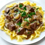 - 2 pounds beef chuck, cut into 1-inch cubes - 1 medium onion, chopped - 3 cloves garlic, minced - 8 ounces mushrooms, sliced To make a great beef stroganoff, you need the best beef chuck. It has flavor and tenderness. Cut it into 1-inch cubes for even cooking. Next, use one medium onion, chopped finely. This adds sweetness and depth. Don’t forget the garlic! Three minced cloves bring a warm aroma. Lastly, use eight ounces of sliced mushrooms. They add a lovely texture and richness. - 1 cup beef broth - 1 tablespoon Worcestershire sauce - 1 teaspoon dried thyme - 1 teaspoon paprika - ½ teaspoon black pepper For taste, beef broth is key. Use one cup for a savory base. Add a tablespoon of Worcestershire sauce for a tangy kick. Season with one teaspoon of dried thyme and one teaspoon of paprika for that depth of flavor. A half teaspoon of black pepper gives it a little heat. - 1 cup sour cream - 3 tablespoons all-purpose flour - Salt to taste To make it creamy, you’ll need one cup of sour cream. This gives a rich, smooth texture. Use three tablespoons of all-purpose flour to help thicken the sauce. Lastly, don’t forget the salt! Adjust it to your taste. Start by searing the beef cubes. Heat olive oil in a large skillet over medium-high heat. Add the beef cubes and season them with salt and pepper. Sear the beef until it turns brown on all sides, which takes about 5 minutes. Once browned, transfer the beef to the slow cooker. Next, it's time to cook the vegetables. In the same skillet, add the chopped onion and minced garlic. Sauté these for 2-3 minutes until they soften. Then, add the sliced mushrooms and cook for an additional 3-4 minutes. Once done, transfer the vegetable mix to the slow cooker with the beef. Now, mix everything together. Pour in the beef broth, Worcestershire sauce, dried thyme, and paprika. Stir to combine all the ingredients. Cover the slow cooker and set it to cook on low for 7-8 hours or on high for 4-5 hours. The beef should be tender when it’s ready. About 30 minutes before serving, we will thicken the sauce. In a small bowl, whisk together the sour cream and flour until smooth. Gradually stir this mixture into the slow cooker. This will help thicken the sauce. Taste and adjust seasoning with more salt and pepper if needed. While your stroganoff cooks, prepare your egg noodles or rice. Follow the package instructions to cook them. Serve the beef stroganoff over the noodles or rice. Don’t forget to garnish with fresh parsley for a nice touch! For beef stroganoff, the best cut is beef chuck. It is tough but becomes tender when cooked slowly. Beef chuck has a rich flavor, which makes your dish taste great. This cut is also budget-friendly, so it's a win-win for cooks. To boost flavor, consider adding a few extra seasonings. Try a pinch of garlic powder or some fresh herbs like thyme and rosemary for extra taste. You can also serve your stroganoff with egg noodles or rice. These sides soak up the sauce and make every bite delicious. To achieve the right sauce consistency, stir in the sour cream and flour mixture slowly. This keeps the sauce smooth. A common mistake is adding the sour cream too early, which can curdle. Always wait until the end of cooking to thicken the sauce. {{image_2}} You can switch out the mushrooms to change the flavor. Try using shiitake or portobello mushrooms. Each type adds its own taste and texture. You can also mix in other veggies like carrots or bell peppers. They will add color and nutrition to your dish. If you want something different, swap the beef for chicken or turkey. Both work well and keep the dish tasty. For a vegetarian option, use mushrooms and add lentils. This keeps the dish hearty without meat. To make this recipe gluten-free, use gluten-free flour instead of all-purpose flour. You can also serve the stroganoff over zoodles or rice. These options taste great and fit gluten-free diets perfectly. To store leftovers, let the beef stroganoff cool to room temperature. Then, place it in an airtight container. This helps keep the flavors fresh. I suggest using glass or BPA-free plastic containers. These containers are great for keeping food safe and tasty. For freezing stroganoff, first let it cool. Then, place the stroganoff in a freezer-safe container. Be sure to leave some space at the top for expansion. When you are ready to eat, thaw the stroganoff in the fridge overnight. To reheat, warm it on the stove or in the microwave. Stir well to ensure even heating. In the fridge, beef stroganoff lasts about 3 to 4 days. If you freeze it, it can last for up to 3 months. Look for signs of spoilage like a sour smell or a change in color. If you notice these signs, it's best to discard the stroganoff. Always trust your senses when checking food safety. To make this dish, you need about 15 minutes for prep. Then, slow cook it for 7-8 hours on low or 4-5 hours on high. So, the total time is around 8 hours and 15 minutes. This long cooking time lets the beef get very tender and tasty. You can use frozen beef, but it may change the cooking time. If you use frozen beef, add an extra hour to your cooking time. The beef may not brown as nicely as fresh beef. If you can, thaw the beef first for best results. To thicken the sauce, mix sour cream and flour in a bowl. Make sure it is smooth. Stir this mix into the slow cooker about 30 minutes before serving. This will help the sauce get nice and creamy. You can adjust the seasoning with salt and pepper to your taste. This blog post covered how to make Slow Cooker Beef Stroganoff. You learned about the main ingredients like beef chuck, onions, and mushrooms. We explored seasonings and creamy components that build flavor and texture. I provided step-by-step instructions, along with helpful tips, variations, and storage info. Mastering this dish will impress anyone at your table. Enjoy making it your own with our suggestions. Cooking is fun, so don’t hesitate to experiment!