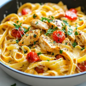 - 2 boneless, skinless chicken breasts, sliced into strips - 8 oz fettuccine or penne pasta Chicken and pasta are the stars of this dish. I use boneless, skinless chicken breasts for a tender bite. Slicing them into strips helps them cook evenly. For pasta, both fettuccine and penne work great. They hold the sauce well, making every bite delicious. - 1 tablespoon Cajun seasoning - 1 cup heavy cream - 1 cup chicken broth The sauce brings it all together. I love Cajun seasoning for its bold flavor. Just one tablespoon adds a nice kick. Heavy cream gives the sauce its creamy texture. Chicken broth adds depth. Together, they create a rich base for the dish. - 1 medium onion, diced - 3 cloves garlic, minced - 1 red bell pepper, sliced - 1 cup cherry tomatoes, halved - Fresh parsley, chopped for garnish Adding vegetables makes the dish colorful and fresh. I use a medium onion for sweetness and three cloves of garlic for aroma. Red bell pepper adds crunch, and cherry tomatoes bring a burst of flavor. Chopping fresh parsley at the end brightens the dish. It not only looks pretty but adds a fresh taste. {{ingredient_image_1}} To start, fill a large pot with water and add salt. Bring the water to a boil. Once boiling, add 8 oz of fettuccine or penne pasta. Cook the pasta for about 8-10 minutes until it is al dente. After that, drain the pasta and set it aside. Next, take 2 boneless, skinless chicken breasts and slice them into strips. In a mixing bowl, toss the chicken with 1 tablespoon of Cajun seasoning. Make sure each piece is well-coated. Heat 2 tablespoons of olive oil in a large skillet over medium-high heat. Add the seasoned chicken and cook for 5-7 minutes. The chicken should turn brown and be fully cooked. Remove it from the skillet and set it aside. In the same skillet, add the diced onion and sliced red bell pepper. Cook them for about 3-4 minutes until they soften. Then, add 3 minced garlic cloves and cook for another minute. This will add a lovely flavor to your dish. Pour in 1 cup of chicken broth and bring it to a simmer. Then, add 1 cup of heavy cream, stirring well. Let the sauce simmer for 3-5 minutes. This will help it thicken slightly. Now, add the cooked chicken back into the skillet, along with 1 cup of halved cherry tomatoes. Stir everything well to coat in the creamy sauce. Then, mix in the cooked pasta and toss until all ingredients are evenly coated. Stir in 1/2 cup of grated Parmesan cheese. This will make your sauce extra creamy. Season with salt and pepper to taste. Finally, remove from heat and garnish with fresh chopped parsley before serving. Enjoy your tasty dish! To cook juicy chicken, start with high heat. Sear the chicken strips in olive oil. This helps lock in moisture. Cook until they are browned, about 5-7 minutes. Let the chicken rest before mixing it back in. This keeps it tender. For seasoning, coat the chicken well with Cajun seasoning. Make sure every piece gets the spice. You can add salt and pepper after cooking for better flavor control. To get the right sauce thickness, simmer it gently. After adding the heavy cream, let it bubble for 3-5 minutes. This will help the sauce thicken. If it’s too thick, add a splash of chicken broth. Stir well to adjust the flavor as needed. Taste the sauce as you go. You can add more Cajun seasoning or salt if it needs a boost. Adjusting flavors keeps everyone happy. To avoid overcooked pasta, cook it until al dente. This means it should still be firm when bitten. Follow the package instructions carefully. Set a timer to remind yourself. For easy draining, use a colander. Shake it gently to remove excess water. You can save a bit of pasta water. It can help loosen the sauce later if needed. Pro Tips Perfect Pasta Cooking: Always cook your pasta al dente for the best texture. It will continue to cook slightly when mixed with the sauce. Homemade Cajun Seasoning: If you want to customize the heat level, consider making your own Cajun seasoning using paprika, cayenne, garlic powder, and thyme. Thickening the Sauce: To achieve a richer sauce, allow the heavy cream and chicken broth to simmer longer, stirring occasionally to prevent sticking. Garnishing for Freshness: Always add garnishes like fresh parsley just before serving to maintain their bright color and flavor. {{image_2}} You can swap chicken for shrimp or sausage. Shrimp cooks fast and adds a sweet flavor. Just sauté the shrimp until pink. For sausage, use smoked or andouille for a nice kick. You can also make this dish vegetarian. Try using firm tofu or tempeh. Season them like the chicken for a tasty option. Adjust the Cajun seasoning to fit your taste. If you like it spicy, add more seasoning. Start with a little and taste as you go. You can also add other spices. A pinch of cayenne or paprika can enhance the flavor. Experiment to find your perfect heat level. Seasonal vegetables can brighten this dish. Add zucchini, asparagus, or spinach for freshness. These veggies cook quickly and blend well with the sauce. You can also use frozen vegetables. They save time and are easy to keep on hand. Just add them to the skillet with the other veggies. To store your Creamy Cajun Chicken Pasta, let it cool first. Place the leftovers in an airtight container. This keeps out air and moisture. You can store it in the fridge for up to three days. Check for freshness before eating. If it smells off or looks strange, toss it. You can freeze this dish, but it’s best to do so before adding the cheese. Use a freezer-safe container. Make sure to leave some room for expansion. It can last up to three months in the freezer. To reheat, thaw it overnight in the fridge. Then, warm it on the stove over low heat. Stir in some extra cream or broth for the best taste. Don’t let those leftovers go to waste! You can make a Cajun chicken pasta bake. Just mix it with some breadcrumbs and cheese, and bake at 350°F for 20 minutes. You can also turn it into a wrap. Just add some salad greens and roll it up in a tortilla. This way, you get a fresh twist on a classic dish! You can use several options to replace heavy cream. Here are some ideas: - Whole milk with a tablespoon of butter - Coconut milk for a dairy-free option - Greek yogurt for a creamier texture - Silken tofu blended until smooth These alternatives can still give you that creamy feel without heavy cream. Yes, you can prepare this dish ahead of time. Here are some tips: - Cook the pasta a bit less than usual. This helps it stay firm. - Store the chicken and sauce separately to keep things fresh. - Reheat on low heat, adding a splash of broth or cream to loosen the sauce. Making it in advance saves time and keeps the flavors rich. The spice level depends on the Cajun seasoning you use. If you want less heat: - Use less Cajun seasoning. - Add a pinch of sugar to balance the spice. - Include bell peppers to add sweetness and reduce heat. You can adjust the spice to fit your taste! Making this dish gluten-free is simple. Here’s how: - Use gluten-free pasta, like rice or quinoa pasta. - Check the Cajun seasoning for gluten content. - Ensure your chicken broth is gluten-free. These swaps will keep the flavor while making it gluten-free. This blog post shared a delicious recipe for creamy Cajun chicken pasta. You learned about the best ingredients, like boneless chicken, flavorful sauces, and fresh vegetables. I also provided tips for cooking and variations to fit your taste. Remember, you can adjust spice levels and make this dish your own. Store leftovers properly, and use them creatively. Enjoy cooking this meal, and let your kitchen be filled with great flavors.