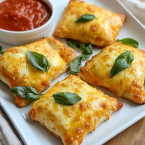 - 2 cups all-purpose flour - 1 tablespoon baking powder - 1 teaspoon salt - ½ cup cold butter, cubed - ¾ cup shredded mozzarella cheese - ½ cup ricotta cheese - 1 cup pizza sauce (store-bought or homemade) - 1 cup assorted toppings (pepperoni, bell peppers, mushrooms, olives, etc.) - 1 egg (for egg wash) - 1 tablespoon Italian seasoning - Olive oil for brushing To make cheesy pizza pockets, you need simple ingredients. The flour and baking powder form the dough base. Cold butter makes the dough flaky. You use mozzarella and ricotta cheese for a rich cheesy filling. Pizza sauce adds flavor and moisture. Assorted toppings can make each pocket unique. I love mozzarella for its meltiness. Ricotta adds creaminess. You can also try provolone or cheddar. Mixing cheeses gives more flavor. Feel free to experiment! Just keep the cheese blend balanced. You can add many fun toppings. Think pepperoni, bell peppers, or mushrooms. Other options include olives, spinach, or sausage. Customize each pocket to your taste. You can also make them vegetarian or even vegan. Use plant-based cheese and veggies for a twist. {{ingredient_image_1}} To make the dough, start with a large bowl. Combine 2 cups of all-purpose flour, 1 tablespoon of baking powder, and 1 teaspoon of salt. Next, add ½ cup of cold butter, cubed. Use your fingers or a pastry cutter to mix until it looks like coarse crumbs. This step is key; it helps create flaky pockets. Then, add about ¼ cup of cold water to form a dough. Be careful not to overwork it. Wrap your dough in plastic wrap and chill it in the fridge for 30 minutes. This makes it easier to roll out later. Now, let’s focus on the cheese. In the same bowl, stir in ¾ cup of shredded mozzarella and ½ cup of ricotta cheese. Mix gently to distribute the cheese evenly throughout the dough. This step gives your pockets that wonderful cheesy flavor. Make sure all the cheese is well mixed to avoid any clumps. You want every bite to be full of delicious cheese. After the dough has chilled, preheat your oven to 400°F (200°C). On a floured surface, roll out the dough to about ¼-inch thick. Use a large biscuit cutter or a glass to cut out circles, about 4 inches in diameter. Aim for 8-10 circles. To assemble, place one circle on a baking sheet. Scoop a tablespoon of pizza sauce into the center. Add your choice of toppings—like pepperoni, bell peppers, or mushrooms—and sprinkle some Italian seasoning. Top this with more mozzarella cheese. Now, take another circle of dough and place it on top. Press the edges to seal them tight. Use a fork to crimp the edges, which adds a nice design too. For a golden finish, beat 1 egg and brush it on top of the pockets. Finally, bake them for 15-20 minutes until they turn golden brown and feel firm. Let them cool a bit before serving. Enjoy them warm with extra pizza sauce for dipping! To get the dough just right, mix your dry ingredients first. Use a large bowl to combine 2 cups of all-purpose flour, 1 tablespoon of baking powder, and 1 teaspoon of salt. Add ½ cup of cold, cubed butter. Mix until it looks like coarse crumbs. This step is key for a flaky crust. When adding water, use just enough to bring it together. Too much water makes the dough tough. Preheat your oven to 400°F (200°C) before baking. This ensures your pizza pockets bake evenly. Line your baking sheet with parchment paper to prevent sticking. Bake for 15-20 minutes until they are golden brown and firm. Check them a few minutes early to avoid over-baking. For a lovely golden color, use an egg wash. Beat 1 egg in a bowl. With a pastry brush, coat the tops of your pizza pockets before baking. This simple step makes them look more appealing. Don’t skip this; the shine adds to the overall look! Pro Tips Chill Your Ingredients: Keeping your butter and dough cold is crucial for achieving a flaky texture in your pizza pockets. Experiment with Fillings: Don’t hesitate to mix and match your toppings; this recipe is perfect for using up leftovers in your fridge. Make Ahead: You can prepare the dough and fillings a day in advance. Just assemble and bake when you’re ready to serve! Perfect Egg Wash: For a shiny finish, ensure your egg wash is evenly applied and consider adding a sprinkle of sea salt or herbs on top before baking. {{image_2}} You can easily make vegetarian cheesy pizza pockets. Use a mix of fresh veggies like bell peppers, mushrooms, and spinach. Replace the mozzarella with vegan cheese for a dairy-free option. Look for brands that melt well. You can also add nutritional yeast for a cheesy flavor. For protein, try adding chickpeas or lentils. This will make your pockets filling and tasty. To make gluten-free cheesy pizza pockets, swap all-purpose flour with a gluten-free blend. Be sure to choose a mix that works for baking. Add a bit of xanthan gum if your blend does not include it. The dough may feel different, so don't be alarmed. Roll it out gently, and follow the same steps as the original recipe. Use gluten-free cheese varieties to keep it safe for those who avoid gluten. Get creative with your fillings! Try adding fruits like pineapple or figs for a sweet twist. You can also use cooked chicken, bacon, or even crab meat for added flavor. Go for unique cheeses like feta or goat cheese to change things up. The beauty of pizza pockets is their versatility. You can mix and match as you like, so explore different flavors and textures. To keep your leftover pizza pockets fresh, store them in an airtight container. Make sure they cool down first. Place a piece of parchment paper between layers to avoid sticking. You can keep them in the fridge for up to three days. If you want to save them longer, freezing is a great choice. To freeze pizza pockets, wrap each one in plastic wrap. Then, place them in a freezer bag. This helps prevent freezer burn. Label the bag with the date. They can stay in the freezer for up to three months. When ready to eat, thaw them overnight in the fridge before reheating. For the best taste, reheat pizza pockets in the oven. Preheat your oven to 375°F (190°C). Place them on a baking sheet lined with parchment paper. Heat for about 10-15 minutes or until warm. You can also use the microwave, but the oven gives a better crisp. Enjoy that gooey cheese and flaky crust! The best way to reheat cheesy pizza pockets is in the oven. Preheat your oven to 350°F (175°C). Place the pockets on a baking sheet lined with parchment paper. Heat them for about 10-15 minutes. This keeps the crust crispy while warming the cheese. If you're in a hurry, you can use the microwave. Heat them on high for about 30 seconds to 1 minute. However, the crust may turn soft. Yes, you can use store-bought dough for this recipe. It saves time and effort. Look for pizza dough or biscuit dough in the store. It works well and tastes great. Just follow the cooking instructions on the package for the best results. You can still fill the dough with your favorite toppings and cheese. To make cheesy pizza pockets ahead of time, prepare the dough and filling as described in the recipe. After sealing the pockets, place them on a baking sheet. Cover them with plastic wrap and refrigerate for up to 24 hours. You can also freeze them. Just make sure to wrap them well. When ready to cook, bake them straight from the fridge or freezer. Adjust the baking time if frozen. You learned how to make tasty cheesy pizza pockets from scratch. We covered the best ingredients to choose, step-by-step instructions, and helpful tips to get your dough just right. You also saw fun variations to fit your diet and how to store leftovers for later. These pockets are easy to make and share. Enjoy trying new toppings and flavors. Keep experimenting, and you will master this fun dish!