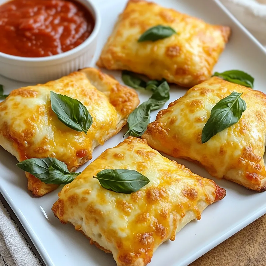 - 2 cups all-purpose flour - 1 tablespoon baking powder - 1 teaspoon salt - ½ cup cold butter, cubed - ¾ cup shredded mozzarella cheese - ½ cup ricotta cheese - 1 cup pizza sauce (store-bought or homemade) - 1 cup assorted toppings (pepperoni, bell peppers, mushrooms, olives, etc.) - 1 egg (for egg wash) - 1 tablespoon Italian seasoning - Olive oil for brushing To make cheesy pizza pockets, you need simple ingredients. The flour and baking powder form the dough base. Cold butter makes the dough flaky. You use mozzarella and ricotta cheese for a rich cheesy filling. Pizza sauce adds flavor and moisture. Assorted toppings can make each pocket unique. I love mozzarella for its meltiness. Ricotta adds creaminess. You can also try provolone or cheddar. Mixing cheeses gives more flavor. Feel free to experiment! Just keep the cheese blend balanced. You can add many fun toppings. Think pepperoni, bell peppers, or mushrooms. Other options include olives, spinach, or sausage. Customize each pocket to your taste. You can also make them vegetarian or even vegan. Use plant-based cheese and veggies for a twist. {{ingredient_image_1}} To make the dough, start with a large bowl. Combine 2 cups of all-purpose flour, 1 tablespoon of baking powder, and 1 teaspoon of salt. Next, add ½ cup of cold butter, cubed. Use your fingers or a pastry cutter to mix until it looks like coarse crumbs. This step is key; it helps create flaky pockets. Then, add about ¼ cup of cold water to form a dough. Be careful not to overwork it. Wrap your dough in plastic wrap and chill it in the fridge for 30 minutes. This makes it easier to roll out later. Now, let’s focus on the cheese. In the same bowl, stir in ¾ cup of shredded mozzarella and ½ cup of ricotta cheese. Mix gently to distribute the cheese evenly throughout the dough. This step gives your pockets that wonderful cheesy flavor. Make sure all the cheese is well mixed to avoid any clumps. You want every bite to be full of delicious cheese. After the dough has chilled, preheat your oven to 400°F (200°C). On a floured surface, roll out the dough to about ¼-inch thick. Use a large biscuit cutter or a glass to cut out circles, about 4 inches in diameter. Aim for 8-10 circles. To assemble, place one circle on a baking sheet. Scoop a tablespoon of pizza sauce into the center. Add your choice of toppings—like pepperoni, bell peppers, or mushrooms—and sprinkle some Italian seasoning. Top this with more mozzarella cheese. Now, take another circle of dough and place it on top. Press the edges to seal them tight. Use a fork to crimp the edges, which adds a nice design too. For a golden finish, beat 1 egg and brush it on top of the pockets. Finally, bake them for 15-20 minutes until they turn golden brown and feel firm. Let them cool a bit before serving. Enjoy them warm with extra pizza sauce for dipping! To get the dough just right, mix your dry ingredients first. Use a large bowl to combine 2 cups of all-purpose flour, 1 tablespoon of baking powder, and 1 teaspoon of salt. Add ½ cup of cold, cubed butter. Mix until it looks like coarse crumbs. This step is key for a flaky crust. When adding water, use just enough to bring it together. Too much water makes the dough tough. Preheat your oven to 400°F (200°C) before baking. This ensures your pizza pockets bake evenly. Line your baking sheet with parchment paper to prevent sticking. Bake for 15-20 minutes until they are golden brown and firm. Check them a few minutes early to avoid over-baking. For a lovely golden color, use an egg wash. Beat 1 egg in a bowl. With a pastry brush, coat the tops of your pizza pockets before baking. This simple step makes them look more appealing. Don’t skip this; the shine adds to the overall look! Pro Tips Chill Your Ingredients: Keeping your butter and dough cold is crucial for achieving a flaky texture in your pizza pockets. Experiment with Fillings: Don’t hesitate to mix and match your toppings; this recipe is perfect for using up leftovers in your fridge. Make Ahead: You can prepare the dough and fillings a day in advance. Just assemble and bake when you’re ready to serve! Perfect Egg Wash: For a shiny finish, ensure your egg wash is evenly applied and consider adding a sprinkle of sea salt or herbs on top before baking. {{image_2}} You can easily make vegetarian cheesy pizza pockets. Use a mix of fresh veggies like bell peppers, mushrooms, and spinach. Replace the mozzarella with vegan cheese for a dairy-free option. Look for brands that melt well. You can also add nutritional yeast for a cheesy flavor. For protein, try adding chickpeas or lentils. This will make your pockets filling and tasty. To make gluten-free cheesy pizza pockets, swap all-purpose flour with a gluten-free blend. Be sure to choose a mix that works for baking. Add a bit of xanthan gum if your blend does not include it. The dough may feel different, so don't be alarmed. Roll it out gently, and follow the same steps as the original recipe. Use gluten-free cheese varieties to keep it safe for those who avoid gluten. Get creative with your fillings! Try adding fruits like pineapple or figs for a sweet twist. You can also use cooked chicken, bacon, or even crab meat for added flavor. Go for unique cheeses like feta or goat cheese to change things up. The beauty of pizza pockets is their versatility. You can mix and match as you like, so explore different flavors and textures. To keep your leftover pizza pockets fresh, store them in an airtight container. Make sure they cool down first. Place a piece of parchment paper between layers to avoid sticking. You can keep them in the fridge for up to three days. If you want to save them longer, freezing is a great choice. To freeze pizza pockets, wrap each one in plastic wrap. Then, place them in a freezer bag. This helps prevent freezer burn. Label the bag with the date. They can stay in the freezer for up to three months. When ready to eat, thaw them overnight in the fridge before reheating. For the best taste, reheat pizza pockets in the oven. Preheat your oven to 375°F (190°C). Place them on a baking sheet lined with parchment paper. Heat for about 10-15 minutes or until warm. You can also use the microwave, but the oven gives a better crisp. Enjoy that gooey cheese and flaky crust! The best way to reheat cheesy pizza pockets is in the oven. Preheat your oven to 350°F (175°C). Place the pockets on a baking sheet lined with parchment paper. Heat them for about 10-15 minutes. This keeps the crust crispy while warming the cheese. If you're in a hurry, you can use the microwave. Heat them on high for about 30 seconds to 1 minute. However, the crust may turn soft. Yes, you can use store-bought dough for this recipe. It saves time and effort. Look for pizza dough or biscuit dough in the store. It works well and tastes great. Just follow the cooking instructions on the package for the best results. You can still fill the dough with your favorite toppings and cheese. To make cheesy pizza pockets ahead of time, prepare the dough and filling as described in the recipe. After sealing the pockets, place them on a baking sheet. Cover them with plastic wrap and refrigerate for up to 24 hours. You can also freeze them. Just make sure to wrap them well. When ready to cook, bake them straight from the fridge or freezer. Adjust the baking time if frozen. You learned how to make tasty cheesy pizza pockets from scratch. We covered the best ingredients to choose, step-by-step instructions, and helpful tips to get your dough just right. You also saw fun variations to fit your diet and how to store leftovers for later. These pockets are easy to make and share. Enjoy trying new toppings and flavors. Keep experimenting, and you will master this fun dish!