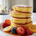 To make delicious Japanese soufflé pancakes, you need these simple ingredients: - 2 large eggs (separated) - 2 tablespoons granulated sugar (divided) - ½ teaspoon vanilla extract - 3 tablespoons milk - ¼ cup all-purpose flour - ½ teaspoon baking powder - A pinch of salt - Butter (for greasing) - Powdered sugar (for dusting) - Fresh fruit (for serving, optional) - Maple syrup (for serving, optional) These ingredients work together to create light, fluffy pancakes. The eggs play a key role. Separating them allows you to whip the whites into a meringue, giving the pancakes their airy structure. The sugar adds sweetness and helps with the meringue's stability. Vanilla extract brings a lovely flavor, while milk makes the batter creamy. Flour and baking powder contribute to the pancake's rise. A pinch of salt balances the sweetness. Greasing the pan with butter ensures the pancakes cook evenly. Finally, powdered sugar and fresh fruit make for a beautiful and tasty presentation. Don’t forget the maple syrup; it adds a rich sweetness that pairs perfectly! - Start by separating the egg whites from the yolks. - In a bowl, whisk the egg whites until soft peaks form. - Gradually add 1 tablespoon of sugar while whisking. - Whisk until the meringue is stiff and shiny. Set this aside. - In another bowl, whisk the egg yolks with the other tablespoon of sugar. - Add vanilla extract and milk, mixing until smooth. - Sift in the flour, baking powder, and salt. Stir gently to combine. - Take a spatula and fold one-third of the meringue into the yolk mixture. - Be gentle to keep the batter light and airy. - Carefully fold in the rest of the meringue until no white streaks show. - Ensure the batter stays fluffy. - Heat a non-stick skillet over low heat and add a little butter to grease it. - Use a ring mold to pour ¼ of the batter into the mold. - Cover the skillet with a lid and cook for about 4-5 minutes. - Check for a golden brown bottom before flipping. - Carefully remove the ring mold and flip the pancake. - Cover again and cook for another 4-5 minutes. - Repeat with the remaining batter, greasing the skillet as needed. Using room temperature eggs is key. They mix better with other ingredients. Cold eggs can make the batter dense. To fold in the egg whites, use a spatula. Be gentle and don’t stir too hard. You want to keep that air in the batter. This helps the pancakes rise high and stay fluffy. Keep your skillet on low heat. Too high of a temperature burns the pancakes. A non-stick skillet works best for easy flipping. Use a ring mold to shape the pancakes. This ensures they cook evenly and hold their shape. When dusting with powdered sugar, use a fine sieve. This gives a light, even coating. For a beautiful stack, layer the pancakes gently. Add fresh fruit between the layers for color. Drizzle maple syrup on top for a sweet finish. {{image_2}} You can change the taste of your Japanese soufflé pancakes easily. Here are two fun options: - Matcha soufflé pancakes: Add 1-2 teaspoons of matcha powder to the batter. This gives your pancakes a lovely green color and a rich, earthy flavor. - Chocolate soufflé pancakes: Mix in 2 tablespoons of cocoa powder. This will make your pancakes sweet and chocolatey, perfect for dessert lovers. If you have special dietary needs, you can still enjoy these pancakes. - Gluten-free options: Use gluten-free flour instead of all-purpose flour. The pancakes will still be soft and delicious. - Vegan alternatives: Replace eggs with aquafaba, the liquid from canned chickpeas. Use plant-based milk for a tasty vegan version. You can also make your pancakes fit the seasons. - Pumpkin spice for fall: Add 1 teaspoon of pumpkin spice to the batter. This adds a warm, cozy flavor, perfect for autumn. - Fresh berries for summer: Top your pancakes with fresh berries like strawberries or blueberries. They add color and a burst of flavor to your dish. Store your cooked pancakes in the fridge. Place them in an airtight container. This keeps them fresh for about two days. When you want to enjoy them again, reheat carefully. Heat them in a non-stick skillet over low heat. This keeps them fluffy. You can also use the microwave. Place a damp paper towel over the pancakes. Heat in short bursts until warm. For leftover ingredients, store them properly. Keep egg whites and yolks in separate containers. Seal them tight to avoid drying. For milk, use a sealed bottle or jar. Store flour in a cool, dry place. It stays fresh longer. Check your baking powder's expiration date. Replace it if it’s old to ensure your pancakes rise well. To freeze pancakes, let them cool completely. Stack them with parchment paper between each pancake. Place the stack in a freezer bag. Squeeze out as much air as possible before sealing. They can stay frozen for up to a month. When you’re ready to eat, thaw overnight in the fridge. Reheat in the skillet or microwave. Enjoy your fluffy pancakes anytime! Japanese soufflé pancakes stand out because they are light and fluffy. Unlike traditional pancakes, which are flat and dense, these pancakes rise high and have a soft texture. The secret lies in separating the eggs. You whip the egg whites into a meringue. This adds air and creates that unique fluffiness. Traditional pancakes use a batter that does not require this step, making them denser. Yes, you can prep some parts ahead. You can separate the eggs and store the yolks and whites in the fridge. You can also sift the dry ingredients and mix them in a bowl. This way, you save time when you are ready to cook. However, I recommend making the pancakes fresh for the best fluffiness. Toppings can really enhance your pancakes. Here are some great ideas: - Fresh fruit like berries or bananas - Maple syrup for sweetness - Whipped cream for a rich touch - A dusting of powdered sugar for a lovely look You can mix and match these for a fun treat! You now have the full guide to making fluffy Japanese soufflé pancakes. From the ingredients to the cooking tips, you can create a delicious treat. Remember to use fresh ingredients for the best flavor and texture. Don't forget to experiment with various toppings and flavors to make these pancakes your own. Each bite should be a delight. Enjoy this fun cooking adventure, and impress everyone with your tasty creation!