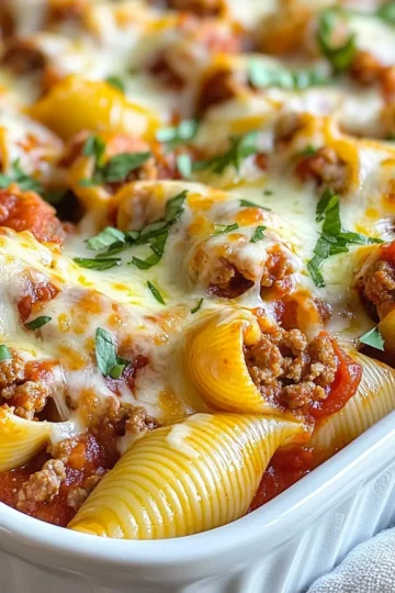 - 20 jumbo pasta shells - 1 pound ground beef - 1 pound Italian sausage, casings removed - 1 cup ricotta cheese - 1 egg - 1 teaspoon garlic powder - 1 teaspoon onion powder - 1 teaspoon Italian seasoning - Salt and pepper to taste - 3 cups marinara sauce - 1 cup shredded mozzarella cheese - Fresh basil or parsley for garnish To make meaty stuffed shells, start with jumbo pasta shells. They hold the filling well. Use one pound of ground beef and one pound of Italian sausage for rich flavor. Mixing these meats gives a great taste and texture. You need ricotta cheese for a creamy filling. An egg helps bind everything together. Garlic powder, onion powder, and Italian seasoning give it that classic Italian flavor. Always add salt and pepper to taste. Marinara sauce is key to keep the shells moist. You’ll need three cups to pour over and under the shells. Finally, topping with shredded mozzarella makes it cheesy and delicious. Garnish with fresh basil or parsley for a pop of color and flavor. - Vegetables for stuffing - Additional cheeses - Herbs and spices You can get creative with add-ins! Chopped spinach or mushrooms can boost flavor and nutrition. You might want to mix in some bell peppers or zucchini for extra texture. Consider adding different cheeses too. Parmesan can add a nutty kick. You could also try provolone for a smoky taste. Fresh herbs like thyme or oregano can elevate the dish even more. - Side salad options - Bread suggestions - Wine pairings Pair your stuffed shells with a fresh side salad. A simple mix of greens, tomatoes, and a light vinaigrette works well. Garlic bread is also a tasty choice. It’s perfect for soaking up any extra sauce. For drinks, a nice red wine like Chianti or a light white wine like Pinot Grigio complements the flavors beautifully. You can also go for sparkling water with lemon for a refreshing non-alcoholic option. {{ingredient_image_1}} - Preheat the oven to 375°F (190°C). - Boil the jumbo pasta shells until they are al dente. Follow the package instructions. Drain the shells and set them aside to cool a bit. - In a large skillet, brown the ground beef and Italian sausage over medium heat. Cook until they are no longer pink. Drain any excess fat. - In a bowl, combine the cooked meat with ricotta cheese, one egg, garlic powder, onion powder, Italian seasoning, salt, and pepper. Mix until everything is well blended. - Carefully fill each pasta shell with the meat and cheese mixture. Do this gently to avoid tearing the shells. Set the stuffed shells aside. - In a baking dish, pour a thin layer of marinara sauce at the bottom. This helps prevent sticking. Place the stuffed shells on top of the sauce. Cover them with the remaining marinara sauce. - Cover the baking dish with aluminum foil. Bake for 25 minutes. - After that, remove the foil and bake for another 10-15 minutes. Look for the cheese to be bubbly and golden. - Once done, take it out of the oven and let it cool for a few minutes. Garnish with fresh basil or parsley before serving. - Avoid overstuffing: Fill each shell with just enough mixture. Overstuffing makes it hard to cook evenly. - Use a spoon or piping bag: A spoon works well, but a piping bag gives you more control. It helps to fill each shell neatly and quickly. - Beyond mozzarella: best cheese options: Try ricotta or provolone for rich flavor. You can also use fontina for a nutty taste. - Melting tips for best texture: For a creamy melt, mix cheeses. Grate them finely and spread them evenly for smooth melting. - Cooking the pasta too long: Cook the shells until just al dente. They will soften more in the oven. - Not letting the dish rest: Let the dish sit for a few minutes after baking. This helps the layers set and makes serving easier. Pro Tips Cook Shells Al Dente: Cooking the pasta shells until al dente ensures they hold their shape and don’t become mushy during baking. Use Fresh Herbs: Garnishing with fresh basil or parsley adds a burst of flavor and color to your dish, making it more appetizing. Make Ahead: You can prepare the stuffed shells in advance and store them in the refrigerator or freezer. Just adjust the baking time if cooking from frozen. Experiment with Cheese: Feel free to mix different cheeses like Parmesan or provolone into the filling for added depth of flavor. {{image_2}} You can make meaty stuffed shells healthier by changing a few ingredients. Instead of ground beef and Italian sausage, try turkey or chicken. These meats have less fat but still taste great. For cheese, consider low-fat options like cottage cheese or low-fat ricotta. These choices keep the flavor but are lighter on calories. If you want a vegetarian dish, swap out the meat for plant-based proteins. Crumbled tofu or lentils work well in the filling. You can also add chopped spinach, zucchini, or mushrooms for extra flavor and nutrients. These veggies boost the dish while keeping it hearty. To spice things up, add chili flakes or diced jalapeños to your filling. This will add a kick to each bite. You can also try different marinara sauces, like spicy arrabbiata or a rich roasted garlic sauce. Each sauce will change the taste and keep your meals exciting. To keep your meaty stuffed shells fresh, use airtight containers. Glass or plastic containers work well. Make sure to let the shells cool down before sealing. Store them in the fridge for up to 3 days. When you are ready to eat, just heat them up! If you want to save some for later, freezing works great. First, let the stuffed shells cool completely. Then, wrap each shell in plastic or place them in a freezer-safe container. They can last up to 3 months in the freezer. For reheating, thaw them overnight in the fridge. Place them in the oven at 350°F (175°C) until hot. In the fridge, meaty stuffed shells last about 3 days. If you see mold or notice a strange smell, it's time to toss them. Always trust your senses. If the shells are dry or hard, they are no longer good to eat. Yes, you can use ground turkey or chicken instead of beef and sausage. These options offer a lighter taste. Ground turkey is leaner, while chicken provides a mild flavor. Both will still give you a great dish. To make Meaty Stuffed Shells gluten-free, choose gluten-free pasta alternatives. Many brands offer gluten-free jumbo shells. You can also use zucchini noodles for a fresh twist. Just ensure the other ingredients are gluten-free too. Yes, you can prep the shells a day before. Cook the pasta and prepare the filling. Stuff the shells, then cover and refrigerate. Bake them the next day. Just add a few extra minutes to the baking time. Leftover filling can be used in many ways. Mix it into scrambled eggs for a tasty breakfast. You can also use it in stuffed peppers or as a topping for baked potatoes. There are so many options! To add spice, mix in crushed red pepper flakes or diced jalapeños. You can also use a spicy sausage. A dash of hot sauce in the filling adds heat without altering the flavor. Experiment to find your perfect spice level! Meaty stuffed shells are a hearty dish made from jumbo pasta filled with meat and cheese. You can customize them with vegetables and different cheeses. Serve them with a fresh salad or crusty bread for a complete meal. Remember the key tips for stuffing and baking to avoid common mistakes. Explore variations like lighter options or vegetarian choices to fit your taste. Follow these steps, and you’ll impress everyone with this delicious, comforting dish!