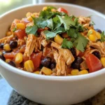 To make Fiesta Crockpot Chicken, you need these simple ingredients: - 4 boneless, skinless chicken breasts - 1 can (15 oz) black beans, rinsed and drained - 1 can (15 oz) corn, drained - 1 can (10 oz) diced tomatoes with green chilies - 1 red bell pepper, diced - 1 yellow onion, diced - 2 cloves garlic, minced - 1 tablespoon chili powder - 1 teaspoon cumin - 1 teaspoon paprika - Salt and pepper to taste - 1 lime, juiced - 1 cup fresh cilantro, chopped (for garnish) - Optional: Tortilla chips or warm tortillas for serving This dish is not only tasty but also healthy. Each serving roughly contains: - Calories: 290 - Protein: 30g - Carbohydrates: 35g - Fiber: 8g - Fat: 6g It’s a great source of protein and fiber. The beans and veggies boost nutrition too. You can swap ingredients to fit your taste or what you have at home. Here are some ideas: - Chicken: Use turkey breasts or thighs for a different flavor. - Beans: Any canned beans work. Try pinto or kidney beans. - Corn: Fresh corn can replace canned corn for more crunch. - Tomatoes: Use fresh diced tomatoes if you prefer. - Peppers: Any color bell pepper is fine. Feel free to get creative! {{ingredient_image_1}} Start by placing the chicken breasts in the bottom of the crockpot. Make sure they are flat and even. This helps them cook well and stay juicy. No need to cut or season them just yet. We will do that later. In a large bowl, mix the black beans, corn, and diced tomatoes. Add the red bell pepper, yellow onion, and minced garlic next. Then, stir in the chili powder, cumin, paprika, salt, and pepper. This mix gives the chicken flavor and color. Pour this mixture over the chicken in the crockpot. Ensure the chicken is fully covered. This adds moisture and taste as it cooks. Cover the crockpot with its lid. You can cook on low for 6-8 hours or high for 3-4 hours. If you cook it on low, the chicken becomes very tender. Once the time is up, use two forks to shred the chicken in the pot. Stir in the lime juice for a fresh kick. Taste and adjust seasoning if needed. This dish is ready to serve! To keep your chicken tender, use boneless, skinless chicken breasts. They cook evenly. Always add enough liquid to the crockpot. The liquid helps steam the chicken. Avoid overcooking; it can dry out. Cook on low for best results. This method breaks down the meat and keeps it juicy. Layer your ingredients wisely. Place chicken at the bottom for even cooking. Add veggies on top. They will cook down and add flavor. Don't peek too often! Opening the lid lets heat escape. Stick to the cooking time. This helps the flavors meld together. Add lime juice at the end to brighten the dish. Fresh cilantro brings a nice touch. You can spice it up with jalapeños or hot sauce. Consider adding more spices like smoked paprika. For a smokier taste, try chipotle powder. Each tweak makes your dish unique! Pro Tips Adjust Spice Levels: If you prefer a milder flavor, reduce the chili powder or use a mild salsa instead of diced tomatoes with green chilies. Batch Cooking: This recipe is perfect for meal prep! You can double the ingredients and freeze half for later use. Add More Vegetables: Feel free to include other vegetables like zucchini or spinach for added nutrition and flavor. Serving Suggestions: Serve over rice or quinoa for a hearty meal, or use as a filling for burritos or tacos! {{image_2}} To make your Fiesta Crockpot Chicken spicy, add more chili powder and jalapeños. You can use fresh or pickled jalapeños for a kick. Adjust the heat based on your taste. This adds a fun twist to the dish. For a vegetarian version, swap the chicken for extra black beans or chickpeas. Keep the other ingredients the same. You can add more veggies like zucchini or bell peppers. Cook it just like the original recipe. This version is both filling and tasty. You can use different proteins to change the dish. Try turkey or lean beef if you prefer. Adjust the cooking time based on the meat you choose. Chicken will cook faster than beef. Cook it until it’s tender and easy to shred. To store your Fiesta Crockpot Chicken, let it cool first. Use a clean container with a lid. Spoon the chicken and sauce into the container. Keep it in the fridge for up to three days. Make sure to label the container with the date. This helps you remember when you made it. When you want to enjoy leftovers, reheat them carefully. You can use a microwave or a stovetop. For the microwave, place the chicken in a bowl. Cover it with a lid or a plate. Heat it for one to two minutes, stirring halfway. For the stovetop, warm it in a pan over low heat. Stir gently until hot. Add a splash of water if it seems dry. If you want to save some for later, freezing is a great option. Place the Fiesta Chicken in a freezer-safe container. Leave some space at the top for expansion. Seal it tightly and label it with the date. You can freeze it for up to three months. When ready to eat, thaw it in the fridge overnight. Then, reheat it as I shared earlier. Yes, you can make Fiesta Crockpot Chicken in advance. This dish is great for meal prep. Just cook it as usual, then let it cool. Store it in an airtight container in the fridge for up to three days. For longer storage, freeze it. When you’re ready to eat, thaw it in the fridge overnight. You can reheat it on the stove or in the microwave. Fiesta Crockpot Chicken pairs well with many sides. Here are some ideas: - Tortilla chips: Crunchy and fun to scoop. - Warm tortillas: Great for making wraps. - Rice: Cilantro lime rice adds a tasty touch. - Salad: A fresh side salad can lighten the meal. - Guacamole: Creamy and rich, it enhances every bite. Feel free to mix and match these sides to suit your taste! To change the spice level, you have a few options. If you want it milder, skip the diced tomatoes with green chilies. You can also reduce the chili powder. If you like it spicy, add more chili powder or a chopped jalapeño. For an extra kick, try some hot sauce when serving. Always taste as you go to find your perfect heat! In this blog post, we explored the key ingredients for Fiesta Crockpot Chicken, including substitutes and nutritional info. I detailed simple steps for preparing and cooking this dish to perfection. You learned tips for keeping your chicken tender and various flavor enhancements. We even discussed fun variations like a vegetarian option. Remember, cooking should be fun and easy. Don’t hesitate to experiment with ingredients and flavors. Enjoy your cooking journey!