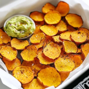 - 2 medium sweet potatoes - 2 tablespoons olive oil - 1 teaspoon paprika - 1 teaspoon garlic powder - ½ teaspoon sea salt - ¼ teaspoon black pepper - Optional: 1 teaspoon cayenne pepper Sweet potatoes are the star of this recipe. They bring a sweet and nutty flavor. I love using medium-sized sweet potatoes for this dish. The olive oil adds richness and helps with crisping. Paprika and garlic powder give a nice kick to each bite. Sea salt and black pepper add balance to the flavors. If you like heat, try the cayenne pepper. It adds a spicy twist. These ingredients work together to create a tasty snack that’s easy to make. You can find all these items in your local grocery store. When you gather these ingredients, you set the stage for a crunchy, flavorful delight. It's all about quality here. Fresh sweet potatoes make a big difference in taste. So, pick the best ones you can find! First, wash the sweet potatoes under cold water. Use a vegetable brush to scrub off dirt. Next, peel the sweet potatoes with a vegetable peeler. Pat them dry with a kitchen towel to remove moisture. Now, it’s time to cut the sweet potatoes. Use a mandoline slicer or a sharp knife. Cut them into thin slices, about 1/8 inch thick. The thinner the slices, the crispier the chips will be! In a large bowl, combine the sweet potato slices with olive oil. Add paprika, garlic powder, sea salt, and black pepper. If you like spice, add cayenne pepper. Toss everything together well. Make sure each slice gets a good coat of the seasoning mix. Preheat your air fryer to 375°F (190°C). This should take about 3-5 minutes. While it preheats, let the sweet potatoes sit for a few minutes. After preheating, arrange the slices in a single layer in the air fryer basket. Avoid overcrowding; cook in batches if needed. Air fry the chips for 10-12 minutes. Shake the basket halfway through for even crispness. If you want them crispier, add an extra 2-3 minutes. Once cooked, remove the chips and cool them on a wire rack. They will crisp up more as they cool. Repeat the cooking for any remaining slices. Enjoy your crunchy sweet potato chips! Slice thickness plays a big role in how crispy your sweet potato chips get. Aim for slices that are about 1/8 inch thick. Thinner slices cook faster and crisp up nicely. If your slices are too thick, they may turn out chewy. Shaking the basket during cooking is key. Halfway through the cooking time, take the basket out and shake it gently. This helps to ensure that all the chips cook evenly. If you skip this step, some chips might burn while others stay soft. You can boost the taste of your chips with spices. Try adding a sprinkle of cayenne pepper if you like heat. Other spices to consider are cinnamon for sweetness or cumin for a savory touch. For serving, I love to pair my sweet potato chips with dips. A creamy guacamole or yogurt dip adds a nice contrast. You can also serve them with salsa for a fresh taste. A mandoline slicer is a fantastic tool for cutting sweet potatoes. It helps you achieve uniform slices quickly. This way, all the chips will cook at the same rate. Not all air fryers are the same. Some models work better for making chips. Look for air fryers with good reviews on crisping. Brands like Philips and Ninja are popular choices for making perfect chips. {{image_2}} You can have fun with sweet potato chips by changing the flavors. Sweet options include cinnamon and sugar. This gives a warm, cozy taste. For a savory twist, try adding rosemary or thyme. These herbs add a fresh touch. You can also mix spices like cumin or chili powder for extra kick. Each choice can change your snack game! If you want to mix it up, try other veggies as chips. Carrots, zucchini, and beets work well. Slice them thinly like sweet potatoes. Each veggie will have a different cook time. Carrots take about 10-15 minutes, while zucchini cooks faster, around 8-10 minutes. Keep an eye on them to avoid burning! Making chips that fit your diet is easy. Sweet potato chips are naturally gluten-free. Just check your seasonings to be sure. For a vegan option, use olive oil and skip any dairy dips. You can serve them with hummus or guacamole. This makes for a tasty, healthy snack that everyone can enjoy! Store your leftover sweet potato chips in an airtight container. Glass jars or plastic containers work well. Make sure they are completely cool before sealing. This helps keep them crunchy. Avoid using paper bags, as they trap moisture. If you want, you can layer the chips with parchment paper. This way, they stay separated and won’t break easily. For longer storage, keep the container in the refrigerator. This helps keep them fresh for a few days. To reheat your sweet potato chips, use the air fryer. Set it to 350°F (175°C) for about 5 minutes. This method helps regain their crunch. You can also use an oven. Simply place the chips on a baking sheet and heat them for 5-7 minutes. Avoid microwaving the chips. This makes them soft and chewy, not crispy. Always check them often while reheating. You want them to be warm but not burnt. These chips last for about 3-5 days in the fridge. Keep an eye on them for freshness. If you see any signs of mold or a weird smell, it’s time to toss them. Fresh chips should taste sweet and crunchy. If they taste stale or soft, they have gone bad. Yes, you can make sweet potato chips without oil. You can use an air fryer alone to get crispiness. Just slice the sweet potatoes thinly and season them. You can also try baking them in the oven at a high temperature. Keep an eye on them as they cook. The key is to ensure they are thin enough for crispness. Your sweet potato chips might not be crispy for a few reasons. Here are some common issues: - Slice Thickness: If your slices are too thick, they won’t crisp up. Aim for about 1/8 inch thick. - Overcrowding: If you pack too many slices in the air fryer, they will steam instead of crisp. Cook in batches for the best results. - Moisture: Make sure to pat the slices dry before cooking. Excess moisture leads to soggy chips. To fix these issues, slice evenly, avoid overcrowding, and dry your sweet potatoes well. To check if your sweet potato chips are done, look for a golden-brown color. They should be firm and crunchy. Here are some tips: - Time: Cook them for 10-12 minutes at 375°F (190°C). Shake the basket halfway through. - Touch: Use tongs to test a chip. If it feels firm and snaps easily, they are ready. - Cooling: Let them cool on a wire rack after cooking. They will get crunchier as they cool. Following these steps will help you achieve that perfect crunch! In this guide, we explored how to make tasty sweet potato chips. We covered selecting ingredients, preparing and seasoning the sweet potatoes, and using an air fryer for that perfect crunch. I shared tips to enhance flavor and ensure your chips stay crispy. Remember, you can try different spices or even swap in other veggies. Storing and reheating the chips correctly keeps them fresh, too. Enjoy your homemade snacks and experiment with flavors for fun results! Your kitchen can be a place of endless chip creativity!