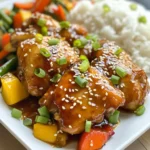 - 4 boneless, skinless chicken thighs - ¼ cup honey - 3 tablespoons soy sauce - 2 tablespoons rice vinegar - 1 tablespoon sesame oil - 2 cloves garlic, minced - 1 tablespoon fresh ginger, grated - ½ teaspoon crushed red pepper flakes (adjust to taste) - 1 tablespoon cornstarch - 1 tablespoon water - Sesame seeds for garnish - Chopped green onions for garnish For this dish, I love using chicken thighs. They stay juicy and tender during cooking. The marinade is where the magic begins. You mix honey, soy sauce, rice vinegar, sesame oil, minced garlic, grated ginger, and crushed red pepper flakes. This blend gives the chicken a sweet and savory taste. You can adjust the red pepper flakes to make it spicier or milder. After marinating, the chicken picks up these amazing flavors. Don't forget to reserve some of the marinade. You'll use it later to make a thick, rich sauce to brush on the chicken. Finally, for a beautiful finish, sprinkle sesame seeds and chopped green onions on top. These garnishes add a nice crunch and vibrant color to your dish. You can serve this chicken with steamed rice and stir-fried veggies for a complete meal. {{ingredient_image_1}} First, gather your marinade ingredients. You will need honey, soy sauce, rice vinegar, sesame oil, minced garlic, grated ginger, and crushed red pepper flakes. In a medium bowl, whisk these ingredients together until smooth. This mix brings out the sweet and savory notes in the chicken. Next, take your boneless, skinless chicken thighs. Place them in a zip-lock bag or a shallow dish. Pour the marinade over the chicken. Seal the bag or cover the dish tightly. Let the chicken marinate in the fridge for at least 30 minutes. For a stronger flavor, let it marinate for up to 2 hours. Now it’s time to bake the chicken. Start by preheating your oven to 375°F (190°C). This ensures the chicken cooks evenly and stays juicy. While the oven heats, remove the chicken from the marinade. Set the marinade aside for later use. Place the marinated chicken thighs on a baking sheet lined with parchment paper. Bake the chicken for 25-30 minutes. Use a meat thermometer to ensure the internal temperature reaches 165°F (75°C). This step is crucial for food safety. While the chicken bakes, let’s prepare the sauce. Pour the reserved marinade into a small saucepan. Heat it over medium heat until it starts to boil. In a small bowl, mix cornstarch with water until smooth. Stir this mix into the boiling sauce to thicken it. Cook for an extra 1-2 minutes until you reach your desired sauce thickness. Once your chicken is cooked, brush the thickened honey sauce over the chicken thighs. This adds a beautiful glaze and extra flavor. For a lovely presentation, serve the chicken with a drizzle of sauce. Garnish with sesame seeds and chopped green onions for a pop of color. Enjoy your flavorful Asian honey chicken! To infuse great flavor, use fresh ingredients. Mix honey, soy sauce, and spices in a bowl. Pour this over your chicken. Seal it in a bag or cover it well. Marinate in the fridge for at least 30 minutes. For the best taste, let it sit for up to 2 hours. This time lets the chicken soak up all the tasty goodness. For even cooking, place chicken thighs on a lined baking sheet. Make sure they are spaced out. This helps hot air circulate around the chicken. Bake at 375°F (190°C) for 25 to 30 minutes. To check doneness, use a meat thermometer. The chicken should reach 165°F (75°C) in the thickest part. This ensures it's safe and juicy. Serve your chicken on a big platter for a beautiful look. Drizzle extra honey sauce over the top for shine. Sprinkle sesame seeds and chopped green onions for color. These add a nice crunch and freshness. Pair the chicken with steamed rice and stir-fried veggies. This creates a complete meal that's pleasing to the eye and the palate. Pro Tips Marinate Longer for More Flavor: If time allows, marinate the chicken thighs for up to 2 hours. This will enhance the flavor and tenderness of the meat. Adjusting Spice Level: The crushed red pepper flakes can be adjusted to your spice preference. Start with a small amount and add more if you like a kick! Thicken the Sauce Perfectly: To achieve the ideal consistency for your sauce, mix the cornstarch with cold water before adding it to the boiling marinade. Serving Suggestions: Pair the honey-glazed chicken with steamed rice and stir-fried vegetables for a well-rounded meal that complements the flavors beautifully. {{image_2}} You can switch proteins in this recipe. Try using boneless turkey thighs or tofu. Both options soak up the flavors well. If you're cooking for someone with dietary needs, adjust the soy sauce to a gluten-free version. This change keeps the dish tasty for all. Want some heat? Use jalapeños or sriracha for a spicy kick. They add great depth to the dish. You can also toss in fruits like pineapple or mango. These fruits bring a sweet twist that pairs beautifully with the honey. Grilling adds a smoky flavor to your chicken. Just marinate it and then grill over medium heat until cooked. Pan-frying is another quick option. It gives a nice crispy texture. If you love slow cooking, try using a slow cooker. Just cook on low for 4-5 hours for tender results. This method allows the flavors to meld perfectly. To keep your Asian Honey Chicken fresh, follow these steps: - Let the chicken cool to room temperature. - Place it in an airtight container. - Store it in the fridge. You can safely keep leftovers for 3 to 4 days. If you want to save it longer, consider freezing it. Just wrap the chicken tightly in plastic wrap and then foil. It will last in the freezer for up to 3 months. When reheating your chicken, you want to keep it juicy and full of flavor. Here are some methods: - Oven: Preheat the oven to 350°F (175°C). Place the chicken in a baking dish and cover it with foil. Heat for about 15-20 minutes. - Microwave: Use a microwave-safe plate. Cover the chicken with a damp paper towel. Heat in short bursts of 30 seconds until warm. To maintain texture, avoid reheating too long. Overheating can make the chicken dry. Enjoy your delicious leftovers just like the first time! You can pair Asian Honey Chicken with many tasty sides. Here are some ideas: - Steamed rice: White or brown rice works well. - Stir-fried vegetables: Use snap peas, bell peppers, or broccoli. - Noodles: Try lo mein or rice noodles for a twist. - Salad: A light Asian-style salad with sesame dressing is great. - Egg rolls: Crunchy egg rolls add fun and flavor. These sides complement the sweet and savory flavors of the chicken. They enhance your meal and provide a balanced plate. Marinating the chicken is key to flavor. I recommend marinating for at least 30 minutes. For the best taste, aim for 2 hours. When you marinate longer, the chicken absorbs more flavor. It becomes tender and juicy. Just keep it in the fridge while it soaks up those delicious flavors. Yes, you can use other cuts of chicken. Here are some options: - Chicken breasts: They are leaner but can dry out if overcooked. - Drumsticks: These have more flavor and stay juicy. - Wings: Great for bite-sized treats, but adjust cooking time. Each cut has a different texture and flavor. Adjust your cooking time based on the cut you choose. This blog post covered how to make Asian Honey Chicken. We looked at the right ingredients, from chicken thighs to marinade. You learned step-by-step instructions, including marinating and baking. I shared tips on how to ensure great flavor and even cooking. We also explored fun variations and best storage methods. In wrapping up, remember that this dish is flexible and fun. Play around with flavors and enjoy every bite. Happy cooking!